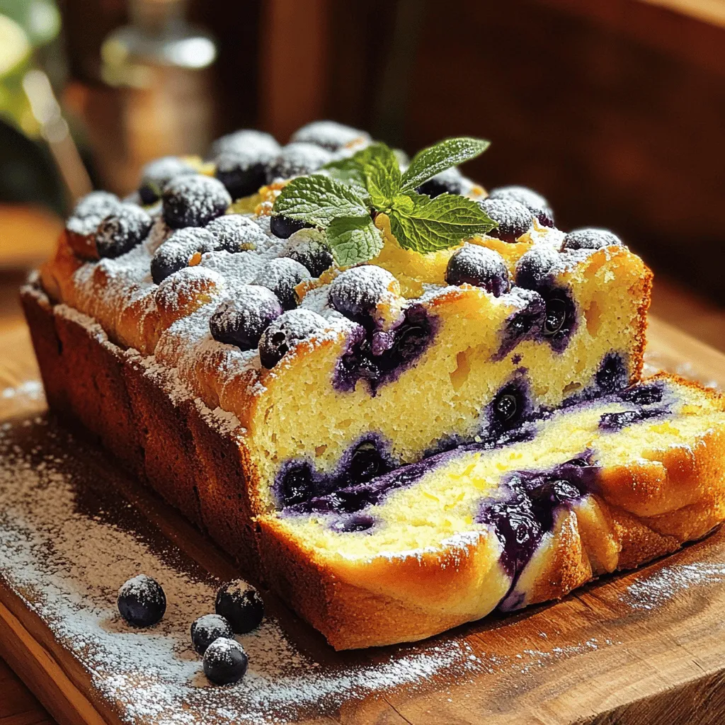 To make tasty blueberry bread, you need a few key items. Here’s the list: - 2 cups all-purpose flour - 1 cup fresh blueberries (frozen may be used if fresh is unavailable) - 1/2 cup granulated sugar - 1/4 cup brown sugar, packed tightly - 1 teaspoon baking powder - 1/2 teaspoon baking soda - 1/2 teaspoon salt - 1/2 cup unsalted butter, melted and slightly cooled - 2 large eggs, at room temperature - 1 teaspoon vanilla extract - 1/2 cup buttermilk (or substitute with regular milk mixed with a splash of vinegar) - Zest of 1 lemon These ingredients create a soft and flavorful loaf. Each one plays a role in flavor and texture. The sugars add sweetness, while the buttermilk keeps the bread moist. You can change the recipe to suit your tastes. Here are some fun options: - Add 1/2 cup of chopped nuts for crunch. - Mix in a teaspoon of cinnamon for warmth. - Use almond extract instead of vanilla for a nutty flavor. - Swap blueberries for raspberries or cranberries for a twist. These add-ins can make your bread unique. Feel free to experiment with different flavors. Understanding what’s in your food is important. Here’s a simple breakdown of a standard slice of blueberry bread: - Calories: Approximately 180 - Fat: 7g - Carbohydrates: 29g - Fiber: 1g - Sugar: 10g - Protein: 3g This bread provides a nice balance of energy and taste. It’s a treat that can be enjoyed any time of day. For the full recipe, check out Blueberry Bliss Bread. Start by setting your oven to 350°F (175°C). While it heats, prepare a 9x5 inch loaf pan. Grease it well or line it with parchment paper. This step helps you remove the bread easily after baking. In a large bowl, whisk together the dry ingredients. Combine 2 cups of all-purpose flour, 1/2 cup granulated sugar, and 1/4 cup brown sugar. Add 1 teaspoon baking powder, 1/2 teaspoon baking soda, and 1/2 teaspoon salt. Mix until everything is well combined and there are no lumps. In another bowl, mix the wet ingredients. Whisk 1/2 cup melted butter, 2 large eggs, 1 teaspoon vanilla extract, and 1/2 cup buttermilk. Don’t forget the zest of 1 lemon! Stir until the mixture is smooth. Pour this into the dry ingredients and fold gently. It’s okay if a few lumps stay; don’t overmix! Next, fold in 1 cup of fresh blueberries, being gentle so they don't break. Pour the batter into your prepared loaf pan. Smooth the top with a spatula. Bake it for 50-60 minutes. To check if it’s done, insert a toothpick into the center. It should come out clean or with just a few moist crumbs. Once baked, cool it in the pan for 10 minutes. Then, transfer it to a wire rack to cool completely before slicing. For the full recipe, refer to the complete guide above. Enjoy making your blueberry bread delight! To get that soft, fluffy bread, avoid overmixing the batter. Mix until the wet and dry ingredients just combine. A few lumps are okay. This keeps the bread light. Also, make sure your butter is warm but not hot. Hot butter can cook the eggs and change the texture. One common mistake is using cold eggs. They should be at room temperature for even mixing. Another mistake is not measuring flour correctly. Too much flour can make the bread dense. Use a spoon to scoop flour into your measuring cup and level it off with a knife. Lastly, don’t skip the baking powder; it helps the bread rise well. For a lovely presentation, slice the bread and serve it warm. Add a dusting of powdered sugar on top for a sweet touch. A sprig of fresh mint adds color. You can also pair each slice with whipped cream for extra delight. This makes your blueberry bread look and taste amazing! {{image_4}} Adding nuts to your blueberry bread creates a great crunch. I love using walnuts or pecans. You can chop a cup of your favorite nuts and mix them in when you add the blueberries. This extra texture makes each bite more fun. The nuts also add healthy fats, which is a bonus! Lemon or orange zest gives your blueberry bread a bright kick. It makes the flavors pop! Simply add the zest of one lemon or half an orange to the wet mix. This small change can make your bread taste fresh and lively, like a sunny day. If you need a gluten-free option, you can still enjoy blueberry bread. Use a gluten-free flour blend instead of all-purpose flour. Just ensure it has xantham gum, which helps with texture. The taste will still be delightful, and your friends won’t even notice the difference. For the full recipe, check out Blueberry Bliss Bread. Enjoy baking! To keep your blueberry bread fresh, wrap it tightly in plastic wrap. Place the wrapped bread in an airtight container or a resealable bag. This helps keep moisture in and prevents it from drying out. Store it at room temperature for up to three days. If you want to keep it longer, consider freezing it. For longer storage, freeze your blueberry bread. First, let it cool completely after baking. Then, wrap individual slices or the whole loaf in plastic wrap. Place the wrapped bread in a freezer bag, pressing out as much air as possible. Label the bag with the date. It can stay in the freezer for up to three months. When you are ready to enjoy your frozen blueberry bread, take it out of the freezer. Remove the plastic wrap and let it thaw in the fridge overnight. To reheat, preheat your oven to 350°F (175°C). Place the bread on a baking sheet and warm it for about 10-15 minutes. This will bring back its lovely texture and flavor. Enjoy every bite! Yes, you can use frozen blueberries. Just make sure to rinse and pat them dry before adding them to your batter. This keeps the color bright and prevents too much moisture from getting in. Frozen blueberries mix well and still taste great in your bread. To check if your bread is done, insert a toothpick into the center. If it comes out clean or with a few moist crumbs, your bread is ready. It usually takes about 50 to 60 minutes to bake at 350°F (175°C). Watch for a nice golden-brown color on top. Blueberry bread pairs well with many things. You can serve it warm with butter or cream cheese. Fresh fruit or a light berry sauce adds a nice touch too. For a sweet twist, try a dusting of powdered sugar or a scoop of whipped cream. Blueberry bread stays fresh for about 3 to 4 days when stored at room temperature. Keep it in an airtight container to maintain its moisture. You can also freeze it for longer storage, up to 3 months. Just wrap it tightly and thaw it when you’re ready to enjoy. For the full recipe, check out Blueberry Bliss Bread. You learned how to make delicious blueberry bread from start to finish. We covered essential ingredients, baking steps, and useful tips. You can use nuts or citrus zest for extra flavor. Blueberry bread is easy to store and tastes great fresh or reheated. Following these steps ensures your bread is moist and flavorful. Enjoy your baking adventure; tasty treats await you!