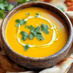 For a warm bowl of butternut squash soup, you need a few key items: - 1 medium butternut squash, peeled and cubed (about 3 cups) - 1 medium onion, finely chopped - 2 cloves garlic, minced - 2 tablespoons extra-virgin olive oil - 4 cups vegetable broth (preferably low-sodium) - 1 can (400 ml) full-fat coconut milk - Salt and freshly ground black pepper to taste These ingredients form the base of the soup. The butternut squash gives it a sweet, nutty flavor. The onion and garlic add depth and aroma. To elevate your soup, include these spices: - 1 teaspoon ground cumin - 1/2 teaspoon ground nutmeg These spices work wonders. Ground cumin adds a warm, earthy note, while nutmeg gives a subtle sweetness. Together, they enhance the natural flavors of the squash. For a beautiful finish, consider these garnishes: - Fresh cilantro or parsley, chopped Garnishes not only make the soup pretty but also add fresh flavor. A sprinkle of herbs brings brightness to the rich soup. You can also drizzle a bit of extra coconut milk for extra creaminess. For detailed steps on how to bring these ingredients together, check out the Full Recipe. First, gather all your ingredients. Start by peeling and cubing the butternut squash. Aim for about three cups. Next, finely chop one medium onion. Then, mince two cloves of garlic. Measure out two tablespoons of extra-virgin olive oil and set them aside. These steps make cooking easier and faster. In a large pot, heat the olive oil over medium heat. When it's hot, add the chopped onion. Sauté it for about five minutes. You want the onion to be soft and clear. Then, add the minced garlic, along with one teaspoon of ground cumin and half a teaspoon of nutmeg. Cook this mixture for one minute while stirring. This brings out the flavors. Now, add the cubed butternut squash to the pot. Toss it gently so it gets covered with the oil and spices. Pour in four cups of vegetable broth. Make sure the squash is under the broth. Bring everything to a boil, then reduce the heat and let it simmer for 20 to 25 minutes. The squash should be soft and easy to pierce with a fork. Once the squash is cooked, take the pot off the heat. Using an immersion blender, blend the soup until it is smooth. If you use a regular blender, let the soup cool a bit first and blend in small batches for safety. After blending, return the soup to the pot if you used a regular blender. Stir in one can of full-fat coconut milk. Season it with salt and fresh black pepper to taste. Gently heat the soup until warm, but don’t let it boil. Now, ladle the warm soup into bowls. Garnish each bowl with chopped cilantro or parsley for a bright finish. These steps will help you create a cozy butternut squash soup that feels like home. For the full recipe, you can refer back to the earlier section. To make your butternut squash soup silky, blend it well. Use an immersion blender for ease. If using a regular blender, allow the soup to cool slightly. This helps avoid hot splashes. Blend in small batches for safety. If the soup feels too thick, add more vegetable broth. This helps reach your desired texture. Aim for a creamy soup that flows easily from a ladle. Spices can elevate your soup's taste. Ground cumin and nutmeg add warmth. Consider adding ginger for a zesty kick. A splash of maple syrup or honey can balance the flavors. For a touch of heat, add cayenne pepper or crushed red pepper flakes. Fresh herbs like cilantro or parsley brighten each bowl. You can also squeeze fresh lime juice before serving for extra zing. One mistake is not cooking the onion long enough. A soft and sweet onion base is key. Another error is blending the soup while too hot. This can lead to burns or spills. Skipping the seasoning step can dull the taste. Always taste and adjust salt and pepper before serving. Lastly, don’t skip the garnish. A sprinkle of herbs adds color and fresh flavor. Enjoy every comforting sip of your soup! {{image_4}} You can make this soup vegan by skipping the coconut milk. Instead, use almond or cashew milk. This will keep it creamy while staying plant-based. You can also add some nutritional yeast for a cheesy flavor. Want some heat? Add chopped jalapeños or crushed red pepper flakes. Start with a small amount and adjust to your taste. You can even add a dash of cayenne pepper to give it a warm kick. This adds a fun twist to the classic recipe. Feel free to mix in other veggies like carrots, sweet potatoes, or even spinach. These add color and nutrients. You can also include proteins like cooked lentils or chickpeas for a heartier soup. Just stir them in during the last few minutes of cooking. For the full recipe, make sure to check out Cozy Butternut Bliss Soup. Enjoy experimenting with these tasty variations! After you enjoy your soup, let it cool down. Transfer it to an airtight container. You can keep it in the fridge for up to three days. Make sure to seal it well to keep it fresh. This helps to prevent any unwanted smells and keeps the flavors intact. You can freeze your soup for longer storage. Use freezer-safe containers or bags. Leave some space at the top for expansion. The soup can last for about three months in the freezer. When you want to eat it, just take it out and let it thaw overnight in the fridge. To reheat, pour the soup into a pot. Heat it over medium-low heat. Stir it often so it warms evenly. If it is too thick, add a little water or broth to reach your desired texture. You can also microwave it in a bowl. Heat it in short bursts, stirring in between, until it’s hot. You can make butternut squash soup without coconut milk by using other liquids. Try using vegetable broth or almond milk for a light touch. You can also use heavy cream for a richer flavor. Just adjust the amount to keep a smooth texture. If you want a thicker soup, add more squash or a potato. This change gives you a different flavor, but it still tastes great. Yes, you can use frozen butternut squash. It saves time and is just as healthy. Make sure to thaw it first. If you add frozen squash straight to the pot, it may take longer to cook. Keep an eye on it while simmering. Adjust the cooking time to ensure it becomes tender. This option is perfect for quick meals on busy days. Butternut squash soup pairs well with many sides. Here are some great ideas: - Crusty bread - Grilled cheese sandwiches - A fresh green salad - Roasted vegetables - Quinoa or rice for a hearty meal These sides add crunch and flavor to your warm soup. They also help make your meal more filling. Butternut squash is full of good nutrients. It is high in vitamins A and C, which help your immune system. It also has fiber, which aids digestion. Eating butternut squash can support heart health due to its potassium content. Plus, it is low in calories, making it a smart choice for weight management. Enjoying this soup is not only comforting but also good for you! To make great butternut squash soup, you need the right ingredients and steps. Start with fresh veggies and spices for rich flavor. Blend until smooth for that perfect texture. Remember, avoid common mistakes to enhance your dish. You can even try fun variations, like spicy or vegan options. Store any leftovers properly, and enjoy them later. Overall, butternut squash soup is delicious and healthy. Give it a try, and you’ll be impressed with how easy it is to make!
