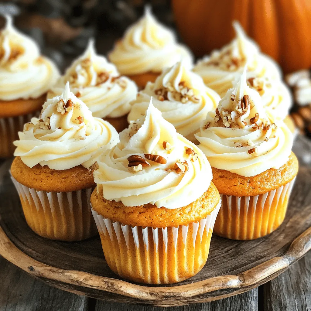 When making Pumpkin Dream Cupcakes, you need simple and fresh ingredients. Here’s what you’ll need: - 1 ½ cups all-purpose flour - 1 teaspoon baking powder - 1 teaspoon baking soda - ½ teaspoon salt - 1 teaspoon ground cinnamon - ½ teaspoon ground nutmeg - ½ teaspoon ground ginger - ½ cup unsalted butter, softened - 1 cup granulated sugar - 2 large eggs, room temperature - 1 cup canned pumpkin puree - ½ cup buttermilk, room temperature - 1 teaspoon pure vanilla extract - 1 cup cream cheese frosting - Optional: crushed pecans or walnuts for garnish These ingredients work together to create a rich and moist cupcake. The spices add warmth and flavor. The pumpkin gives the cupcakes a lovely texture. Each cupcake contains about 200 calories. They provide a good amount of vitamins and minerals from the pumpkin. The cream cheese frosting adds some extra calories, so keep that in mind if you are watching your intake. If you need to make changes, here are some ideas: - Use whole wheat flour for more fiber. - Swap granulated sugar with brown sugar for a deeper flavor. - If you don’t have buttermilk, mix milk with lemon juice or vinegar. - Replace cream cheese frosting with whipped cream or a dairy-free option if needed. These swaps can help you cater the recipe to your tastes or dietary needs. For the full recipe, check the section above. Enjoy creating these festive treats! Start by preheating your oven to 350°F (175°C). This allows the cupcakes to bake evenly. Line a standard muffin tin with cupcake liners. This step helps with easy removal after baking. You can choose any fun color or design for the liners! In a medium bowl, mix 1 ½ cups of all-purpose flour, 1 teaspoon of baking powder, and 1 teaspoon of baking soda. Add ½ teaspoon of salt, 1 teaspoon of ground cinnamon, ½ teaspoon of ground nutmeg, and ½ teaspoon of ground ginger. Whisk these dry ingredients together until they blend well. Set this bowl aside for later. In a large bowl, beat ½ cup of softened unsalted butter with 1 cup of granulated sugar. Use an electric mixer on medium speed. Mix until the butter and sugar become light and fluffy, which takes about 2-3 minutes. This step is key for a nice texture in your cupcakes. Add 2 large eggs to the butter-sugar mix, one at a time. Mix well after each egg to keep the batter smooth. Next, fold in 1 cup of canned pumpkin puree, ½ cup of buttermilk, and 1 teaspoon of pure vanilla extract. Stir gently until everything combines into a smooth mixture. Now, gradually add the dry ingredient mix to the wet mixture. Use a spatula or wooden spoon to combine them gently. Be careful not to overmix, as this can lead to dense cupcakes. Just mix until you see no dry flour. Distribute the batter evenly among the cupcake liners. Fill each liner about two-thirds full. This allows the batter to rise without spilling over. Bake in your preheated oven for 18-20 minutes. Check for doneness by inserting a toothpick in the center. If it comes out clean, they are ready! Once baked, take the cupcakes out of the oven. Let them cool in the pan for about 5 minutes. After that, carefully transfer them to a wire rack. Allow them to cool completely. This step is important for perfect frosting later. Once the cupcakes are cool, it’s time to frost! Use 1 cup of cream cheese frosting, either store-bought or homemade. Spread a generous amount on each cupcake. For a tasty crunch, sprinkle crushed pecans or walnuts on top if you like. Enjoy your Pumpkin Dream Cupcakes! To get the best texture for your Pumpkin Dream Cupcakes, follow these tips: - Use room temperature ingredients. This helps the batter mix well. - Do not overmix the batter. Stir just until combined for light cupcakes. - Fill the liners only two-thirds full. This allows room for rising. - Bake until a toothpick comes out clean. This ensures they are cooked perfectly. Decorating your cupcakes can be fun and simple: - Use cream cheese frosting generously. It adds a great flavor. - Top with crushed pecans or walnuts for a crunchy finish. - Drizzle with melted white chocolate for a sweet touch. - Dust with ground cinnamon for a festive look. Enjoy these cupcakes in many ways: - Serve them warm with a scoop of vanilla ice cream. - Pair with spiced tea or coffee for a cozy treat. - Arrange on a decorative platter for parties or gatherings. - Share them with friends and family for added joy! For the full recipe, check out the detailed steps above. Enjoy your baking! {{image_4}} You can spice up your Pumpkin Dream Cupcakes by adding more warmth. Try adding a pinch of allspice, cloves, or cardamom. These spices enhance the pumpkin flavor and bring a cozy touch. Just mix them into your dry ingredients. For chocolate lovers, these cupcakes can become a dream. Add ½ cup of cocoa powder to your dry mix. This creates a rich chocolate flavor that pairs well with pumpkin. Top them with chocolate frosting for an even sweeter treat. You can make these cupcakes vegan by swapping a few ingredients. Use flax eggs instead of regular eggs. Combine 1 tablespoon of ground flaxseed with 2.5 tablespoons of water. Let it sit for five minutes to thicken. For the butter, use coconut oil or vegan butter. Instead of buttermilk, use plant-based milk mixed with a bit of vinegar. This keeps the cupcakes moist and fluffy. These variations make your cupcakes unique and fun! Check out the Full Recipe for the basics and then experiment with these tasty ideas! To keep your Pumpkin Dream Cupcakes fresh, place them in an airtight container. This helps to lock in moisture and flavor. You can store them at room temperature for up to three days. If your kitchen is warm, consider placing them in the fridge to avoid spoilage. If you want to save some cupcakes for later, freezing is a great option. First, let the cupcakes cool completely. Then, wrap each cupcake in plastic wrap tightly. After wrapping, place them in a freezer-safe bag or container. They can be frozen for up to three months. When you’re ready to enjoy them, let them thaw in the fridge overnight. To maintain freshness, avoid frosting cupcakes until you are ready to serve. Frosting can make cupcakes soggy over time. If you have leftover frosting, store it separately in the fridge. Use it within a week for the best taste. For added flavor, sprinkle crushed pecans or walnuts just before serving. To make pumpkin puree, start with a small sugar pumpkin. Cut it in half and scoop out the seeds. Place the halves cut side down on a baking sheet. Bake at 350°F (175°C) for about 45 minutes. The flesh should be soft. Let it cool, then scoop out the flesh and blend it until smooth. This fresh puree tastes great in your Pumpkin Dream Cupcakes. Yes, you can. If you don’t have buttermilk, mix one cup of milk with one tablespoon of lemon juice or vinegar. Let it sit for about five minutes. This will mimic buttermilk’s tangy flavor, making your cupcakes just as tasty. Use a piping bag for neat frosting. Fit it with a star tip for a nice design. Start from the outside edge and swirl inwards. You can also use a spatula or knife for a rustic look. Just spread the frosting on top generously. Absolutely! You can bake the cupcakes a day in advance. Store them in an airtight container at room temperature. Frost them on the day you plan to serve. This keeps the frosting fresh and beautiful. Pumpkin pairs well with warm spices like cinnamon, nutmeg, and ginger. You can also add chocolate for a rich twist. Nuts like pecans or walnuts add crunch and flavor. Maple syrup or caramel drizzles can enhance the dessert’s sweetness, too. You can find the full recipe for Pumpkin Dream Cupcakes in the earlier sections of this article. Enjoy baking! In this blog post, we've explored a delicious pumpkin cupcake recipe. You learned the key ingredients, step-by-step instructions, and helpful tips for great texture. We also shared variations, storage info, and answers to common questions. Remember, baking is fun and creative. Enjoy making these cupcakes your own. Try new flavors and toppings. You can impress friends and family with your skills. Happy baking!