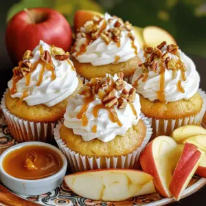 - Flour, Baking Powder, and Baking Soda You need 1 ½ cups of all-purpose flour. It gives structure to the cupcakes. Add 1 teaspoon of baking powder and ½ teaspoon of baking soda. These help the cupcakes rise and stay light. - Sweeteners: Brown Sugar and Caramel Sauce Use 1 cup of packed brown sugar. It adds a rich flavor that pairs perfectly with apples. You also need ½ cup of caramel sauce. This will add sweetness and a gooey texture. - Apples: Types and Preparation Tips I suggest using Granny Smith or Honeycrisp apples. They add a nice tartness to balance the sweet flavors. Peel and finely dice 1 cup of apples. This helps them cook evenly in the batter. - Toppings: Whipped Cream and Nuts Whipped cream is a fun topping. It adds creaminess and looks great on your cupcakes. Chopped pecans or walnuts give a nice crunch and flavor. They are optional but add a lovely touch. - Flavor Enhancers: Ground Cinnamon and Vanilla Extract A ½ teaspoon of ground cinnamon adds warmth. It makes your cupcakes taste like fall. Use 1 teaspoon of pure vanilla extract for a sweet aroma. This enhances the overall flavor profile of your cupcakes. These ingredients create a delightful balance of flavors that make these cupcakes a must-try. For the full recipe, please refer to the recipe section. - Prepping the Oven and Muffin Tin Start by preheating your oven to 350°F (175°C). This ensures even baking. Next, grab a standard 12-cup muffin tin. Place cupcake liners in each cup. This will help prevent sticking and make serving easy. - Mixing Dry Ingredients In a medium bowl, whisk together these dry ingredients: - 1 ½ cups all-purpose flour - 1 teaspoon baking powder - ½ teaspoon baking soda - ½ teaspoon salt - ½ teaspoon ground cinnamon Mix until fully combined and set it aside for later. - Creaming Butter and Sugar In a large bowl, cream together: - ½ cup unsalted butter, softened - 1 cup packed brown sugar Use a hand mixer or stand mixer at medium speed. Mix for about 3-4 minutes until light and fluffy. - Incorporating Eggs and Vanilla Add in 2 large eggs, one at a time. Mix well after each egg. Then, pour in 1 teaspoon of pure vanilla extract. Mix gently until everything is well blended. - Combining Wet and Dry Mixtures Slowly add the dry mixture to the wet mixture. Alternate with: - ½ cup buttermilk, at room temperature Start and end with the dry mixture. Gently fold in 1 cup of peeled and finely diced apples. - Filling Muffin Cups and Baking Evenly fill each muffin cup about two-thirds full. This allows for rising. Bake in the preheated oven for 18-20 minutes. Check with a toothpick; it should come out clean. - Cooling the Cupcakes After baking, let the cupcakes cool in the pan for about 5 minutes. Then, transfer them to a wire rack. Allow them to cool completely. - Filling with Caramel Sauce Once cooled, use a small paring knife to carve out a core from the center of each cupcake. Fill the cores with caramel sauce. You can use store-bought or homemade, whichever you prefer. For the complete recipe, check out the Full Recipe. Enjoy your baking! Ensuring Even Baking To bake cupcakes evenly, use an oven thermometer. Your oven may not show the right temperature. Rotate the muffin tin halfway through baking to ensure all cupcakes rise evenly. Avoid opening the oven too soon; this can cause them to sink. Avoiding Common Mistakes Do not overmix the batter. This can make your cupcakes tough. Also, be sure to use room temperature ingredients. Cold ingredients may not mix well, affecting the texture. Fill each liner about two-thirds full for the best rise. Creative Topping Ideas For a fun twist, try topping your cupcakes with caramel popcorn. It adds crunch and a sweet surprise. Other options include chopped apples, or even a sprinkle of sea salt to enhance the caramel flavor. Presentation Techniques Arrange cupcakes on a colorful platter. Add a few apple slices around them for a fresh touch. Drizzling caramel sauce on top makes them look irresistible. You can even place a small bowl of caramel sauce nearby for dipping. {{image_4}} - Gluten-Free Options: You can easily make these cupcakes gluten-free. Just swap regular flour with a gluten-free baking mix. Look for one that has a good blend of starches and flours. This will keep the texture light and fluffy. - Vegan Modifications: To make these cupcakes vegan, use plant-based butter and replace eggs with flax eggs. Mix 1 tablespoon of ground flaxseed with 3 tablespoons of water for each egg. Let it sit until it thickens. For buttermilk, use plant-based milk with a splash of lemon juice or vinegar. - Adding Spices: Nutmeg and Allspice: For a warm twist, add a pinch of nutmeg or allspice to your dry ingredients. These spices blend well with cinnamon and enhance the autumn flavor. - Other Fruit Combinations: You can mix in other fruits with apples. Try diced pears or cranberries for a tart kick. These fruits will add a unique layer of flavor to your cupcakes. Feel free to experiment with these swaps and variations. They let you enjoy caramel apple cupcakes in new ways. Check out the Full Recipe for all the details on creating these delicious treats! To keep your caramel apple cupcakes fresh, store them in an airtight container. This helps maintain their moisture. If you want to refrigerate them, put them in the fridge. They stay good for about a week this way. If you prefer to freeze your cupcakes, place them in a freezer-safe container. Wrap each cupcake in plastic wrap before placing them in the container. They last for up to three months in the freezer. When you want to eat one, just thaw it in the fridge overnight. How long do they last? Fresh caramel apple cupcakes can last up to a week at room temperature if stored correctly. If refrigerated, expect them to stay fresh for up to a week as well. Avoiding sogginess is key. Make sure the cupcakes cool completely before sealing them in a container. This stops moisture from building up inside, which can make them soggy. If you fill them with caramel, do it just before serving for the best taste and texture. Can I use different types of apples? Yes, you can! While Granny Smith or Honeycrisp apples are best, you can try others too. Sweet apples like Fuji or Gala will work well. Just make sure to chop them small. This helps them mix into the batter nicely. How do I make homemade caramel sauce? Making caramel sauce is easy! You need sugar, butter, and cream. Cook sugar in a pan until it melts into a golden color. Add butter, then slowly stir in cream. Let it cool, and you have sweet caramel! You can find a full recipe for this in the [Full Recipe]. What can I substitute for buttermilk? If you don't have buttermilk, don’t worry! Mix 1 cup of milk with 1 tablespoon of vinegar or lemon juice. Let it sit for a few minutes. This will give you a great substitute for buttermilk! Why are my cupcakes dry? Dry cupcakes can happen for a few reasons. You may have overbaked them or added too much flour. Be sure to measure accurately and check them a few minutes early. A toothpick should come out clean but not dry. How to fix over-sweetened frosting? If your frosting is too sweet, you can add a pinch of salt. This helps balance the sweetness. You can also mix in some cream cheese or unsweetened whipped cream to tone it down. Best Pairings for Cupcakes These cupcakes pair well with warm beverages. Try serving them with hot apple cider or spiced tea. A scoop of vanilla ice cream also makes a nice treat alongside them! Ideas for Events and Celebrations Caramel apple cupcakes are perfect for fall gatherings. Serve them at birthday parties or harvest festivals. They also make great treats for school events or family get-togethers. In summary, we explored the key ingredients for caramel apple cupcakes, like flour and apples. I shared step-by-step instructions to help you bake perfect cupcakes. Tips on storage and variations made it easy to personalize your treats. These cupcakes are fun and tasty for any occasion. With the right ingredients and methods, you can impress everyone with your baking skills. Enjoy creating these delicious cupcakes that blend sweet caramel with crisp apples!