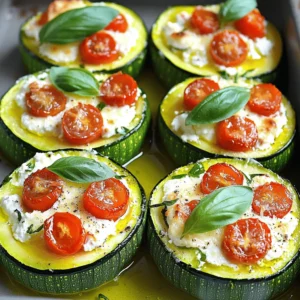- 4 medium zucchinis - 1 cup creamy ricotta cheese - 1/2 cup finely grated Parmesan cheese - 1/2 cup cherry tomatoes, halved - 1 garlic clove, minced - 1 teaspoon dried Italian herbs - 1 tablespoon extra-virgin olive oil - Salt and freshly ground pepper, to taste - Fresh basil leaves for garnish Gathering the right ingredients is key to great cooking. Start with fresh zucchinis. They should feel firm and heavy. Look for creamy ricotta; it gives a smooth texture. The Parmesan adds a nice salty touch. Cherry tomatoes add sweetness and color. Garlic brings in a punch of flavor. Dried Italian herbs balance everything with a lovely aroma. Make sure to have quality olive oil. It enhances the taste and keeps everything moist. Lastly, don't forget the salt and pepper; they are essential for flavor. Fresh basil adds a pop of color and taste when you serve. - Calories per serving: Approximately 220 - Macronutrient breakdown: - Carbohydrates: 8g - Fats: 16g - Proteins: 10g This dish offers a great low-carb option. You get good fats from cheese and olive oil. Each serving keeps you full and satisfied. Enjoy this healthy dinner without feeling guilty. 1. First, preheat your oven to 375°F (190°C). This helps your zucchinis cook evenly. 2. Next, take the zucchinis and slice them in half lengthwise. 3. Use a small spoon to scoop out the seeds and flesh gently. You want hollow boats for the filling. 4. Place the zucchini halves cut-side up on a baking sheet lined with parchment paper. This makes cleanup easy. 1. In a medium bowl, blend the ricotta cheese and grated Parmesan cheese until smooth. 2. Now, add the minced garlic and dried Italian herbs to the cheese mixture. 3. Season with salt and freshly ground pepper. Stir well until everything combines into a creamy filling. 4. Gently fold in the halved cherry tomatoes, making sure they mix without breaking apart. 1. Using a spoon, fill each hollowed zucchini half generously with the ricotta and tomato mixture. Press down slightly to pack it in well. 2. Drizzle a tablespoon of extra-virgin olive oil over each stuffed zucchini. This adds flavor and keeps them moist. 3. Place the baking sheet in the preheated oven. Bake for 25-30 minutes. You want them tender with a light golden top. 4. After baking, remove the zucchinis from the oven and let them cool for a few minutes before serving. 5. For a finishing touch, garnish with fresh basil leaves for extra color and aroma. This recipe is an easy dinner delight that will impress. You can find the full recipe to help you get started! - To ensure even cooking, cut the zucchinis in half lengthwise. - Scoop out the middle carefully, so they can hold the filling well. - Bake at 375°F (190°C) for 25-30 minutes. This gives you tender zucchinis. - Check for doneness by inserting a fork into the zucchini. It should pierce easily. - For a beautiful presentation, place the stuffed zucchinis on a nice platter. - Drizzle a little extra olive oil over them before serving. - Garnish with fresh basil leaves for color and aroma. - Pair these zucchinis with a side salad or grilled chicken for a complete meal. - If you want a dairy-free option, use cashew cheese instead of ricotta. - For gluten-free needs, this recipe is naturally gluten-free. - You can also swap Parmesan with nutritional yeast for a vegan option. {{image_4}} You can easily change the taste of your ricotta-stuffed zucchini. Adding different vegetables can create new flavors. Spinach or mushrooms work well. They blend nicely with the creamy ricotta. You can also try using alternative cheeses. Feta adds a tangy kick, while goat cheese gives a rich taste. Mixing cheeses can make your dish even more exciting. Fresh herbs can elevate your dish. Instead of dried herbs, opt for fresh ones like basil or parsley. Fresh herbs add bright flavors and a lovely aroma. They also enhance the meal's presentation with vibrant colors. This small change can make a big difference in taste. Want to make your meal heartier? Consider adding protein. Cooked chicken or ground turkey can boost flavor and nutrition. Simply mix the protein into your ricotta filling. This adds a satisfying element and makes your dish more filling. It’s a great way to turn a side dish into a main course. Feel free to explore these variations to make your meal unique. For the complete recipe, check out the Full Recipe section. To store leftovers, let the zucchinis cool down first. Place them in an airtight container. This keeps them fresh for about three days. Storing them in the fridge helps maintain their flavor and texture. Freezing stuffed zucchinis is easy. Wrap each one tightly in plastic wrap. Then, place them in a freezer bag. Remove as much air as possible. This method helps prevent freezer burn. You can freeze them for up to three months. Just remember to label the bag with the date. For the best taste, reheat in the oven. Preheat your oven to 350°F (175°C). Place the zucchinis on a baking sheet. Cover them with foil to keep moisture in. Heat for about 20 minutes. You can also microwave them, but they may become softer. If using the microwave, heat in short bursts to avoid overcooking. Try these methods to enjoy your Low-Carb Ricotta-Stuffed Zucchini even after the first day! For the complete recipe, check out the Full Recipe. Yes, you can prepare these zucchinis in advance. To do this, follow these tips: - Prep the zucchinis: Slice and scoop them out. - Make the filling: Mix the ricotta, Parmesan, garlic, and herbs. - Store separately: Keep the filling in the fridge for up to 2 days. - Assemble before baking: When ready to cook, fill the zucchinis and bake. If you need an alternative to ricotta cheese, try these options: - Cottage cheese - Cream cheese - Goat cheese - Silken tofu (for a dairy-free option) Each option gives a unique taste and texture, so feel free to experiment! Check the zucchinis by looking for these cues: - They should be tender when pierced with a fork. - The cheese on top should turn a light golden color. - If the filling bubbles slightly, it's a good sign! Absolutely! Here are some great low-carb veggies to try: - Eggplant: Great for stuffing, similar to zucchini. - Bell peppers: Colorful and tasty when roasted. - Mushrooms: Stuff large caps with your favorite filling. - Spaghetti squash: A fun, noodle-like alternative. These veggies make excellent low-carb dishes and keep meals exciting! For the full recipe, be sure to check out the detailed instructions! In this blog post, we explored how to make delicious stuffed zucchinis. You learned the ingredients needed and how to prepare the filling. We covered cooking tips, serving ideas, and dietary options, ensuring a tasty dish for everyone. You even discovered storage methods for leftovers. As you try this recipe, remember to personalize it. Swapping ingredients and adding flavors keeps it fun. Enjoy the cooking process, and share your tasty results!