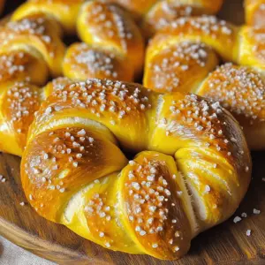 Here’s what you need to make these soft pretzels: - 2 cups all-purpose flour - 1 tablespoon granulated sugar - 1 teaspoon fine sea salt - 1 tablespoon baking powder - 1 cup warm water (approximately 110°F) - 2 tablespoons unsalted butter, melted - Coarse sea salt for sprinkling - 1/4 cup baking soda (for the boiling step) - Optional toppings: garlic powder, sesame seeds, or everything bagel seasoning If you’re missing an item, don’t worry! Here are some easy swaps: - Use whole wheat flour instead of all-purpose flour for a nuttier flavor. - Substitute maple syrup for granulated sugar for a touch of sweetness. - Use kosher salt instead of fine sea salt; just adjust the amount slightly. - Swap melted coconut oil for unsalted butter for a dairy-free option. Using fresh, high-quality ingredients can make a big difference. Here’s why: - Flour: Fresh flour gives the best rise and texture. Old flour can taste stale. - Butter: Use real butter for rich flavor. Margarine alters the taste and texture. - Salt: Fine quality sea salt enhances the pretzel's overall taste. Cheap salt can be overly salty. Invest in good ingredients, and you’ll enjoy soft pretzels that taste fantastic! For the complete cooking process, check out the Full Recipe. Start by gathering your ingredients. You need flour, sugar, salt, baking powder, warm water, and melted butter. 1. In a large mixing bowl, add 2 cups of all-purpose flour, 1 tablespoon of granulated sugar, 1 teaspoon of fine sea salt, and 1 tablespoon of baking powder. 2. Mix these dry ingredients well with a whisk or spoon until they blend nicely. 3. Slowly pour in 1 cup of warm water and 2 tablespoons of melted butter. 4. Use your hands or a wooden spoon to knead the dough until it feels smooth and elastic, about 2 to 3 minutes. This step is vital because it sets the base for your pretzels. Now, let’s shape and boil the pretzels. 1. First, preheat your oven to 425°F (220°C). Line a baking sheet with parchment paper for easy cleanup. 2. In a large pot, bring 4 cups of water to a rolling boil. Carefully add 1/4 cup of baking soda to the boiling water. 3. Divide the dough into 8 equal pieces. Roll each piece into a long rope, about 24 inches long. 4. To shape the pretzel, make a U-shape with the rope. Twist the ends together and fold them down to secure the shape. This boiling step gives pretzels their unique texture. Now, it's time to bake these beauties. 1. Carefully add each pretzel to the boiling water, one at a time. Boil for about 30 seconds. 2. Use a slotted spoon to remove each pretzel and place them on the baking sheet. 3. Brush the pretzels with the remaining melted butter. Sprinkle coarse sea salt on top. You can also add optional toppings like garlic powder or sesame seeds. 4. Bake in the preheated oven for 12-15 minutes, until they turn a beautiful golden brown. Let them cool for a few minutes before serving. Enjoy the warm, soft pretzels with your favorite dip! For the full recipe, check out the Full Recipe section. When making soft pretzels, avoid a few common errors. First, don’t skip the boiling step. This step gives pretzels their unique flavor and chewy texture. Second, ensure your water is warm, not hot. Too hot can kill the yeast and ruin your dough. Lastly, don't forget to measure your flour correctly. Too much flour can lead to dry pretzels. For a soft pretzel that is chewy yet soft, knead the dough well. Aim for about 2 to 3 minutes of kneading. This builds gluten, giving your pretzels structure. Also, the baking soda bath is crucial. It creates a nice crust during baking. Once baked, let them cool briefly. This helps set the texture before serving. Serve your soft pretzels warm for the best flavor. They pair well with a variety of dips. Mustard is a classic choice, offering a tangy contrast. Cheese sauce adds richness, making each bite a treat. For something different, try spicy salsa or sweet cinnamon sugar. These choices can make your pretzel experience even more delightful! {{image_4}} You can make your pretzels exciting with different toppings. While coarse sea salt is classic, try other options. Garlic powder adds a savory kick. Sesame seeds give a nutty flavor. Everything bagel seasoning brings a blend of tastes. Just sprinkle these toppings on before baking. The choice is yours! If you need a gluten-free version, it's easy! Substitute all-purpose flour with gluten-free flour. Look for a blend that works for baking. Make sure it has xanthan gum; this helps with texture. Follow the same steps in the recipe. You will enjoy warm, soft pretzels that fit your diet. Pretzels can be both sweet and savory! For sweet pretzels, add a little cinnamon and sugar to the dough. You can also drizzle melted chocolate on top after baking. For savory pretzels, focus on herbs and spices. Use rosemary or thyme for a unique twist. Each type gives you a different taste experience. Enjoy the fun of mixing flavors! To keep your soft pretzels fresh, store them in an airtight container. This keeps them soft and tasty. If you have leftover pretzels, let them cool first. Then, wrap them in plastic wrap or foil. You can also use a resealable bag. Keep them at room temperature for up to 2 days. If you want to keep them longer, freezing is best. When you are ready to enjoy your pretzels again, reheating is easy. Preheat your oven to 350°F (175°C). Place the pretzels on a baking sheet. Bake them for about 5 to 7 minutes. The oven will warm them up and make them soft again. You can also use a microwave, but they may not be as crispy. Heat for 15 to 20 seconds, checking often. To freeze your pretzels, first, let them cool completely. Wrap each pretzel in plastic wrap. Then, place them in a freezer bag or container. Make sure to remove as much air as possible. You can freeze pretzels for up to 3 months. When you want to eat them, thaw them in the fridge overnight. Then, reheat as described above. Enjoy your homemade treats anytime! Yes, you can use instant yeast instead of baking powder. However, you will need to adjust the recipe a bit. If you choose yeast, you must let the dough rise. Mix warm water, sugar, and yeast first. Wait for it to foam, then add it to the flour mix. This method will give your pretzels a nice flavor and texture. To make your pretzels vegan, simply replace the melted butter with a plant-based butter or oil. You can also skip the butter entirely if you prefer. The pretzels will still taste great with just a sprinkle of coarse salt. Feel free to add toppings like garlic powder or sesame seeds for extra flavor. If your dough is sticky, add a little more flour. Start with one tablespoon at a time. Knead it in until the dough feels smooth and elastic. Make sure not to add too much flour, or your pretzels may become tough. The right texture will make your pretzels soft and chewy, just like you want! For the complete guide, check the Full Recipe for more tips and detailed steps. In this post, we explored making pretzels at home. We covered key ingredients, step-by-step instructions, and helpful tips. Quality matters for great taste, and avoiding common mistakes can lead to success. Don’t forget to try different flavors and toppings for variety. Proper storage and reheating will keep your pretzels fresh. Making pretzels can be fun and rewarding. With practice, you can enjoy warm, soft pretzels anytime you want. Now, it’s time to get baking!