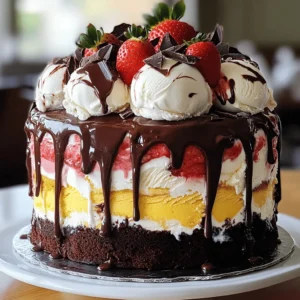- 1 box of chocolate cake mix - 2 cups vanilla ice cream - 2 cups strawberry ice cream - 2 cups chocolate ice cream These ingredients create the delicious layers in your Neapolitan ice cream cake. The chocolate cake is the sturdy base, while the ice creams bring delightful flavors. You can use your favorite brands or even make homemade versions. The mix of chocolate, vanilla, and strawberry makes each bite a taste of nostalgia. - Fresh strawberries - Chocolate shavings These garnishes add a lovely touch to your cake. Fresh strawberries brighten up the cake and offer a fruity crunch. Chocolate shavings create a rich finish that looks great and tastes amazing. You can also get creative with other toppings like nuts or sprinkles. - 2 round 9-inch cake pans - Plastic wrap - Spatula - Wire rack Having the right tools makes baking easier. The cake pans help shape your cake perfectly, while plastic wrap helps with easy removal from the pan. A spatula is great for smoothing out ice cream layers, and a wire rack allows your cake to cool evenly. With these tools, you will set yourself up for success in making this delightful treat. Remember, you can find the full recipe for Neapolitan Ice Cream Cake to help you through the process! - Preheat your oven to 350°F (175°C). This step is key for a great cake. - Prepare the chocolate cake mix by following the package instructions. Mix well with eggs, water, and oil. - Divide the batter evenly into two round 9-inch cake pans. This ensures both layers bake evenly. - Bake the cakes as per the time on the package. Check with a toothpick; it should come out clean. - Once done, let the cakes cool completely on a wire rack. Cooling is important to avoid melting the ice cream later. - Take one cake pan and line the bottom with plastic wrap. This helps in easy removal. - Spoon the softened vanilla ice cream into the lined pan. Use a spatula to flatten it evenly. - Place the pan in the freezer for 30 minutes. This firms up the vanilla layer nicely. - After 30 minutes, add the softened strawberry ice cream on top. Smooth it out evenly. - Return the pan to the freezer for another 30 minutes. This ensures each layer is set before adding the next. - Now, add the softened chocolate ice cream on top. Smooth it out once again. - Freeze the entire ice cream layer for at least 1 hour. This makes sure everything is firm and ready. - When the ice cream layers are solid, carefully remove the second chocolate cake from its pan. - Place it upside down onto a serving plate. This helps keep the top layer flat. - Gently peel away the plastic wrap from the ice cream layer. Place it on top of the first cake layer. - Generously drizzle chocolate fudge sauce over the ice cream layer. Let it cascade down the sides for a lovely look. - Place the second chocolate cake layer on top of the fudge layer. Press down lightly to secure it. - Cover the whole cake with whipped cream. Use a spatula to make it smooth and even. - Place the assembled cake back in the freezer. Let it chill for 2-3 hours before serving. - Before serving, add fresh strawberries and sprinkle chocolate shavings on top for a special touch. You can find the full recipe for this delightful treat to ensure you have every detail covered. To get even layers of ice cream, you need to soften the ice cream first. Take it out of the freezer and let it sit for about 10 minutes. This makes it easier to spread. Use a spatula to smooth the ice cream in the pan. Start with vanilla, then add strawberry, and finish with chocolate. Each layer should be about the same thickness. If your ice cream is too hard, it can crack when you try to spread it. Softening it properly is key. If you want to speed up the process, you can microwave it for about 10 seconds. Just be careful not to melt it. For a beautiful finish, add fresh strawberries and chocolate shavings on top. Place whole strawberries or slice them for style. You can also drizzle more chocolate sauce over the top before serving. This adds a nice touch and makes it look fancy. To serve, consider putting some strawberry sauce on the side. Guests can add it to their slices if they want. This adds extra flavor and makes it more fun. To keep your cake intact while slicing, use a sharp knife. Run the knife under hot water and then dry it before cutting. This helps the knife go through the layers without pulling them apart. Make sure to freeze the cake for at least 2-3 hours before serving. This helps everything stay in place. When you take the cake out, let it sit for a few minutes before slicing. This makes it easier to cut and serve without losing any layers. {{image_4}} You can mix it up with different ice cream flavors. Try mint chocolate chip or cookies and cream for a twist. If you prefer fruity flavors, consider mango or raspberry. This way, your cake stays fun and fresh! For dietary restrictions, look for dairy-free ice cream made from coconut or almond milk. Many brands make great vegan options now. If you want to make your cake from scratch, it’s easy! Use flour, sugar, eggs, and cocoa powder to create a simple chocolate cake. You can also find gluten-free cake mixes in stores. These work well without sacrificing taste. For a vegan option, try a mix made with applesauce and plant-based milk. Adding a crunchy layer can make your cake even better. Use crushed cookies or nuts for texture. You can place this layer between the ice cream. Adding sliced fruit, like bananas or strawberries, gives a nice touch too. This adds flavor and freshness to each bite. To store leftover cake, wrap it tightly with plastic wrap. This helps keep it fresh and moist. You can also use an airtight container for extra protection. I recommend eating the cake within three days for the best taste. The longer it sits, the more the layers may lose their texture. If you want to keep the cake longer, freezing is a great option. First, wrap the cake in plastic wrap, then cover it with aluminum foil. This double protection helps prevent freezer burn. You can store the cake in the freezer for up to two months while maintaining its quality. When you’re ready to enjoy your cake again, remove it from the freezer. Place it in the fridge for several hours or overnight. This slow thawing helps keep the ice cream from melting too fast. Avoid using a microwave, as it can ruin the texture and taste. Once thawed, slice and serve your delicious Neapolitan Ice Cream Cake! Yes, you can make this cake ahead of time! I recommend preparing it a day before you plan to serve. This gives the layers time to set well in the freezer. Just remember to cover it tightly with plastic wrap. This keeps the cake fresh and tasty. If your ice cream is too hard, don’t worry! Set it out for about 10-15 minutes. This will soften it just enough to layer without melting. You can also use a warm spatula to help spread it smoothly. This way, you keep your layers neat and pretty. You can make this cake special for any event! Try adding fun toppings like sprinkles or edible glitter for a party. You could also mix in flavors like mint or coffee ice cream. Decorate with fruits or chocolate shapes to match your theme. You can find ready-made Neapolitan Ice Cream Cake at many grocery stores. Look at brands like Baskin-Robbins or Cold Stone Creamery. Local bakeries may also sell their own versions. Just check the freezer section or ask the staff for help. A slice of Neapolitan Ice Cream Cake has about 350 calories. This can vary based on the size of the slice and ingredients used. It’s a sweet treat, so enjoy it in moderation! Always check labels for more specific details if you need to watch your diet. This article covered the delicious steps to make a Neapolitan Ice Cream Cake. We discussed the main and additional ingredients, necessary tools, and step-by-step instructions. I also shared tips for perfect layers, creative variations, and proper storage tips. By following these guidelines, you can create a fun dessert that impresses everyone. Enjoy the process and let your creativity shine while making this tasty treat!