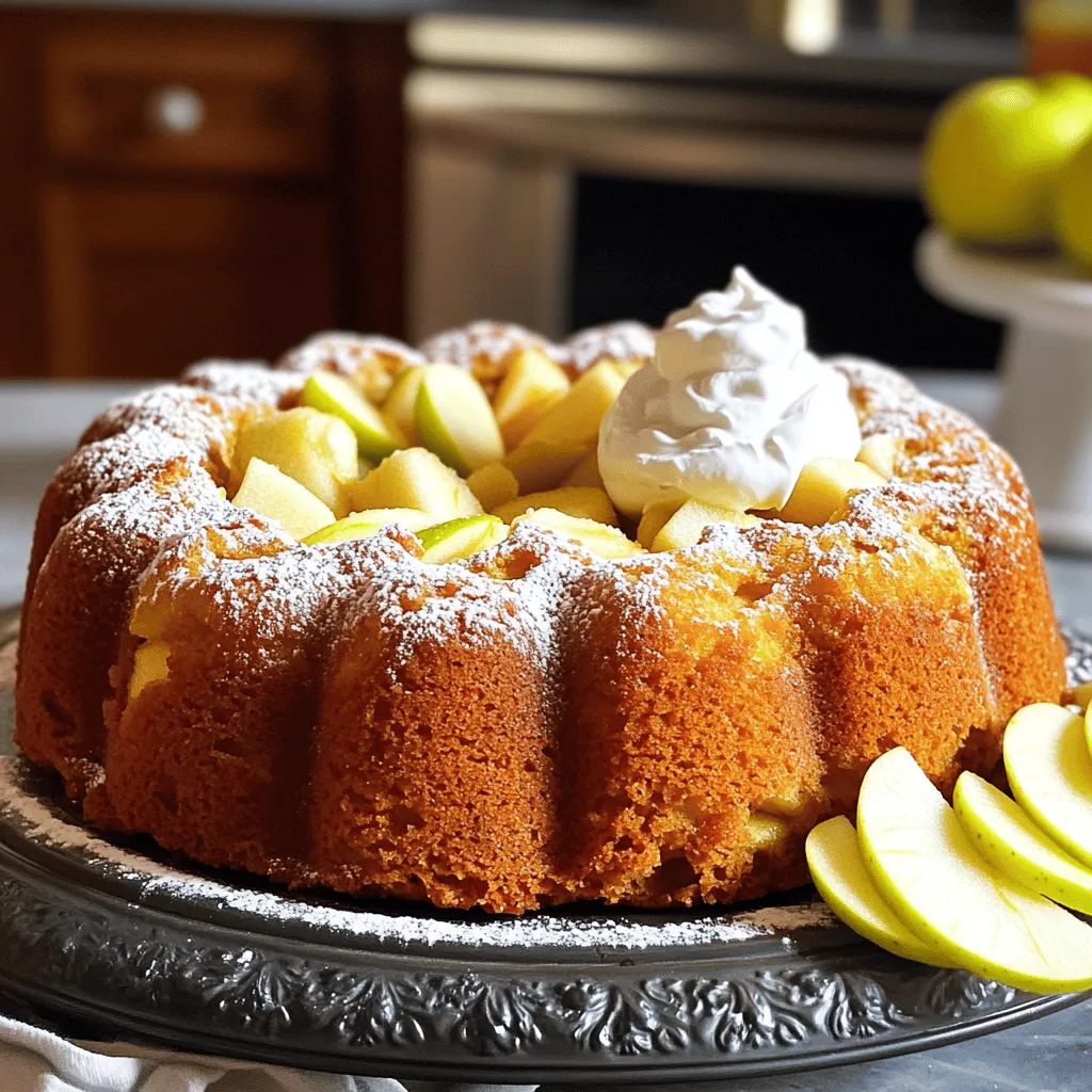 The key ingredients make this apple cider pound cake rich and flavorful. Here’s what you need: - 1 ½ Cups all-purpose flour - 1 Teaspoon baking powder - ½ Teaspoon baking soda - ½ Teaspoon salt - ½ Teaspoon ground cinnamon - ¼ Teaspoon ground nutmeg - ¾ Cup unsalted butter, softened to room temperature - 1 Cup granulated sugar - 3 Large eggs, at room temperature - 1 Teaspoon vanilla extract - ½ Cup apple cider, preferably fresh - ½ Cup unsweetened applesauce - 1 Cup chopped fresh apples (preferably Granny Smith or Honeycrisp) These ingredients create a moist and tender cake. The butter and sugar add richness, while the apples provide texture and flavor. For those who want to elevate their cake, consider these optional ingredients: - Chopped walnuts or pecans for a nutty crunch - A pinch of ground ginger for extra spice - Dried cranberries or raisins for sweetness These additions can make your cake unique and even more delicious. To make your baking easier, gather these tools: - A 9x5-inch loaf pan - Parchment paper or cooking spray - Mixing bowls (one large and one medium) - Electric mixer or whisk - Rubber spatula for folding in ingredients - Toothpick to check for doneness Having the right tools helps you bake with ease. You’ll enjoy the process and the final result! For the full recipe, refer to the details above. Start by preheating your oven to 350°F (175°C). This step ensures even baking. Next, grab a 9x5-inch loaf pan. Grease it well with butter or oil. You can also use parchment paper. This helps with easy removal later. In a medium bowl, mix the dry ingredients. Combine 1 ½ cups of all-purpose flour, 1 teaspoon of baking powder, ½ teaspoon of baking soda, ½ teaspoon of salt, ½ teaspoon of ground cinnamon, and ¼ teaspoon of ground nutmeg. Whisk these until they blend well. In a larger bowl, cream ¾ cup of softened unsalted butter with 1 cup of granulated sugar. Use an electric mixer. Beat it on medium speed for about 3-4 minutes. It should look light and fluffy. Add 3 large eggs, one at a time. Mix well after each egg. Finally, add 1 teaspoon of vanilla extract. Now, it’s time to mix the dry and wet ingredients. Gradually add the dry mixture to the wet one. Alternate this with ½ cup of apple cider and ½ cup of unsweetened applesauce. Start and end with the dry mix. Mix until just combined to keep the cake fluffy. After that, gently fold in 1 cup of chopped fresh apples. This adds texture and flavor. Pour the batter into your prepared loaf pan. Smooth the top with a spatula. Now, place it in the preheated oven. Bake for 55-65 minutes. To check if it’s done, insert a toothpick into the center. If it comes out clean, the cake is ready. Let it cool in the pan for 10 minutes. Then, transfer it to a wire rack to cool completely. Enjoy your delicious apple cider pound cake! For the complete recipe, refer to the [Full Recipe]. To make your cake fluffy, start with room temperature ingredients. Butter and eggs mix better when they’re warm. Cream the butter and sugar well. You need air in your mix. This step takes about 3-4 minutes. Don’t rush it! When you add the dry mix, do it slowly. Mix until just blended. Overmixing can lead to a dense cake. Measure your flour correctly. Use a spoon to fill your measuring cup. Don’t scoop the flour directly. This can pack it down and add too much. Always level off the top with a knife. For liquids, use a clear measuring cup. Pour until you reach the right line. Accuracy matters for the best outcome. One common mistake is forgetting to preheat your oven. Always set it to 350°F (175°C) first. Another error is not greasing the pan. This can lead to your cake sticking. Also, avoid using cold eggs or butter. They won’t mix well. Finally, don’t skip the apple cider. It adds flavor and moisture. For the full recipe, check out the detailed instructions above. {{image_4}} You can boost your cake's flavor with spices. Try adding ground ginger or cloves for a warm touch. Use one teaspoon of ground ginger or half a teaspoon of cloves. These spices pair well with apple cider and create a cozy taste. While apples shine in this recipe, feel free to experiment. Pears also work well; they add sweetness and moisture. Diced peaches or berries can bring a fresh twist. Just keep the total fruit amount similar for the best result. A glaze can make your cake even more special. Mix powdered sugar with apple cider to create a simple glaze. Drizzle it on top for a sweet finish. You can also serve the cake with a scoop of vanilla ice cream or whipped cream. These toppings enhance the flavors and add a fun element to each slice. For a more colorful presentation, add some sliced almonds or pecans. Enjoy these ideas to personalize your cake from the full recipe. To keep your apple cider pound cake fresh, wrap it tightly in plastic wrap. This helps it stay moist. You can also place it in an airtight container. Store it at room temperature for up to three days. If you live in a humid area, refrigerate it to prevent spoilage. Freezing is a great way to save your pound cake. First, let the cake cool completely. Then, wrap it well in plastic wrap and foil. This prevents freezer burn. You can freeze it for up to three months. When you’re ready to enjoy it, thaw it in the fridge overnight. When it comes to serving, slice the cake after thawing. You can dust it with powdered sugar for a nice touch. Pair each slice with whipped cream or vanilla ice cream. Fresh apple slices make a lovely addition too. This enhances the flavor and adds a nice crunch. Enjoy your delicious cake! For the complete recipe, check out the Full Recipe section above. Yes, you can use different types of cider. Hard cider adds a nice kick, while sweet cider gives a gentle taste. Experimenting with flavored ciders can also create fun twists. Just remember to adjust sugar levels in the recipe. Always taste the cider first to see how it fits your cake. Apple cider pound cake stays fresh for about 4-5 days at room temperature. Keep it in an airtight container to lock in moisture. If you want to save it longer, refrigerate it for up to a week. For even more time, freeze the cake. Wrap it well to avoid freezer burns. You can serve this cake with many tasty options. A scoop of vanilla ice cream pairs perfectly. Fresh whipped cream adds a light touch. You might also enjoy it with caramel sauce or a sprinkle of nuts. Fresh apple slices make a lovely garnish too. Yes, you can make this recipe gluten-free. Substitute all-purpose flour with a 1:1 gluten-free blend. Check the blend for xanthan gum, which helps with texture. Always follow the package instructions for best results. Enjoy your gluten-free apple cider pound cake! If you want the full recipe, check out the Apple Cider Bliss Pound Cake. You learned how to make a delicious apple cider pound cake. We covered key and optional ingredients, essential tools, and easy steps for baking. I shared tips for a fluffy cake and ways to add more flavor through variations. Remember to store any leftovers properly and try different ciders for variety. This cake is sure to impress at any gathering. Enjoy the sweet, warm taste of fall in every bite!