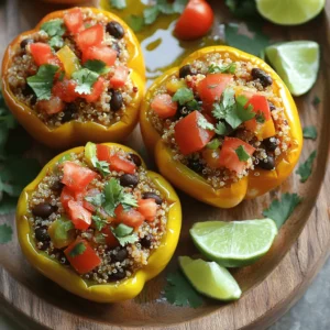 When I think of healthy meals, stuffed peppers always come to mind. They are colorful, tasty, and easy to make in a slow cooker. Let’s go over the ingredients you need for this dish. - 4 large bell peppers (any vibrant color) - 1 cup quinoa, thoroughly rinsed - 2 cups vegetable broth - 1 can (15 oz) black beans, well-drained and rinsed - 1 cup corn (frozen or canned) - 1 small red onion, finely diced - 2 cloves garlic, minced - 1 teaspoon ground cumin - 1 teaspoon smoked paprika - 1 teaspoon chili powder - Salt and freshly ground pepper to taste - 1 cup diced tomatoes (either canned or fresh) - Fresh cilantro, chopped (for garnishing) - Lime wedges (for serving) Gather these simple ingredients, and you can create a meal that is both healthy and delicious. The vibrant colors of the peppers make the dish appealing. The quinoa and black beans provide protein and fiber, which help keep you full. The spices add depth to the flavors. I love using fresh ingredients, as they elevate the dish. Don't skip the lime wedges; they add a zesty touch that brightens each bite. You can find the full recipe in the article to enjoy a wholesome meal without any fuss. First, rinse the quinoa in a fine mesh strainer under cold water. This step removes bitter saponins. Next, in a medium saucepan, add the rinsed quinoa and pour in two cups of vegetable broth. Bring this to a boil over medium-high heat. After it boils, lower the heat and cover. Let it simmer for about 15 minutes. The liquid will absorb, and the quinoa will be fluffy. Once done, take it off the heat and fluff it with a fork. While the quinoa cooks, get your bell peppers ready. Start by slicing the tops off of each pepper. Use a sharp knife for this. After that, carefully remove the seeds and membranes inside. You want the peppers to be hollow. Stand them upright in your slow cooker. This position helps them cook evenly. In a large bowl, combine the cooked quinoa, black beans, corn, diced red onion, and minced garlic. Next, add the ground cumin, smoked paprika, chili powder, diced tomatoes, and some salt and pepper. Mix everything well. Make sure all the ingredients blend nicely to create a tasty filling. Now, it’s time to fill the peppers. Take a spoonful of the quinoa mixture and gently stuff it into each pepper. Press down lightly to fill them well. You want each pepper packed to the top. This ensures every bite is full of flavor. Before you close the lid on the slow cooker, pour about half a cup of vegetable broth into the bottom. This broth will create steam, helping the peppers cook perfectly. Set your slow cooker to low for 6-8 hours, or high for 3-4 hours. The peppers will become tender and soak up all the delicious flavors. Once the time is up, use tongs to take out the peppers. Garnish them with fresh cilantro and serve them with lime wedges for a zesty kick. Enjoy your healthy dining experience with this full recipe! When using a slow cooker, you can adjust the cooking time based on your needs. If you cook on low, aim for 6-8 hours. This will make the peppers very tender. If you need them done faster, set the cooker to high for 3-4 hours. Just check to make sure they are soft before serving. Fluffing quinoa is simple and important for texture. After cooking, let it sit for a few minutes. Then, use a fork to gently stir and separate the grains. This will help the quinoa mix better with other ingredients in the stuffed peppers. To add more flavor, consider these tips: - Use fresh herbs like cilantro or parsley. - Add a squeeze of lime juice for brightness. - Mix in some diced jalapeños for heat. - Experiment with spices like oregano or thyme. These tweaks will make your dish even more delicious. You can find the Full Recipe for Slow-Cooker Quinoa & Black Bean Stuffed Peppers to try these tips out. {{image_4}} You can switch up the protein in your stuffed peppers. Ground turkey is a great choice. It has less fat than beef, making it a lean option. You can also use shredded chicken. Both options work well with the flavors in the recipe. They cook nicely and keep the dish moist. If you want more vegetarian options, consider adding spinach or kale. These greens add nutrients and color. You can also try adding lentils for a different texture. They are rich in protein and fiber. Another fun idea is to mix in diced zucchini or mushrooms. They add a nice earthiness to the dish. Adjusting the spice level can make a big difference. If you like heat, add more chili powder or a dash of cayenne pepper. You can also use fresh jalapeños for a spicy kick. For milder flavors, reduce the chili powder or leave it out. You can always serve hot sauce on the side for those who want more heat. For the full recipe, check out Slow-Cooker Quinoa & Black Bean Stuffed Peppers . After you make the slow-cooker quinoa and black bean stuffed peppers, let them cool. Store leftovers in an airtight container. This keeps them fresh longer. The stuffed peppers can last in the fridge for about 3 to 5 days. Make sure to label the container with the date. This way, you will know when they should be eaten. To reheat the stuffed peppers, use the microwave or the oven. If using the microwave, place one pepper on a plate. Heat it for about 2 to 3 minutes. Check if it is warm all the way through. If you use the oven, preheat it to 350°F (175°C). Place the peppers in a baking dish and cover them with foil. Heat for 15 to 20 minutes. This keeps the flavors strong and tasty. Freezing stuffed peppers is a smart way to save them for later. Wrap each pepper tightly in plastic wrap. Then, place them in a freezer bag. Remove as much air as possible to prevent freezer burn. They can last up to 3 months in the freezer. When you are ready to eat them, thaw them in the fridge overnight. Reheat them as mentioned above. Enjoy your meal anytime! Yes, you can prep these stuffed peppers ahead. This is great for busy days. To do this, prepare the filling and stuff the peppers. Then, store them in the fridge. You can cook them later in the slow cooker. Just remember to add some broth to the pot. This helps keep them moist. Adding more flat belly foods is easy! You can try other slow-cooker dishes like soups and stews. Focus on whole grains, beans, and fresh veggies. Think about making lentil soup or vegetable chili. These meals are both tasty and healthy. They also help keep you full and satisfied. Yes, these stuffed peppers are great for weight loss! They are full of fiber from quinoa and black beans. Fiber helps you feel full longer. The peppers are low in calories but high in nutrients. Each serving gives you vitamins, minerals, and protein. This makes them a smart choice for anyone looking to manage their weight. You can find the full recipe above to get started! In this article, we explored how to make delicious slow-cooker quinoa and black bean stuffed peppers. We covered the key ingredients, step-by-step cooking instructions, tips for perfect results, and various tasty variations. You learned how to store leftovers and reheat them well. These stuffed peppers not only taste great but also support a healthy lifestyle. By making this dish, you eat well while saving time. Enjoy your cooking journey with this easy, nutritious recipe!