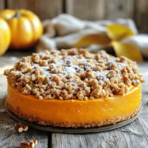 To make a delicious pumpkin crumb cake, you need the following ingredients: - 2 cups all-purpose flour - 1 cup granulated sugar - 1 teaspoon baking powder - 1 teaspoon baking soda - 1/2 teaspoon ground cinnamon - 1/4 teaspoon ground nutmeg - 1/4 teaspoon salt - 1 cup canned pumpkin puree - 1/2 cup vegetable oil - 3 large eggs, at room temperature - 1 teaspoon pure vanilla extract - 1 cup packed brown sugar - 1/2 cup rolled oats - 1/2 cup chopped walnuts (optional) - 1/4 cup cold unsalted butter, cubed (for crumb topping) Each ingredient plays a key role. The all-purpose flour helps build structure. Sugar adds sweetness and moisture. Baking powder and baking soda make the cake rise. Spices like cinnamon and nutmeg add warmth and flavor. The pumpkin puree gives the cake its moist texture and a lovely, rich color. Using room temperature eggs helps the batter blend smoothly. You can also add walnuts for crunch, but they are optional. The cold butter in the crumb topping creates that beloved crunchy layer. These ingredients come together to create a delightful seasonal treat. For the full recipe, check out the complete instructions! Preheat your oven to 350°F (175°C). While the oven heats, prepare a 9x13 inch baking dish. Grease it with butter or non-stick spray. This step helps the cake release easily after baking. In a large mixing bowl, combine the following dry ingredients: - 2 cups all-purpose flour - 1 cup granulated sugar - 1 teaspoon baking powder - 1 teaspoon baking soda - 1/2 teaspoon ground cinnamon - 1/4 teaspoon ground nutmeg - 1/4 teaspoon salt Whisk these together well. This step ensures even flavor and texture throughout the cake. In another bowl, whisk together: - 1 cup canned pumpkin puree - 1/2 cup vegetable oil - 3 large eggs, at room temperature - 1 teaspoon pure vanilla extract Mix until you have a smooth and creamy mixture. Fold this pumpkin mixture into the dry ingredients using a spatula. Mix gently until just combined. Be careful not to overmix, as this can make the cake dense. For the crumb topping, combine: - 1 cup packed brown sugar - 1/2 cup rolled oats - 1/2 cup chopped walnuts (optional) - 1/4 cup cold unsalted butter, cubed Use a pastry cutter or your fingers to mix until your mixture resembles coarse crumbs. This will add a crunchy layer to your cake. Pour the pumpkin batter into the prepared baking dish. Use a spatula to spread it evenly. Now sprinkle the crumb topping over the batter. Make sure it covers the surface well for that perfect crunch. Bake in the preheated oven for 35 to 40 minutes. Check for doneness by inserting a toothpick into the center. It should come out clean or with a few moist crumbs attached. Once done, remove the cake from the oven and let it cool in the pan for about 10 minutes. Then, slice it into squares for serving. For the full recipe, please refer to the earlier section. Enjoy your baking! To avoid overmixing, mix gently. After combining the wet and dry ingredients, stop as soon as you see no dry flour. This keeps your cake light and fluffy. If you see lumps, that is okay. A few lumps won’t hurt the texture. Remember, mixing too much makes the cake dense and chewy. After baking, let your cake cool in the pan for about 10 minutes. This helps it set and makes it easier to slice. If you slice it too soon, it may fall apart. After that, transfer it to a wire rack. Let it cool completely before serving. This step is key to enjoying the full flavor of the pumpkin crumb cake. For a great presentation, serve the cake warm or at room temperature. Dust the top with powdered sugar for a sweet touch. You can also add a dollop of whipped cream or a scoop of vanilla ice cream on the side. This extra treat makes every bite delightful. You can find the full recipe online to try this fun cake today! {{image_4}} To make your pumpkin crumb cake even more exciting, add spices. Ginger and cloves bring warmth and depth. Mix one teaspoon of ground ginger or half a teaspoon of ground cloves into the dry ingredients. These spices blend well with cinnamon and nutmeg. They enhance the pumpkin flavor. Feel free to experiment with different spices. Consider adding allspice or cardamom for a unique twist. It adds bold flavors and makes each bite special. If you want a gluten-free version, use gluten-free flour. Many brands offer great mixes that work well in baking. Just keep the same measurements from the recipe. You may also try almond flour or coconut flour. Each option gives a different texture. Almond flour adds moisture, while coconut flour soaks up liquid. Adjust your liquid ingredients slightly if needed. Always check for other gluten sources in your toppings too. Beyond the crumb layer, you can get creative with toppings. A light glaze made from powdered sugar and milk can add sweetness. Drizzle it over the cooled cake for a lovely finish. You might also enjoy adding a layer of cream cheese frosting. This adds a rich, tangy taste that pairs nicely with pumpkin. Fresh fruit, like raspberries or pomegranate seeds, adds color and freshness. For crunch, sprinkle on some toasted pumpkin seeds or chopped nuts. These toppings make your cake stand out and taste even better. You can find the full recipe to create this delightful treat and enjoy these variations! To keep your pumpkin crumb cake fresh, wrap it tightly. Use plastic wrap or foil. Store it at room temperature for up to three days. If your kitchen is warm, place it in the fridge. This helps it stay fresh a little longer. Just remember, cold cake may lose some of its soft texture. For long-term storage, freezing is the best option. First, let the cake cool completely. Then, cut it into squares. Wrap each piece in plastic wrap and place them in a freezer-safe bag. This way, you can enjoy a slice anytime! The cake can stay frozen for up to three months. When ready, just thaw it in the fridge overnight. Reheating the cake brings back its warm, soft texture. Preheat your oven to 350°F (175°C). Place the pieces on a baking sheet. Heat for about 10-15 minutes. You can also use the microwave. Just warm it for about 20-30 seconds. Enjoy your pumpkin crumb cake as if it were fresh from the oven! For more details, check the Full Recipe. Pumpkin crumb cake lasts about 3 to 4 days at room temperature. Store it in an airtight container to keep it fresh. If you want it to last longer, refrigerate it. In the fridge, it can last up to a week. Yes, you can use fresh pumpkin instead of canned. To do this, cook the pumpkin until soft. Then, mash it or blend it until smooth. Make sure to drain any excess water. This will help keep your cake from getting too wet. If you want a nut-free cake, you have many options. You can use seeds like pumpkin or sunflower seeds. You could also add chocolate chips for a sweet twist. It’s all about what you like! Serve the cake warm or at room temperature. For a special touch, dust it with powdered sugar. You can also add whipped cream or ice cream on top. This adds a nice creaminess and makes it even more delicious. Check out the full recipe for more ideas! In this blog post, we explored a delicious pumpkin crumb cake recipe. I shared the key ingredients, easy instructions, and helpful tips to ensure success. You learned how to adjust flavors and accommodate dietary needs. Remember, storing your cake properly keeps it fresh longer. Use these steps to impress your family and friends. Cooking should be fun, so feel free to personalize the recipe. Enjoy your baking adventure!