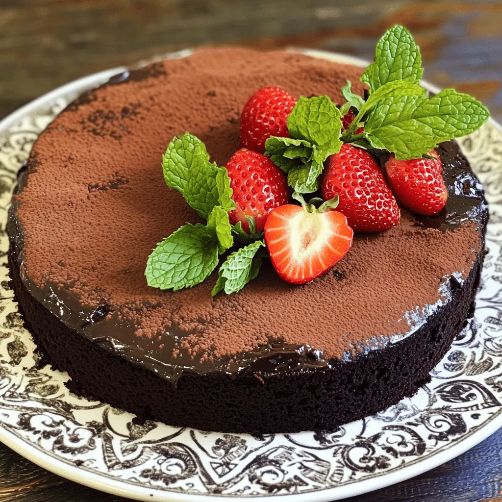 - 1 can (15 oz) black beans - 3 large eggs - 1/2 cup unsweetened cocoa powder - 1/4 cup honey or maple syrup - 1/4 cup coconut oil, melted - 1 teaspoon pure vanilla extract - 1/2 teaspoon baking powder - 1/2 teaspoon baking soda - A pinch of fine salt - Optional: 1/2 cup dark chocolate chips When I make this cake, I love using black beans. They add moisture and protein. The cocoa powder gives a rich, chocolate flavor. You can choose honey or maple syrup for sweetness. Coconut oil adds a lovely texture and taste. - High in fiber and protein - Rich in antioxidants - Low in fat and cholesterol Black beans are a superfood! They are high in fiber, which helps digestion. They also have protein, making them great for energy. Antioxidants help keep our bodies healthy and fight off illness. Plus, they are low in fat and cholesterol, making this cake a smart dessert choice. - Calories per serving: About 150 - Macronutrient breakdown: - Carbs: 20g - Fats: 8g - Proteins: 5g - Micronutrients: - Iron - Magnesium - Folate Each slice packs a punch of nutrition! You'll get a good amount of protein and fiber. Plus, the cake is rich in important vitamins and minerals, keeping it healthy while still tasting delicious. For the full recipe, check out my detailed guide! - Preheat the oven to 350°F (175°C). - Prepare an 8-inch round cake pan by greasing it or lining it with parchment paper. - In a food processor, combine the rinsed black beans, eggs, cocoa powder, honey or maple syrup, melted coconut oil, vanilla extract, baking powder, baking soda, and a pinch of salt. - Blend until the batter is smooth and homogeneous, about 1-2 minutes. Stop to scrape down the sides for an even mix. - Pour the batter into the prepared cake pan, spreading it evenly with a spatula. - Place the pan in the oven and bake for 25-30 minutes. To check if it’s done, insert a toothpick into the center. It should come out clean or with a few moist crumbs. - After baking, let the cake cool in the pan for about 10 minutes. Then, transfer it to a wire rack to cool completely. For the full recipe, check out the detailed steps above. Enjoy baking! To keep your black bean chocolate cake moist, start with room temperature ingredients. Cold eggs or oil can lead to a dry cake. Mix your ingredients well, but don’t overdo it. Blend until smooth but stop to scrape the sides often. This helps create a uniform batter. For a beautiful cake, consider how you serve it. Place it on a nice platter. Garnish with fresh mint leaves or sliced strawberries around the edges. A light dusting of cocoa powder adds an elegant touch. You can also pair the cake with a fruit sauce or a scoop of yogurt for added flavor. If your cake sinks, check your baking powder and baking soda. Ensure they are fresh. A too dense cake can come from over-mixing. If the center is undercooked, bake for a few more minutes. Always test with a toothpick. If it comes out wet, give it more time in the oven. {{image_4}} You can make this cake even healthier with a few smart swaps. - Use alternative sweeteners like stevia or agave syrup. - Try flourless options to keep it gluten-free. This way, everyone can enjoy it. For a taste twist, add some spices. - A bit of cinnamon can warm up the flavor. - Adding espresso boosts the chocolate taste. You can also mix in nuts or different chocolate types for extra crunch and richness. How you serve the cake can make it more fun. - Layer it with whipped cream or yogurt for a creamy touch. - Consider turning it into cupcakes or muffins. They are perfect for parties or snacks. These variations let you personalize the cake to fit your taste. Check out the Full Recipe for more details! To keep your Healthy Black Bean Chocolate Cake fresh, store it in an airtight container. This helps keep moisture in and prevents the cake from drying out. You can also wrap the cake with plastic wrap for extra protection. If you cut the cake, place the slices in a single layer in the container. This prevents them from sticking together. You can freeze individual slices of this cake for later enjoyment. First, wrap each slice tightly in plastic wrap. Then, place the wrapped slices in a freezer-safe bag. Make sure to remove as much air as possible before sealing. To defrost, take out a slice and leave it in the fridge overnight. This keeps the texture nice and moist. At room temperature, this cake lasts about three days if stored properly. For longer freshness, keep it in the fridge, where it can last up to a week. Just remember to bring it back to room temperature before serving for the best flavor and texture. No, you cannot taste the black beans in this cake. They blend in well. They add moisture and texture. The rich chocolate flavor hides any bean taste. Many people are surprised that beans make a cake so yummy. You can enjoy delicious chocolate without knowing the secret ingredient! Yes, this cake fits many diets. It is gluten-free since it has no flour. You can make it vegan by using a substitute for eggs. Try flaxseed or applesauce as a replacement. It is also low in sugar, depending on your sweetener choice. This means you can enjoy it while staying healthy! To make the cake sweeter, you can add more honey or maple syrup. Start with a tablespoon more and mix well. You can also try adding a bit of stevia or agave syrup. Taste the batter before baking. Adjust it to your liking. This way, you create a cake that suits your sweet tooth perfectly! For the complete recipe, check out the [Full Recipe]. This blog shared a fun and simple recipe for a delicious black bean cake. You learned about key ingredients and their health benefits. The baking steps were clear, making it easy to follow. Tip sections helped ensure your cake turns out moist and tasty. You explored variations and smart storage methods. In closing, making this cake can boost your health while satisfying your sweet tooth. Enjoy baking and sharing this unique treat with others!