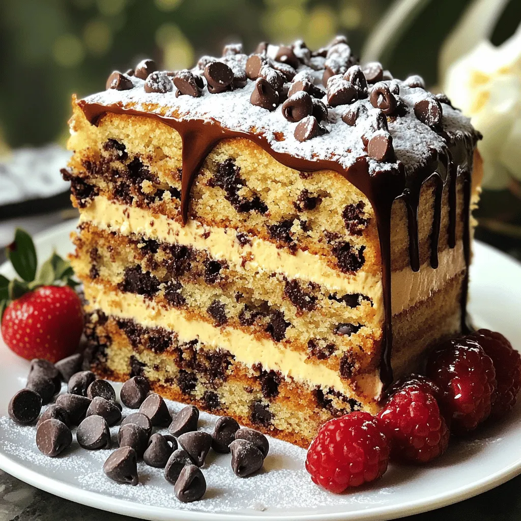 To make the best chocolate chip cake, you'll need the following ingredients: - 2 cups all-purpose flour - 1 ½ teaspoons baking powder - ½ teaspoon baking soda - ½ teaspoon salt - ¾ cup unsalted butter, softened to room temperature - 1 cup granulated sugar - ¾ cup brown sugar, packed firmly - 3 large eggs, at room temperature - 1 teaspoon pure vanilla extract - 1 cup buttermilk, at room temperature - 1 ½ cups semi-sweet chocolate chips - ½ cup chopped walnuts (optional) - Powdered sugar for dusting (optional) If you need different measurements, here are some easy conversions: - 1 cup = 240 ml - 1 tablespoon = 15 ml - 1 teaspoon = 5 ml This helps if you want to adjust your recipe or use different measuring tools. You can make your chocolate chip cake even more special by adding: - Chopped nuts: Walnuts or pecans add a nice crunch. - Dried fruit: Raisins or cranberries provide a sweet twist. - Flavor extracts: Almond or orange extract can change the taste. - Extra chocolate: Use chocolate chunks for a richer flavor. These add-ins let you customize your cake to fit your taste. Feel free to mix and match as you like! First, gather your ingredients. This makes the process smooth and easy. Preheat your oven to 350°F (175°C). Grease two 9-inch round cake pans with butter. You can also use parchment paper for easy removal. In a medium bowl, whisk together the flour, baking powder, baking soda, and salt. Set this aside for later. In a large bowl, cream the softened butter with granulated and brown sugar. Use an electric mixer for about 3-5 minutes. This step is key for a light cake. Next, add the eggs one by one, mixing well after each. Then, stir in the vanilla extract. Now, slowly mix the dry ingredients into the butter mixture. Alternate with the buttermilk. Start and end with the flour mix. This helps to keep your cake light. Finally, fold in the chocolate chips and walnuts if you want them. Divide the batter evenly between the two prepared pans. Smooth the tops with a spatula. Place the pans into the preheated oven. Bake for 25-30 minutes. To check if they are done, insert a toothpick in the center. It should come out clean. After baking, let the cakes cool in the pans for about 10 minutes. Then, gently remove them from the pans. Place the cakes on wire racks to cool completely. Once cooled, you can dust the top with powdered sugar if you like. An optional twist is to layer the cakes with whipped cream and more chocolate chips. This makes the cake even more special. For the full recipe and detailed steps, refer to the Full Recipe section. To make a moist chocolate chip cake, use room temperature ingredients. This helps them blend well. Buttermilk adds extra moisture and richness too. Avoid overmixing the batter. Mix just until the dry ingredients are combined. This keeps your cake fluffy and soft. Fluffiness comes from creaming the butter and sugars well. Mix them for about 3 to 5 minutes until light and fluffy. Adding eggs one at a time also helps create air pockets. Don't forget to fold in the chocolate chips gently. This keeps the batter airy. A few mistakes can ruin your cake. First, don’t skip the baking powder; it helps the cake rise. Second, always measure your flour correctly. Too much flour makes the cake dense. Lastly, avoid opening the oven door while baking. This can cause your cake to sink. For more details, check out the Full Recipe. {{image_4}} You can make a vegan version of this cake with simple swaps. First, replace the eggs with flaxseed meal. Mix 1 tablespoon of flaxseed with 2.5 tablespoons of water for each egg. Use coconut oil instead of butter. For milk, almond milk or soy milk works well. The rest of the ingredients remain the same, so you still get that tasty chocolate chip flavor. For a gluten-free cake, swap all-purpose flour with a 1:1 gluten-free flour blend. Ensure it contains xanthan gum for the right texture. You can use almond flour or coconut flour, but these will change the taste a bit. Check the labels to confirm no gluten is present. The other ingredients can stay the same, ensuring you enjoy a soft, moist cake. You can add fun flavors to your cake. Consider mixing in a teaspoon of espresso powder for a coffee twist. Or, add a splash of orange zest for a citrus kick. Chopped nuts, like pecans or almonds, add crunch and flavor. You can also swap chocolate chips for white chocolate or even caramel bits. Each of these changes can give your cake a new personality. For the complete cake recipe, refer to the [Full Recipe]. To keep your chocolate chip cake fresh, wrap it well. Use plastic wrap or foil to cover the cake. This helps keep moisture in. If you have slices, store them in an airtight container. Place parchment paper between layers for easy access. Keep your cake in a cool, dry place, away from sunlight. This helps maintain its taste and texture. Freezing your chocolate chip cake is simple. First, let the cake cool completely. Then, wrap it tightly in plastic wrap. For extra protection, add a layer of foil. Label it with the date. You can freeze the cake for up to three months. When you are ready to eat it, move it to the fridge overnight. This will help the cake thaw slowly. Chocolate chip cake lasts about four to five days at room temperature. You can extend its life by refrigerating it. If the cake develops a dry texture or an off smell, it's time to toss it. Mold is another sign of spoilage. Always check for these signs before enjoying your cake. Enjoy your chocolate chip cake while it’s fresh for the best taste! To prevent sticking, grease the pan well. Use unsalted butter or cooking spray. Then, dust the pan with flour. You can also line it with parchment paper. This makes it easy to lift the cake out after baking. A well-prepared pan gives you a clean release. Absolutely! You can swap semi-sweet chips for dark or milk chocolate chips. Try white chocolate or butterscotch chips for a fun twist. You can even mix and match different types. Each type adds a unique flavor to your cake. Be creative with your choices! If your cake turns out dense, check your mixing method. Overmixing can create a heavy texture. Ensure your butter is softened, not melted. This helps trap air for a lighter cake. Also, make sure your baking powder and baking soda are fresh. This ensures proper rising. If needed, add a bit more buttermilk for moisture. In this blog post, we explored all you need for a perfect chocolate chip cake. We covered ingredients, preparation steps, and baking tips. You learned how to keep your cake moist and fluffy. We also shared fun recipe variations, storage tips, and answered common questions. Baking is all about fun and creativity. Use these tips to make your cakes better. Enjoy your baking journey!