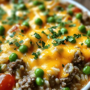 - 1 lb ground beef - 1 cup uncooked long-grain rice - 1 can (15 oz) diced tomatoes with green chilies - 1 can (10.5 oz) cream of mushroom soup - 1 medium onion, diced - 2 cloves garlic, minced - 2 cups beef broth - 1 teaspoon ground cumin - 1 teaspoon smoked paprika - 1 teaspoon onion powder - 1 teaspoon garlic powder - Salt and freshly cracked pepper to taste - 1 cup shredded sharp cheddar cheese - 1/2 cup frozen peas - Fresh parsley, chopped, for garnish You need these ingredients for a tasty casserole. Start with ground beef, rice, and tomatoes. The cream of mushroom soup adds creaminess. Diced onion and garlic give the dish a nice base. Beef broth makes sure the rice cooks well. The spices give it flavor. Ground cumin and smoked paprika warm up the dish. Onion and garlic powders boost the taste. You can add salt and pepper to your liking. For extra fun, you can add cheese and peas. Cheese gives a rich topping, while peas add color and sweetness. Fresh parsley makes it look pretty. This list makes cooking easy. You can check out the Full Recipe for more details. Enjoy mixing these ingredients for a hearty meal! - Preheat oven to 350°F (175°C). - Brown the ground beef in a large skillet. In this step, heat your large skillet over medium heat. Add the ground beef and break it apart with a spatula. Cook it for about 5-7 minutes until it turns a rich brown. If there’s too much fat, drain it for a leaner dish. - Sauté onion and garlic with beef. - Mix spices into the beef mixture. Once the beef is browned, toss in the diced onion and minced garlic. Cook them together for 3-4 minutes. This adds great flavor as the onion softens. Next, mix in the ground cumin, smoked paprika, onion powder, and garlic powder. Don’t forget to season with salt and pepper! - Prepare the rice mixture in a separate bowl. - Combine beef mixture with rice mixture. In a large bowl, combine the uncooked rice, diced tomatoes with their juices, cream of mushroom soup, and beef broth. If you like, add frozen peas for a pop of color. After that, pour in the beef mixture. Stir everything until it’s well mixed and the rice is coated. - Transfer to greased casserole dish. - Cover with foil and bake for 45 minutes. - Add cheese and bake uncovered for an additional 15 minutes. Pour the mixture into a greased 9x13 inch casserole dish. Spread it out evenly with a spatula. Cover the dish tightly with aluminum foil. Bake it in the preheated oven for 45 minutes. After that, remove the foil and sprinkle shredded cheddar cheese on top. Bake it uncovered for another 15 minutes. The cheese should be melted and bubbly, ready to enjoy! - Drain the beef well after cooking. This helps make a less greasy casserole. - Want some heat? Add jalapeños or a splash of hot sauce for a spicier dish. - Serve the casserole hot right from the baking dish. This keeps it warm and inviting. - Garnish with fresh parsley for a pop of color. Pair with crusty bread for a nice touch. - If you use more ingredients, adjust the baking time. A larger dish may need extra time. - Add more broth if you want a moister casserole. This keeps the rice nice and tender. {{image_4}} You can easily switch up the meats in this casserole. Using turkey or chicken instead of ground beef makes it lighter. If you prefer a healthier grain, try substituting brown rice for white rice. Brown rice adds fiber and a nuttier flavor. Cheese is a great way to change the flavor. Adding Monterey Jack or Pepper Jack gives a creamy texture and a little kick. You can also toss in your favorite herbs. Fresh basil or thyme can brighten the dish and add aroma. If you're looking for a vegetarian option, swap the beef for beans or lentils. This change keeps the meal filling and nutritious. For those avoiding dairy, use a dairy-free cream soup. This keeps the casserole rich without the milk. These variations let you customize your dish to fit your taste and diet. Enjoy playing with flavors and ingredients to make this casserole your own! Store leftovers in an airtight container for up to 3 days. This keeps your casserole fresh. Always cool it down before sealing. You can enjoy it again for lunch or dinner. Freeze for up to 2-3 months. First, let it cool completely. Once cooled, you can wrap it tightly in foil or place it in a freezer-safe container. Thaw overnight in the refrigerator before reheating. This method helps maintain the texture and flavor. Reheat in the oven or microwave. If using the oven, cover it with foil to keep it moist. If using the microwave, add a splash of broth to maintain moisture. This keeps your casserole from drying out and enhances the flavor. Enjoy your hearty meal again! - Yes, prepare it and store it in the fridge overnight before baking. This makes it easy to serve on busy days. - Look for bubbling cheese and a golden crust; the internal temperature should reach 165°F (74°C). A meat thermometer helps ensure it's safe to eat. - Yes, quinoa or cauliflower rice are great alternatives. Each swap will give a new flavor and texture. - Pair with a fresh salad or steamed vegetables for a complete meal. This adds color and nutrients to your plate. - Add diced peppers or incorporate more spices to your taste. You can even use hot sauce for an extra kick. - Detailed nutritional information can be calculated based on your ingredient choices and serving sizes. This way, you can adjust for your needs. This casserole combines simple ingredients for a tasty dish. You start by browning beef with onion and garlic. Then, mix in spices, rice, and broth before baking. Add cheese for a gooey finish. For extra flavor, swap ingredients or add spices. Store leftovers easily or make it ahead to save time. Enjoy this comforting meal with friends or family. It’s quick, easy, and satisfying.