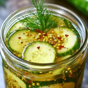 To make these pickles, gather these basic items: - 1 medium cucumber, thinly sliced into rounds - 1 cup distilled white vinegar - 1 cup water - 2 tablespoons granulated sugar - 1 tablespoon sea salt - 1 teaspoon mustard seeds - 1 teaspoon dill seeds - 1 clove garlic, peeled and lightly crushed You can add a few fun touches to make your pickles unique: - 1/2 teaspoon red pepper flakes for a spicy kick - 1 tablespoon fresh dill, finely chopped for garnish You will need a few simple tools: - A clean glass jar with a tight lid - A medium saucepan for making the brine - A cutting board and knife for slicing cucumbers - A mixing spoon to stir the brine With these ingredients and tools, you are ready to make quick and easy refrigerator pickles. For the full recipe, check the detailed instructions provided! Start your pickles by washing the cucumber well. This step is key to keeping them fresh. Next, slice the cucumber into thin rounds. Aim for uniform slices. This helps the pickles to brine evenly. Once sliced, set the cucumber rounds aside in a bowl. Grab a medium saucepan and place it over medium heat. In this pan, mix 1 cup of distilled white vinegar, 1 cup of water, 2 tablespoons of granulated sugar, and 1 tablespoon of sea salt. Stir gently until the sugar and salt dissolve completely. This will create a tasty brine for your pickles. After that, remove the pan from heat. Let the brine cool for a few minutes. Next, add spices to the brine. Include 1 teaspoon of mustard seeds, 1 teaspoon of dill seeds, and 1 clove of garlic that you have peeled and lightly crushed. If you like a bit of spice, add 1/2 teaspoon of red pepper flakes. Stir everything together to mix the flavors well. Now, it’s time to pack the jar! Use a clean glass jar for this step. Start adding your cucumber slices into the jar. Pack them snugly to fit as many as you can. Once your cucumbers are in place, pour the cooled brine over them. Make sure the cucumbers are fully submerged. If they float, gently press them down. After that, secure the jar with a tight-fitting lid. Let the jar cool to room temperature. Once it cools, place it in the refrigerator. For the best taste, let the pickles marinate for at least 24 hours. You can enjoy these crunchy, fresh pickles for up to 2 weeks. When you slice your cucumber, aim for thin, even rounds. This helps them absorb the brine better. I recommend a sharp knife for clean cuts. Thin slices make the pickles crisp and delightful. You can also use a mandoline for uniform thickness. Just be careful; it can be sharp! To get the best flavor, let the pickles sit in the brine for at least 24 hours. This time allows the cucumbers to soak up all the spices. For extra crunch, choose fresh cucumbers and avoid older ones. The fresher the cucumber, the better the pickle! Feel free to adjust the spice levels to your taste. If you like heat, add more red pepper flakes. For a milder flavor, skip them altogether. You can also try adding black peppercorns or dill for extra flavor. Experiment and find what makes your pickles perfect! {{image_4}} You can use more than just cucumbers. Carrots, radishes, and bell peppers work great. Slice them thinly like cucumbers for even pickling. Adding these veggies gives you crunchy bites and new flavors. Each type of vegetable adds its own twist to the mix. Feel free to get creative and try different combinations. You can make your pickles spicy or sweet. To add heat, increase the red pepper flakes. For sweetness, add more sugar or use a sweet vinegar. You can also add spices like coriander or bay leaf to change the taste. Experimenting with flavors can lead to exciting results. Each batch can be a new surprise! The type of vinegar you use can change the pickles’ flavor. Try apple cider vinegar for a fruity twist. Rice vinegar is milder and perfect for a gentler taste. Each vinegar has its unique profile, so don't be afraid to try different kinds. Mixing vinegars can also create a fun flavor blend. Check out the full recipe to explore more options! Store your pickles in a clean glass jar. Make sure the jar has a tight lid. Place the jar in the refrigerator right after you make them. Keep them submerged in the brine for best results. This helps them stay crisp and flavorful. Your quick and easy refrigerator pickles will last about two weeks. After that, they may lose their crunch. For best taste, enjoy them within the first week. Always check the brine level. If it dips, add more vinegar or water to cover the cucumbers. Watch for any changes in color or smell. If the pickles look cloudy or smell off, discard them. Mold is another clear sign they are bad. If you notice any of these signs, it’s best to throw them away. Always trust your senses when it comes to food safety. Refrigerator pickles can last up to two weeks in the fridge. After that, they may lose their crunch and flavor. Always check for any signs of spoilage before eating. If they smell sour or look cloudy, it's best to toss them out. Yes, you can use different vinegars like apple cider vinegar or rice vinegar. Each type will give a unique taste to your pickles. Just remember to keep the same ratio of vinegar to water for the right flavor balance. Making homemade pickles lets you control the ingredients. You can choose fresh veggies, adjust the salt, and skip artificial preservatives. Plus, it’s a fun way to explore flavors. You can customize them to fit your taste! You can find the full recipe for Zesty Refrigerator Pickles above. This recipe guides you through each step to make crunchy, fresh pickles that burst with flavor. Enjoy making your own delicious snacks! You now have all you need to make quick and easy refrigerator pickles. We covered the right ingredients, equipment, and step-by-step methods. You learned tips for slicing and flavoring. Plus, you can explore fun variations and how to store them. Making pickles at home is simple and tasty. Enjoy crunching on your homemade treats! Remember, you can mix up flavors and veggies to make your pickles unique. Happy pickling!