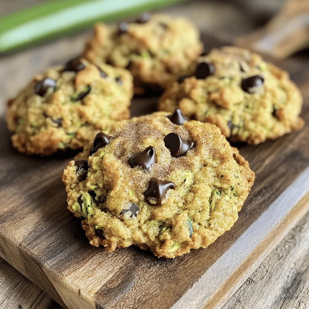 For these tasty breakfast cookies, you need: - 1 cup grated zucchini (ensure to squeeze out excess moisture) - 1 cup rolled oats - 1/2 cup almond flour (you can substitute with all-purpose flour if preferred) The grated zucchini adds moisture and nutrition. The oats offer a hearty texture. Almond flour gives a lovely nutty flavor and keeps the cookies soft. You will also need: - 1/4 cup pure maple syrup - 1/4 cup nut butter (choose from peanut, almond, or sunflower butter) Maple syrup adds sweetness and depth. Nut butter binds everything together and adds creaminess. You can pick your favorite nut butter for a personal touch. Finally, gather these: - 1/2 teaspoon baking powder - 1/2 teaspoon ground cinnamon - 1/4 teaspoon ground nutmeg Baking powder helps the cookies rise. Cinnamon and nutmeg bring warmth and flavor, making the cookies smell amazing while baking. Each spice adds a layer of delight to every bite. For the complete list of ingredients and their measurements, check the Full Recipe section. - Preheat oven to 350°F (175°C). - Line baking sheet with parchment paper. - In a large bowl, combine grated zucchini, rolled oats, and almond flour. - Add 1/4 cup pure maple syrup and 1/4 cup nut butter. Mix well. - Sprinkle in 1/2 teaspoon baking powder, 1/2 teaspoon ground cinnamon, and 1/4 teaspoon fine sea salt. - Fold in 1/2 cup chopped nuts and 1/2 cup dark chocolate chips or raisins. For the full recipe, be sure to check out the details above. This step-by-step guide will help you create delicious Zucchini Bread Breakfast Cookies that are great for breakfast or a snack! Enjoy the process and the tasty results. Start by choosing the right zucchini. Look for zucchini that is firm and bright in color. Small to medium-sized zucchini works best. They have better flavor and texture. Squeezing out excess moisture is very important. Grated zucchini holds a lot of water. If you skip this step, your cookies can turn out too wet. Use a clean kitchen towel or paper towels. Place the grated zucchini inside and twist to remove the water. This simple step makes a huge difference. For the best results, bake your cookies at 350°F (175°C). This temperature allows them to cook evenly without burning. Keep an eye on them. Bake for 15 to 18 minutes. The edges should be lightly golden brown when ready. Avoid overmixing your dough. Stir just until combined. Overmixing can make the cookies tough. You want them to be soft and chewy. Gently fold in nuts and chocolate chips to keep the texture light. There are many creative ways to serve your cookies. Try serving them warm with a dusting of cinnamon on top. This adds a nice touch and enhances the flavor. Pair these cookies with almond milk or your favorite morning drink. They also go well with a side of yogurt or fresh fruit. Enjoy these cookies as a quick breakfast or snack throughout the day. For the full recipe, check the section above. {{image_4}} To make these cookies gluten-free, swap almond flour for another gluten-free flour. Some good choices include coconut flour or oat flour. Each flour adds a unique flavor and texture. Adjust the amount of liquid as needed, as some flours absorb more moisture than others. You can play with flavors in these cookies. Try adding spices like ginger or cardamom for a warm, aromatic touch. You might love the zing these spices bring! Dried fruits such as cranberries or diced apricots can add natural sweetness. Seeds like chia or sunflower seeds work well too, adding crunch and nutrition. If you have nut allergies, don’t worry. You can use seed-based butters like sunflower seed butter instead of nut butter. This keeps the cookies safe and tasty. For the chopped nuts, simply skip them or replace them with seeds for added texture. These swaps help everyone enjoy these delicious cookies. To keep your Zucchini Bread Breakfast Cookies fresh, store them on the counter. Place them in an airtight container. This way, they stay soft and tasty. Make sure to let them cool completely before sealing them up. This helps prevent moisture build-up. If you want to save some for later, freezing works great. Place the cookies in a freezer bag or container. Make sure to separate layers with parchment paper. This keeps them from sticking. To enjoy later, simply take out the cookies and let them thaw at room temperature. These cookies last for about a week at room temperature. Keep an eye on them. Signs of spoilage include a change in smell or mold. If they feel hard or dry, they may not be as good. Always trust your senses when checking food freshness. Yes, you can use mashed banana. It will change the texture. The cookies will be softer and moister. They will also have a sweet banana flavor. If you like that, go for it! Just remember to adjust the amount of sweetener since bananas add natural sugar. Check for a light golden edge on the cookies. The center should look set but soft. You can also touch the top gently. If it springs back, they are ready! Let them cool a bit before moving them. This helps firm them up. Absolutely! For a vegan version, replace the nut butter with a seed butter. You can also use flaxseed meal mixed with water as an egg substitute. Use 1 tablespoon of flaxseed meal with 2.5 tablespoons of water per egg. This will help bind the cookies together. In this post, we explored making tasty zucchini cookies using simple ingredients. We covered main ingredients like grated zucchini and rolled oats, along with sweeteners and spices. I shared helpful tips on baking times and moisture removal. You can try variations for gluten-free or nut-free options too. Now you can bake cookies that are fun and healthy. Enjoy experimenting with flavors and storing your cookies for later. Happy baking!