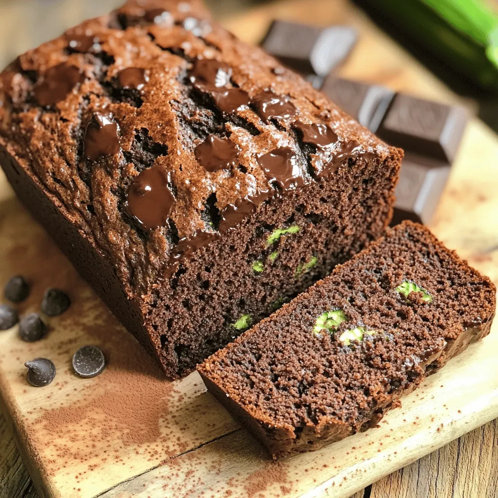 Here are the key ingredients for your delicious Paleo Chocolate Zucchini Bread. Each ingredient plays a big role in making this bread moist and tasty. - 2 cups shredded zucchini - 1 cup almond flour - 1/2 cup unsweetened cocoa powder - 1/2 cup honey or maple syrup - 1/4 cup melted coconut oil - 3 large eggs, at room temperature - 1 teaspoon pure vanilla extract - 1/2 teaspoon baking soda - 1/2 teaspoon baking powder - 1/4 teaspoon fine sea salt - 1/2 cup dairy-free chocolate chips (optional) Shredded zucchini gives the bread moisture. It also adds a subtle flavor that blends well with cocoa. Almond flour keeps the bread grain-free and adds a rich taste. Cocoa powder is key for that deep chocolate flavor. You can choose honey or maple syrup as your sweetener. Both options work great and give a nice sweetness. Melted coconut oil adds healthy fat and helps keep the bread moist. Using room temperature eggs helps the batter mix well. Pure vanilla extract adds a nice aroma. Baking soda and baking powder are essential for the right rise. Sea salt enhances all the flavors, making them pop. The optional chocolate chips can make this bread even more chocolatey. They melt and create little pockets of goodness. If you love chocolate, don't skip them! This list of ingredients is what makes this Paleo Chocolate Zucchini Bread so irresistible. Check out the full recipe to get started on this yummy treat! First, I preheat my oven to 350°F (175°C). Next, I prepare my 9x5 inch loaf pan. I grease it with coconut oil or line it with parchment paper to make it easy to remove the bread later. In a large bowl, I combine the almond flour, cocoa powder, baking soda, baking powder, and sea salt. I mix these dry ingredients well using a whisk. This step ensures that everything blends smoothly. In a separate bowl, I take my shredded zucchini and mix it with honey or maple syrup, melted coconut oil, eggs, and pure vanilla extract. I whisk this mixture until it looks smooth and well blended. The zucchini adds moisture and flavor to the bread. Now comes the fun part. I gently pour the wet mixture into the bowl with the dry ingredients. Using a spatula, I stir them together just until they blend. I am careful not to overmix because that keeps the bread tender. If I want an extra chocolatey kick, I fold in the chocolate chips at this stage. This adds delicious little bursts of chocolate throughout the bread. Now I'm ready to bake! For the full recipe, check the earlier sections. To make the best Paleo chocolate zucchini bread, texture is key. You want it moist and fluffy. - Avoiding overmixing: Mix the wet and dry ingredients gently. Overmixing makes the bread dense. Just blend until you see no dry flour. - Adjusting moisture with zucchini: Zucchini adds moisture. If it’s too watery, your bread could turn soggy. Squeeze out some liquid from the shredded zucchini. This will keep your bread light and airy. Let the bread cool before slicing. This step is important for the best texture. - Cooling tips before slicing: After baking, cool the bread in the pan for about 10 minutes. Then, move it to a wire rack. This helps the steam escape and prevents sogginess. - Serving suggestions with toppings: Serve plain or add toppings. A light dusting of cocoa powder looks nice. Almond butter or nut butter adds creaminess and flavor. Chocolate chips can enhance the flavor of your bread. Picking the right ones can make a big difference. - Dairy-free vs. regular options: Dairy-free chocolate chips keep the recipe completely paleo. Regular chocolate chips taste great but may not fit all diets. - Recommendations for brands: Brands like Enjoy Life and Lily’s are great for dairy-free options. They melt well and taste amazing in this bread. {{image_4}} You can use different flours for this recipe. Coconut flour is a great choice. It adds a nice texture and flavor. Just remember to adjust the liquid. You may need less liquid if you use coconut flour. You can also use cassava flour or tapioca flour for a unique twist. When it comes to sweeteners, you have options. Honey is a classic, but maple syrup works too. Agave syrup is another good choice if you want a milder taste. Each sweetener will change how sweet your bread is, so adjust to your liking. Want to spice things up? Adding cinnamon or nutmeg can elevate your loaf. These spices pair well with chocolate and zucchini. Start with a teaspoon, and taste your batter. You can always add more if you want a stronger kick. Incorporating nuts or seeds can give your bread a satisfying crunch. Chopped walnuts or pecans are perfect. You can also add sunflower seeds for extra texture. Just fold them into the batter before baking. If you need a nut-free version, it’s easy to adapt. Substitute almond flour with sunflower seed flour. This keeps the bread moist and tasty. Just be careful with baking soda. You might want to adjust the amount for the best rise. For a vegan option, replace eggs with flax eggs. Mix one tablespoon of ground flaxseed with three tablespoons of water. Let it sit for five minutes before adding it to your wet ingredients. This simple swap keeps the bread fluffy and delicious. Explore more ideas with the Full Recipe to create your perfect loaf! Store your Paleo chocolate zucchini bread in an airtight container. This keeps it fresh longer. You can also wrap it tightly with plastic wrap. Wrapping helps avoid moisture loss and keeps flavors strong. For short-term storage, keep it in the fridge. It lasts about 5 days. If you want to store it longer, freezing is a great option. Wrap the bread in plastic wrap, then place it in a freezer bag. This way, you can enjoy it for up to three months. To reheat, place a slice in the microwave for 10-15 seconds. This warms it up while keeping the bread moist. You can also use an oven. Preheat it to 350°F (175°C) and heat for about 5-10 minutes. This method gives a fresh-baked feel. Enjoy every bite of your delicious creation! The paleo diet focuses on whole foods that our ancestors ate. It includes lean meats, fish, fruits, vegetables, nuts, and seeds. It avoids processed foods, grains, and dairy. This diet is meant to promote health and wellness by eating nutrient-dense foods. Many people find it helps with weight loss and energy levels. Yes, you can use other vegetables. Carrots or squash can work well in this recipe. Each alternative will change the flavor slightly. For example, carrots add a natural sweetness. However, zucchini keeps the bread moist without altering the taste too much. If you try a different vegetable, be sure to adjust the moisture level in your batter. To check if your bread is done, look for a few signs. The top should be firm and spring back when pressed gently. Insert a toothpick into the center; it should come out clean. If you see wet batter, bake for a few more minutes. These tests will help you achieve that perfect, moist loaf every time. This blog post covered a delightful zucchini bread recipe. You learned about essential ingredients, step-by-step instructions, and helpful tips. We explored variations to suit different diets and preferences. I shared storage best practices to keep your bread fresh. Remember, cooking is fun! Feel free to mix things up. Experiment with flavors and ingredients. Your creativity makes each loaf unique and tasty. Enjoy baking and sharing this treat with loved ones.