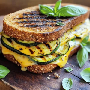 - 2 medium zucchinis, sliced into 1/4 inch rounds - 4 slices of whole grain bread - 1 cup shredded sharp cheddar cheese - 1/2 cup shredded mozzarella cheese - 2 tablespoons olive oil, divided - 1 teaspoon garlic powder - 1 teaspoon dried oregano - Salt and pepper to taste - Fresh basil leaves for garnish (optional) - Calories per serving: Approximately 450 - Protein content: About 20 grams - Dietary considerations: This dish is vegetarian-friendly and can be adapted for vegan diets. Zucchini is a great choice here. It adds moisture and flavor. It pairs well with cheese. Whole grain bread adds a nice crunch and fiber. The combination creates a tasty and satisfying meal. I love using garlic powder and oregano. They enhance the zucchini's flavor. A pinch of salt and pepper rounds it out. Fresh basil adds a pop of color and taste. You can use it or skip it based on your preference. This recipe is not just easy; it’s packed with nutrients too. Each serving has a good amount of protein. It’s filling yet light, making it a great choice for lunch or dinner. You can easily customize it to suit your dietary needs. Check out the Full Recipe for all the details! Start by preheating your grill or stovetop griddle to medium-high heat. This step ensures the zucchini cooks evenly and gets those nice grill marks. While the grill warms up, take your zucchini slices and brush both sides with 1 tablespoon of olive oil. This helps the zucchini not stick and adds flavor. Next, sprinkle garlic powder, dried oregano, salt, and black pepper on both sides. This seasoning enhances the taste and makes the zucchini shine in your grilled cheese. Once your grill is ready, place the seasoned zucchini slices on it. Grill each side for about 3-4 minutes. You want them tender and slightly charred. Keep an eye on them to avoid burning. After grilling, remove the zucchini from the heat and set them aside. This part is key because it adds a smoky flavor to your sandwich. Now, lay out your slices of whole grain bread. On one slice, start with a layer of shredded sharp cheddar cheese. Then, add a few pieces of grilled zucchini. This adds a fresh taste. Next, sprinkle some mozzarella cheese on top. The gooeyness of the mozzarella is a must! Finish with another slice of bread on top. Repeat this for the second sandwich. This layering gives a nice balance of cheese and zucchini. If needed, return the grill to heat and add the remaining olive oil. Place both assembled sandwiches carefully on the grill. Cook each side for about 3-4 minutes. Watch for that golden-brown color. Flip the sandwiches gently to toast the other side. The cheese should melt and ooze out, making it irresistible. When your sandwiches are grilled to perfection, take them off the heat. Let them cool for a minute before slicing each sandwich in half. This cooling time helps the cheese set a bit. For presentation, you can add a few torn basil leaves on top. This not only looks nice but adds a fresh aroma. Enjoy your delightful Zucchini Grilled Cheese! For more details, check out the Full Recipe. To make your zucchini grilled cheese stand out, try different cheese types. You can mix sharp cheddar with creamy brie or tangy goat cheese. These options add depth and richness to each bite. Experiment with cheeses you love for a personal touch. You can also boost flavor with extra seasonings. Try adding a pinch of red pepper flakes for heat or smoked paprika for a smoky twist. Fresh herbs like thyme or chives can bring brightness, too. Each addition makes your sandwich unique. Avoid sogginess by ensuring your zucchini slices are not too thick. Thin slices grill better and keep the sandwich crisp. Also, always pat the zucchini dry after seasoning. This step helps prevent moisture from making your bread soggy. If you want to grill other veggies, try bell peppers or mushrooms. Slice them thinly and season as you do with zucchini. They add great taste and texture to your sandwich. If you run out of ingredients, don’t worry! You can use any bread you have on hand. Tortillas or pita bread work well in a pinch. For cheese, try cream cheese or even hummus for a twist. For dietary restrictions, use gluten-free bread or dairy-free cheese. These swaps let everyone enjoy this dish. You can even add avocado for creaminess if you skip cheese. {{image_4}} You can easily make a vegan version of zucchini grilled cheese. Start with cheese alternatives like cashew cheese or vegan mozzarella. These options melt well and add creaminess. For the bread, choose a vegan type, often labeled as egg-free. Whole grain or sourdough breads work great here. If you need a gluten-free option, there are many suitable bread choices. Look for gluten-free loaves made from rice flour or almond flour. Always check labels to avoid gluten. To ensure no cross-contamination, use a clean grill or griddle. This keeps your meal safe and tasty. Want to add more flavor? Try adding protein like turkey or ham. This boosts taste and makes your meal heartier. You can also mix in different vegetables. Spinach, bell peppers, or mushrooms add great texture and taste. Get creative with your additions to make this dish uniquely yours. To keep your Zucchini Grilled Cheese fresh, place leftovers in the fridge. Use airtight containers for best results. This helps keep moisture in and prevents the bread from getting soggy. Try to eat leftovers within two days for the best taste. If you want to save your sandwiches for later, you can freeze them. Wrap each sandwich tightly in plastic wrap. Then, place them in a freezer bag. This way, they stay fresh for about three months. When you're ready to eat, take a sandwich out and let it thaw in the fridge overnight. To reheat, just grill it again for a few minutes until warm and crispy. Zucchini lasts about a week in the fridge. Check for soft spots before using. Store cheese in its original packaging or wrap it in parchment paper. This keeps it fresh longer and helps prevent mold. To make your Zucchini Grilled Cheese gluten-free, use gluten-free bread. Look for brands that taste great. Common options include almond flour or rice flour bread. Always check for gluten-free labels to avoid cross-contamination. You can also use lettuce wraps for a low-carb option. Yes, you can prepare elements ahead of time. Grill the zucchini slices and store them in an airtight container. You can also shred the cheese and keep it ready. Assemble your sandwiches just before grilling to keep them fresh. This way, you save time during busy meals. Zucchini Grilled Cheese pairs well with various sides. Consider serving it with a simple salad. A fresh tomato soup also complements it nicely. You could add crispy sweet potato fries for a fun twist. Each choice adds color and flavor to your meal. Yes, you can grill your Zucchini Grilled Cheese in a pan. Here’s how: 1. Heat a non-stick pan over medium heat. 2. Brush the pan with olive oil. 3. Assemble your sandwich as before. 4. Place it in the pan, cooking each side for about 3-4 minutes. 5. Press down gently to help the cheese melt evenly. 6. Flip carefully and watch for that golden-brown color. Now you can enjoy a delicious Zucchini Grilled Cheese, no grill needed! For the full recipe, check out the details above. In this post, we explored making a delicious Zucchini Grilled Cheese. We covered key ingredients like zucchini, cheese, and bread, plus the best seasonings to boost flavor. You learned practical steps for grilling the zucchini and assembling the perfect sandwich. I shared tips for flavor, quick fixes, and variations for vegan and gluten-free options. Finally, we discussed storage methods and answered common questions. Enjoy creating your perfect Zucchini Grilled Cheese, and feel free to mix and match ingredients!