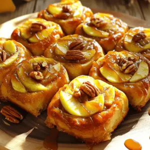 - 2 cups all-purpose flour, plus additional for dusting - 1/2 cup granulated sugar - 1 packet (2 1/4 teaspoons) active dry yeast - 1/2 teaspoon fine sea salt - 1/2 cup whole milk, warmed - 3 tablespoons unsalted butter, melted - 1 large egg, at room temperature - 1 teaspoon pure vanilla extract - 2 medium apples, peeled and diced - 1 tablespoon ground cinnamon - 1/4 cup packed brown sugar - 1/2 cup chopped pecans or walnuts (optional) - 1/4 cup caramel sauce You can use instant yeast instead of active dry yeast. Just mix it with the dry ingredients. If you want a sweeter taste, try using Fuji or Honeycrisp apples. They add a nice flavor! If you need a non-dairy option, almond or oat milk works great in this recipe. Just warm it like you would regular milk. These substitutions keep your sticky buns tasty and fun! For the full recipe, check out the [Full Recipe]. 1. Activating the yeast mixture: Start by combining warm milk and active dry yeast in a small bowl. Stir gently and let it sit for 5-10 minutes. You want it to get frothy. This shows the yeast is active. 2. Creating the dough: In a large bowl, whisk together all-purpose flour, granulated sugar, and sea salt. Make a well in the center. Pour in melted butter, the egg, vanilla extract, and the frothy yeast mixture. 3. Kneading and first rise: Mix until a soft dough forms. Transfer it to a floured surface. Knead the dough for about 5-7 minutes until it feels smooth. Place the dough in a greased bowl. Cover it with a towel and let it rise in a warm place for about 1 hour. It should double in size. 1. Preparing the apple filling: While the dough is rising, prepare the filling. In a bowl, mix diced apples, brown sugar, and ground cinnamon. If you like, add chopped nuts. Stir until all ingredients are well mixed. 2. Spreading the filling on the dough: After the dough has risen, punch it down gently. Roll it out on a floured surface into a rectangle, about 12x18 inches. Evenly spread the apple filling over the dough, covering it completely. 1. Rolling the dough: Starting from the longer side, tightly roll the dough into a log. Pinch the edges to seal it well. 2. Slicing the sticky buns: Using a sharp knife, cut the log into 1-inch thick pieces. You should have around 12 sticky buns. 1. Second rise time and preheating the oven: Grease a baking dish and drizzle caramel sauce at the bottom. Place the sliced buns in the dish with cut sides up. Cover with a towel and let them rise for 30 minutes. Meanwhile, preheat your oven to 350°F (175°C). 2. Baking instructions and checking doneness: Bake the sticky buns for 25-30 minutes. They should be golden brown and puffed. Remove them and drizzle with more caramel sauce while warm. Enjoy the warm, sweet smell filling your kitchen. For the full recipe, refer to the original document. To make the best apple cinnamon sticky buns, focus on the dough. The ideal texture is soft and slightly sticky. You want to knead the dough until it is smooth and elastic. This usually takes about 5 to 7 minutes. If it sticks to your hands, add a little more flour, but don’t overdo it. The apple filling is just as important. Use tart apples like Granny Smith. They balance the sweetness of the sugar and cinnamon. Dice them small so they cook evenly. Mix the apples with brown sugar and cinnamon for a rich flavor. You can add chopped nuts for a nice crunch. A common mistake is over-kneading the dough. This makes it tough. Knead just until smooth and elastic. Watch your time to avoid this pitfall. Another mistake is using the wrong type of apples. Sweet apples can turn mushy during baking. Stick to tart varieties to keep the filling firm and flavorful. For drinks, consider pairing these sticky buns with coffee or hot cider. They both enhance the warm flavors of apple and cinnamon. When serving, place the buns on a decorative platter. Drizzle them with caramel sauce. Sprinkle some chopped nuts on top for flair. For a treat, add whipped cream or vanilla ice cream. This makes every bite a delight! For the full recipe, refer back to the main section. Enjoy your baking! {{image_4}} You can change the taste of your sticky buns by adding spices like nutmeg or ginger. These spices give a warm flavor that pairs well with apples. You might also try adding dried fruits, like raisins or cranberries. Nuts add crunch, too. Pecans or walnuts work great, but feel free to use your favorites. If you need a gluten-free version, use gluten-free flour. Make sure it has xanthan gum for the right texture. For a vegan adaptation, swap the egg with a flaxseed meal. Use plant-based milk and vegan butter too. These changes keep the sticky buns tasty while meeting your diet needs. You can mix in flavors for the seasons. In fall, add pumpkin puree to the dough for a cozy taste. During the holidays, try using spices like cardamom or cloves to make them festive. These twists keep the recipe fresh and exciting all year round. For the full recipe, check out the detailed instructions. To keep your sticky buns fresh, store them in an airtight container. Make sure they cool completely before sealing. This step helps avoid sogginess. You can refrigerate them for up to four days. When ready to enjoy, reheat them in the oven or microwave. For the oven, wrap them in foil and heat at 350°F (175°C) for about 10 minutes. If using a microwave, heat for 20-30 seconds. Check to ensure they are warm throughout. You can freeze your sticky buns for later enjoyment. If you freeze before baking, wrap each bun tightly in plastic wrap. Place them in a freezer-safe bag or container. They can last up to three months in the freezer. For baking, thaw them overnight in the fridge. When ready, let them rise for about 30 minutes before baking. If you choose to freeze baked buns, let them cool first. Then, wrap them well and store them in the freezer. To reheat, thaw them in the fridge overnight. Heat in the oven at 350°F (175°C) for about 15-20 minutes. This method helps keep them fluffy and tasty. For detailed steps, check the Full Recipe. To make Apple Cinnamon Sticky Buns from scratch, follow these steps: 1. Mix warm milk with yeast. Let it sit until frothy. 2. In a bowl, whisk flour, sugar, and salt. 3. Add melted butter, egg, vanilla, and yeast mix. 4. Stir until a soft dough forms. Knead it on a floured surface. 5. Let it rise until it doubles in size. 6. Prepare the apple filling with diced apples, brown sugar, and cinnamon. 7. Roll out the dough, spread the filling, and roll it up. 8. Slice into pieces and place in a greased baking dish. 9. Let them rise again, then bake until golden. 10. Drizzle with caramel sauce before serving. For the complete recipe, check out the Full Recipe. If you want to replace pecans, walnuts are great. They have a nice crunch and flavor. Almonds are another option. They add a different taste and texture. If nuts are not your thing, simply skip them. Your sticky buns will still be tasty without nuts. Sticky buns stay fresh for about 2 to 3 days at room temperature. Keep them in an airtight container. This helps keep them soft. You can also refrigerate them for about a week. Just make sure to reheat them for the best taste. Yes, you can prepare the dough ahead of time! After kneading, place it in a greased bowl and cover it. Let it rise for about an hour, then punch it down. Cover it tightly and refrigerate overnight. The next day, let it rise again before rolling and baking. This makes it easy for busy mornings! In this blog post, we covered the ingredients, preparation, and baking of apple cinnamon sticky buns. We also discussed substitutions, tips for success, and variations to suit your taste. Baking is all about experimenting and enjoying the process. Whether you stick to the classic recipe or try new flavors, homemade sticky buns can be a treat. I hope these insights inspire you to create delicious sticky buns for friends and family. Enjoy your baking journey!