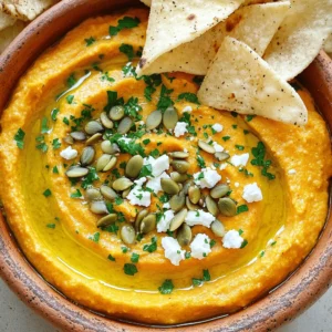To make Pumpkin Whipped Feta Dip, gather these key ingredients: - 1 cup pumpkin puree (canned or homemade) - 4 oz feta cheese, crumbled - 1/2 cup cream cheese, at room temperature - 2 tablespoons thick Greek yogurt - 1 tablespoon extra virgin olive oil - 1 teaspoon garlic powder - 1 teaspoon smoked paprika - 1/2 teaspoon sea salt - 1/4 teaspoon freshly ground black pepper - Optional: toasted pumpkin seeds for garnish - Fresh parsley, finely chopped for garnish Each ingredient plays a role in the flavor and texture of the dip. Pumpkin puree brings sweetness and earthiness. Feta adds a creamy, tangy kick. Cream cheese gives a rich mouthfeel, while Greek yogurt adds a light touch. Olive oil helps blend everything together smoothly. For the best taste, I recommend these brands: - Pumpkin Puree: Libby’s or Trader Joe’s - Feta Cheese: Athenos or Dodoni for a creamy texture - Cream Cheese: Philadelphia or any local brand - Greek Yogurt: Fage or Chobani for thick consistency If you can’t find feta, try goat cheese for a different flavor. You can swap cream cheese with ricotta for a lighter dip. Use coconut yogurt to make it dairy-free. This dip is not only tasty but also packed with nutrients. Here’s a quick breakdown per serving (assuming 6 servings): - Calories: 120 - Protein: 5g - Fat: 10g - Carbohydrates: 6g - Fiber: 1g This dip is a great way to enjoy seasonal flavors while getting some protein and healthy fats. It’s ideal for sharing at parties or enjoying during cozy nights in. For the full recipe, check out the details above. To make this dip, start by gathering all your ingredients. You will need pumpkin puree, feta cheese, cream cheese, Greek yogurt, olive oil, garlic powder, smoked paprika, sea salt, and black pepper. 1. In a medium bowl, mix the pumpkin puree, crumbled feta cheese, soft cream cheese, and Greek yogurt. Make sure to combine them well with a spatula. 2. This step is key. The mixture must be smooth before blending. Using a hand mixer or food processor will help you achieve the best texture. - Blend until the mixture is creamy. - Remember to scrape down the sides. - Gradually add the olive oil while blending. - Next, incorporate garlic powder, smoked paprika, sea salt, and black pepper. - Blend until all ingredients are mixed well. Taste your dip. If it needs more flavor, add more smoked paprika. Blend briefly again to mix. Once your dip is ready, it’s time to serve! - Transfer the dip into a nice bowl. Smooth the top for a pretty look. - For garnish, add toasted pumpkin seeds and chopped parsley. - Serve with pita chips, fresh veggies, or crusty bread. These steps will help you create a delicious Pumpkin Whipped Feta Dip. For the complete process, check out the Full Recipe. To make this dip even tastier, I suggest adding some fresh herbs. Chopped thyme or sage brings a nice touch. You can also add a squeeze of lemon juice for a zesty kick. If you love heat, try adding a pinch of cayenne pepper. This will give it a nice warmth. Experiment with different spices, like cumin or coriander, to find your favorite mix. Store any leftover dip in an airtight container. It keeps well in the fridge for up to five days. If you want to serve it warm, gently reheat it in the microwave. Just do it in short bursts, stirring in between. Avoid overheating, as it may change the texture. You can also serve it cold, as the flavors develop more over time. For the best taste, serve the dip at room temperature. This allows all the flavors to shine. If you serve it cold, let it sit out for about 30 minutes before serving. Pair it with your favorite dippers, like pita chips or veggie sticks. This makes for a fun and festive treat. For a full recipe, check the complete guide above. {{image_4}} To add a kick, try this spicy version. You can blend in a diced jalapeño or a teaspoon of cayenne pepper. The heat balances well with the creamy feta and sweet pumpkin. Adjust the spice level to fit your taste. I love using a touch of hot sauce for an extra punch. It makes the dip lively for gatherings, and your friends will rave about it. For a fresh twist, try adding herbs. Mixing in chopped fresh rosemary or thyme makes this dip smell amazing. You can use dried herbs if you prefer. Just add a teaspoon of dried oregano or basil while blending. This variation brightens the dip and pairs well with crackers or bread. It’s a great option for a fancy brunch or holiday feast. You can easily make this dip vegan. Replace feta cheese with a crumbled tofu mix. Blend the tofu with nutritional yeast for a cheesy taste. Swap the cream cheese with a dairy-free cream cheese alternative. Use coconut yogurt instead of Greek yogurt for a creamy texture. This way, everyone can enjoy this delicious dip, no matter their diet. You still get the great taste while keeping it plant-based. Check out the Full Recipe for more ideas! To keep your pumpkin whipped feta dip fresh, place it in an airtight container. This will help keep air out and maintain its flavor. Make sure the lid seals tightly. If you have any leftovers, I recommend spooning them into smaller containers. This way, you can grab just what you need later. When stored properly, your dip can last in the fridge for about 4 to 5 days. Always check for any signs of spoilage, like off smells or changes in texture. If it looks good, it should be safe to eat. Just give it a quick stir before serving again. You can freeze pumpkin whipped feta dip if you want to save some for later. Use a freezer-safe container and leave some space at the top. The dip may expand when frozen. It can last up to 3 months in the freezer. When you're ready to eat, let it thaw in the fridge overnight. After that, give it a good stir and check the taste. You may want to add a bit more seasoning to refresh its flavor. For the full recipe, check out the detailed instructions above! Yes, you can use fresh pumpkin. First, peel and chop the pumpkin. Then, cook it until soft. After that, mash or blend it into a smooth puree. This gives the dip a fresh taste, but it takes more time. Canned pumpkin is still great for convenience. To make the dip less thick, add a bit more Greek yogurt or cream cheese. You can also mix in a splash of milk or cream. Blend the dip until it reaches your desired texture. Just remember, start with small amounts. You can always add more! You can serve this dip with pita chips or fresh veggies. Slices of crusty bread also work well. Try it with crackers for a nice crunch. For a festive touch, add sliced apples or pears. They pair nicely with the creamy dip. Check the Full Recipe for more ideas! You've learned about making a delicious Pumpkin Whipped Feta Dip. We covered ingredients, steps, and tips to boost flavor. Remember to pick good brands and experiment with variations. Whether you want to store it or serve it, I shared helpful tricks. Enjoy sharing this tasty dip at your next gathering. Create your own version and make it your own! Happy cooking!