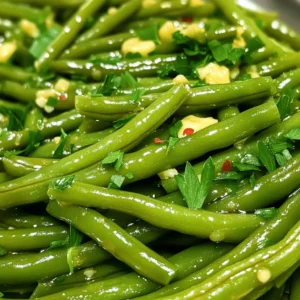 To make garlic honey butter green beans, gather these fresh ingredients: - 1 lb (450g) fresh green beans, trimmed - 3 tablespoons unsalted butter - 3 cloves garlic, finely minced - 2 tablespoons honey - 1 tablespoon soy sauce - Salt and freshly ground black pepper to taste - 1/4 teaspoon red pepper flakes (optional for a spicy kick) - Chopped fresh parsley for a vibrant garnish Fresh ingredients make a big difference in flavor. Fresh green beans are crunchy and bright. When you pick them, look for beans that snap easily. They should be a deep green color and free from blemishes. Fresh garlic adds a strong aroma and rich taste. Always choose local and seasonal produce when possible. This ensures you will get the best flavors and nutrients. If you need to substitute honey, maple syrup works well. It gives a sweet touch without losing flavor. For soy sauce, tamari is a great choice. It has a similar taste and is gluten-free. You can also try coconut aminos for a lighter, sweeter option. These swaps keep your dish tasty while fitting your needs. To make garlic honey butter green beans, we start with fresh green beans. First, bring a pot of salted water to a boil. Once boiling, add the green beans and blanch them for about 3-4 minutes. This makes them bright and tender. Next, drain them and plunge them into ice water. This step stops the cooking and keeps the beans crisp. Then, melt butter in a skillet over medium heat. When it bubbles, add minced garlic and sauté for 1-2 minutes. Stir constantly to prevent burning. If it turns brown, it will taste bitter. After the garlic becomes fragrant, add honey and soy sauce. Mix well to create a smooth sauce. Now, toss in the blanched green beans. Coat them well with the garlic honey butter sauce. Season with salt, pepper, and optional red pepper flakes for heat. Cook for another 2-3 minutes to heat through. Finally, garnish with chopped parsley for color before serving. Blanching green beans is simple if you follow these steps: - Always use a large pot for boiling water. - Add salt to the water for flavor. - Monitor the time closely. Overcooking can lead to mushy beans. - Use ice water right after boiling. This keeps the beans crunchy and bright green. - Drain well before cooking them in the skillet. Sautéing garlic is easy with these tips: - Keep the heat at medium. High heat can burn garlic quickly. - Stir constantly while cooking. This helps it cook evenly. - Use fresh, minced garlic for the best flavor. - If you see it start to brown, lower the heat immediately. - Remove it from the pan if you finish cooking before adding other ingredients. For the full recipe, refer to the section above. To boost the taste of garlic honey butter green beans, use fresh ingredients. Fresh beans have a crisp texture and bright flavor. Add a squeeze of lemon juice for a tangy twist. You can also sprinkle some lemon zest on top for extra zing. If you love herbs, try adding thyme or rosemary while cooking. They pair well with garlic and honey. For a unique touch, consider a splash of balsamic vinegar at the end. It adds depth and complexity to the dish. Cooking time is key for the perfect texture. If you like your green beans firm, blanch them for just 3 minutes. For softer beans, increase the time to 4 minutes. Keep an eye on them while cooking. You want them bright green and tender but not mushy. After blanching, quickly shock them in ice water. This will stop the cooking process and help keep their color. When you sauté them later, adjust the cooking time based on your preference. Garlic honey butter green beans are great for meal prep. You can blanch the beans a day before serving. Store them in the fridge in an airtight container. When you're ready to cook, simply sauté them in the garlic butter sauce. This method saves time and keeps the flavors fresh. You can also make the sauce ahead of time. Just reheat it while you cook the beans. This way, you’ll have a quick and tasty side dish ready to enjoy. For the full recipe, check the earlier section. {{image_4}} You can mix in other veggies to enhance your garlic honey butter green beans. Carrots, bell peppers, or snap peas work great. Just chop them into small pieces. Blanch them with the green beans for a few minutes. This adds color and flavor to your dish. You can also try adding mushrooms for an earthy taste. The mix of textures makes every bite exciting. If you like heat, try the spicy version! Start with the red pepper flakes in the recipe. For more spice, add sliced jalapeños or sriracha sauce. Just a little will do! The heat pairs well with the sweetness of honey. It creates a tasty contrast. This spicy twist will impress anyone at your dinner table. You can switch the honey for other sweeteners if you prefer. Maple syrup is a great option. It adds a different flavor but still keeps the sweetness. Agave nectar is another choice. It blends well with the garlic and butter. If you want a sugar-free option, try stevia or monk fruit sweetener. Just adjust the amount to your taste. Each sweetener brings a unique twist to the dish. For the full recipe, check out the details above. To keep your garlic honey butter green beans fresh, store them in an airtight container. Let the beans cool to room temperature before sealing them. This prevents steam from building up inside the container, which can lead to sogginess. Place the container in the fridge where they will stay good for about 3 days. When you’re ready to eat your leftovers, reheating them correctly is key. I suggest using a skillet over medium heat. Add a splash of water to help steam the beans. This method keeps them crisp and bright. Stir them gently for about 5 minutes, until they are heated through. Avoid microwaving them, as this can make them mushy. If you want to store the green beans for a longer time, freezing is a great option. First, blanch the beans as you do in the recipe. After cooling them in ice water, drain and dry them well. Then, spread them out on a baking sheet in a single layer and freeze until solid. Once frozen, transfer the beans to a freezer bag, removing as much air as possible. They can last up to 3 months in the freezer. To use, thaw them in the fridge overnight before reheating. For the full recipe, feel free to check this link: [Full Recipe]. Yes, you can use frozen green beans. They work well in this dish. Just remember, frozen beans are already blanched. You can skip the blanching step. Garlic honey butter green beans pair nicely with many dishes. They go great with grilled chicken or fish. You can also serve them with rice or quinoa. These beans add a tasty and colorful touch to any plate. To adjust for larger servings, simply increase the amount of green beans and other ingredients. For every extra pound of beans, use more butter, garlic, honey, and soy sauce. Keep the same cooking method for the best flavor. You can find the full recipe above for easy reference. This blog post explored making garlic honey butter green beans. We covered ingredient freshness, cooking tips, and variations to try. Always use fresh ingredients for the best taste. Blanch your beans just right for the perfect crunch. You can switch ingredients if needed. Remember, meal prep and storage matter too! Enjoy experimenting with different flavors and techniques. These beans can complement many dishes. Your cooking can shine with these tips! Now go and create a delightful dish that everyone will love.