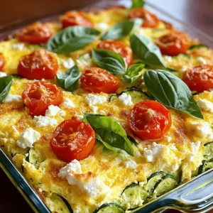 - 2 medium zucchinis, coarsely grated - 1 cup crumbled feta cheese - 6 large eggs - 1/2 cup milk (or your choice of dairy-free alternative) - 1/2 cup cherry tomatoes, halved - 1 small onion, finely chopped - 2 cloves garlic, minced - 1 teaspoon dried oregano - 1/2 teaspoon salt - 1/4 teaspoon freshly cracked black pepper - 2 tablespoons olive oil When I create a Zucchini Feta Egg Casserole, the main ingredients shine. Zucchini adds a mild taste and a nice texture. It’s healthy and blends well with other flavors. Feta cheese brings a salty and creamy element. It melts beautifully into the dish. Eggs serve as the base, binding everything together. The additional ingredients add depth. Milk, or a dairy-free option, makes the casserole rich. Cherry tomatoes burst with juices, adding sweetness. Onions and garlic bring a savory kick. When sautéed, they become soft and sweet, enhancing the dish's flavor. Seasonings are vital for taste. Dried oregano gives a warm, herbal note. Salt boosts all the flavors, and black pepper adds a hint of spice. Olive oil is perfect for sautéing, making the veggies tender and golden. This Zucchini Feta Egg Casserole is simple yet flavorful. You can find the full recipe for a delightful cooking experience that the whole family will enjoy! - Preheat oven to 375°F (190°C). - Grate 2 medium zucchinis and chop 1 small onion and 2 cloves garlic. - In a large sauté pan, heat 2 tablespoons of olive oil over medium heat. - Add the chopped onion and sauté for about 3-4 minutes until it turns soft. - Stir in the minced garlic and grated zucchini. Cook for an additional 5 minutes. - The zucchini should be tender and most of the water should be gone. Remove from heat and let it cool. - In a medium bowl, crack 6 large eggs. - Whisk them with 1/2 cup milk, 1 teaspoon dried oregano, 1/2 teaspoon salt, and 1/4 teaspoon black pepper until smooth. - Gently combine the cooled zucchini mixture, 1 cup crumbled feta cheese, and 1/2 cup halved cherry tomatoes into the egg mix. Stir carefully. - Pour the mixture into a greased 9x9-inch baking dish. - Spread it evenly across the dish. - Bake in the preheated oven for 25-30 minutes. - The casserole should be firm and the top lightly golden. Once you follow these steps, you will have a warm and tasty Zucchini Feta Egg Casserole. For the complete recipe, check out the Full Recipe section. To ensure the zucchini is not watery, start by grating it and then squeezing out the excess moisture. Place the grated zucchini in a clean kitchen towel and twist it to remove water. This step is key to avoiding a soggy casserole. For a golden top, bake the casserole until the edges are firm and the center is just set. You can also broil it for the last few minutes to get that nice, golden color. Keep an eye on it so it doesn’t burn. This casserole shines when you serve it warm. Pair it with a light salad for a fresh touch. A slice of crusty bread also makes a great side. For garnishing before serving, sprinkle fresh basil leaves on top. You can also add a few halved cherry tomatoes for color. A drizzle of olive oil can enhance the flavors even more. For the full recipe, check out the Zesty Zucchini Feta Egg Casserole. {{image_4}} You can change the cheese in this dish. If you're lactose intolerant, try a dairy-free feta. It adds a similar tang without the dairy. You can also swap feta for goat cheese. It gives a creamy texture and a unique taste. Mix in other veggies too. Bell peppers, spinach, or mushrooms work well. You can use any veggie you like. Just make sure to chop them small. This way, they mix well in the dish. To boost the flavor, add fresh herbs. Basil, parsley, or chives bring a fresh taste. You can also add a pinch of red pepper flakes for some heat. This small change can really wake up the dish. When sautéing, try using different oils. For a richer flavor, use avocado oil or garlic-infused oil. These oils can make a big difference in taste. You can explore new flavors with each swap you make. For the full recipe and more tips, check out the [Full Recipe]. After enjoying the Zucchini Feta Egg Casserole, you might have some leftovers. Store them in an airtight container. This keeps them fresh and tasty. You can place the casserole in the fridge for up to four days. When you're ready to eat, just reheat the portions in the microwave or oven. If you want to save some for later, freezing is a great option. First, let the casserole cool completely. Then, cut it into squares and wrap each piece in plastic wrap. Place the wrapped pieces in a freezer-safe bag or container. This helps keep the flavor intact. The casserole can last in the freezer for up to three months. When you are ready to eat, take a piece out and thaw it in the fridge overnight. To reheat, place it in the oven at 350°F (175°C) for about 20 minutes or until warm. You can also microwave it for a few minutes, stopping to check that it's hot all the way through. These steps ensure you enjoy your Zucchini Feta Egg Casserole without waste. For the full recipe, you can refer back to the earlier sections. Yes, you can prepare this casserole a day ahead. Just follow these steps: - Grate the zucchini and chop the onion and garlic. - Cook the zucchini mixture and let it cool. - Mix the egg base and combine with the zucchini. - Store the mixture in the fridge, covered. - Bake it fresh when you're ready to eat. This keeps the flavors bright and tasty. Absolutely! This casserole works great for meal prep. Here are some tips: - Cut the casserole into squares after baking. - Store each square in an airtight container. - You can reheat in the microwave or oven. - Pair it with a side salad or fruit for a balanced meal. Yes, feel free to swap in other veggies! Here are a few ideas: - Spinach adds a nice green touch. - Bell peppers give a sweet crunch. - Mushrooms add a savory depth. - Seasonal vegetables can keep it fresh and exciting! To make this casserole gluten-free, use these tips: - Check that your feta cheese is gluten-free. - Use gluten-free milk alternatives, like almond or oat milk. - Always read labels on packaged items for hidden gluten. - This way, everyone can enjoy this tasty dish! This casserole pairs nicely with many sides. Here are some ideas: - A light green salad with vinaigrette. - Sliced avocado for creaminess. - Crusty bread or rolls for dipping. - Fresh fruit, like berries or melon, for a sweet finish. For the full recipe, check out the Zesty Zucchini Feta Egg Casserole! This blog post explored how to make a delicious Zucchini Feta Egg Casserole. We discussed key ingredients like zucchini, feta cheese, and egg. I shared step-by-step instructions for prepping, cooking, and baking. You learned tips to perfect texture and flavor. I also offered ideas for variations and serving suggestions. In closing, this casserole is easy to make and great for meals. You can customize it to fit your tastes. Enjoy creating your own version!