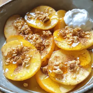 - 4 medium apples (Granny Smith or Honeycrisp recommended) - 2 tablespoons brown sugar - 1 teaspoon ground cinnamon - 1 tablespoon fresh lemon juice - 1 tablespoon melted butter or coconut oil - ¼ cup rolled oats - ¼ cup chopped nuts (walnuts or pecans) - 1 tablespoon honey (optional) For this recipe, I like to use Granny Smith or Honeycrisp apples. They give a nice balance of sweet and tart. You’ll need just a few simple ingredients to make these air fryer apples truly delightful. Brown sugar adds sweetness and a light caramel flavor. Ground cinnamon gives a warm spice that pairs perfectly with apples. Fresh lemon juice helps keep the apples bright and fresh. Melted butter or coconut oil adds richness. Rolled oats and chopped nuts bring a crunchy texture. If you want a touch of sweetness, honey is a great option. This mix of flavors creates a healthy treat that everyone will love. You can find the full recipe for making crispy cinnamon air fryer apples below. - Preheat your air fryer to 350°F (175°C). - Core and slice the apples into thin wedges. Start with fresh apples. I love Granny Smith for their tartness, but Honeycrisp works great too. Slicing the apples helps them cook evenly. Make sure to remove the core first; no one wants to bite into that! - Combine apples with lemon juice, brown sugar, and cinnamon. - Stir in melted butter or coconut oil. In a big bowl, toss the apple slices with lemon juice. This keeps them fresh and bright. Add brown sugar and cinnamon for a sweet kick. Mix in melted butter or coconut oil to add richness. This step makes every bite more delicious! - Fold in rolled oats and chopped nuts. - Transfer to air fryer basket and cook. - Shake the basket halfway through cooking. Now, fold in rolled oats and chopped nuts for crunch. Then, place the apple mix into the air fryer basket. Cook for about 10-12 minutes. Make sure to shake the basket halfway to help them cook evenly. You want them tender and slightly caramelized for the best taste! For the full recipe, check [Full Recipe]. To get the best crispy apples, avoid overcrowding the air fryer basket. If you pack them too tight, they won’t cook evenly. Instead, spread the apple slices in a single layer. You may need to cook in batches. Adjust the cooking time based on the apple variety you choose. For sweet apples like Honeycrisp, you may need less time than tart varieties like Granny Smith. To make these apples even tastier, add a pinch of nutmeg for extra flavor. This spice pairs well with cinnamon and gives a warm taste. You can also experiment with different nuts or seeds. Try walnuts, pecans, or even sunflower seeds for added crunch. For a delightful treat, pair your air fryer apples with vanilla ice cream or creamy Greek yogurt. The cold creaminess contrasts wonderfully with the warm apples. For an extra touch, garnish with more cinnamon or a handful of chopped nuts. This adds visual appeal and a nice crunch. {{image_4}} You can swap brown sugar for maple syrup. Maple syrup adds a rich flavor. It works well in the recipe. For a healthier choice, use coconut sugar. Coconut sugar has a lower glycemic index. This makes it a great option for those watching their sugar intake. Try mixing pears or peaches with the apples. This adds extra sweetness and flavor. Dried fruits, like raisins or cranberries, can boost the taste too. They provide a chewy contrast to the crispy apples. To make a vegan version, simply omit the butter. Use coconut oil instead for a great taste. For gluten-free options, pick certified oats. This keeps the dish safe for gluten-sensitive eaters. You can enjoy these air fryer apples with many dietary needs in mind. For the full recipe, check the previous section! Store your leftover apples in an airtight container. Keep them in the refrigerator. They taste best when eaten within 2-3 days. This way, you can enjoy their crispness and flavor. To reheat, use the air fryer. Set it to a low temperature and heat for a few minutes. You can also microwave the apples. Add a splash of water to keep them moist while reheating. If you want to save apples for later, freeze them after cooling. Lay them out in a single layer on a baking sheet. Once frozen, transfer them into a bag. When ready to enjoy, thaw and reheat them. Yes, any firm apple variety works well. I love Granny Smith and Honeycrisp. They add great flavor and texture. They should be tender and slightly caramelized. A fork should slide in easily, showing they are cooked just right. Yes, you can bake them in an oven at the same temperature for a similar result. Just spread them on a baking sheet and watch for that caramelization. Air-frying reduces excess oil while retaining vitamins and antioxidants from the apples. This method keeps your snack light and healthy. Consider adding granola or crushed cereal as a topping before serving. This makes the dish extra fun and crunchy! For the full recipe, check out my detailed instructions above. In summary, this guide showed you how to make flavorful air-fried apples. You learned about the key ingredients, simple steps, and helpful tips. Don't hesitate to try different fruits and sweeteners to make it your own. Remember, you can easily store any leftovers or reheat them later. Air-fried apples are tasty, healthy, and quick to prepare. Enjoy your delicious treat!
