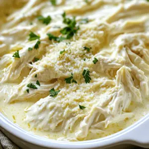 To make this savory 4 ingredient crockpot garlic parm chicken, gather these simple items: - 4 boneless, skinless chicken breasts - 1 cup heavy cream - 1 cup freshly grated Parmesan cheese - 4 cloves garlic, minced - Salt and pepper to taste - Fresh parsley, chopped (for garnish) Each ingredient plays a key role. The chicken provides the main protein, while heavy cream adds richness. Freshly grated Parmesan gives a sharp, savory flavor, and garlic brings that lovely aroma. Salt and pepper enhance the taste, and parsley adds a bright finish. These few ingredients make for a dish that’s both easy and delicious. You’ll be surprised at how much flavor you can pack into one recipe with just four key components. For the full recipe, check out the details on preparation and cooking. Start by taking your chicken breasts. Place them in the bottom of the crockpot. Make sure to arrange them in a single layer. This helps them cook evenly and stay juicy. Next, grab a bowl. Combine the heavy cream, grated Parmesan cheese, and minced garlic in it. Stir well until the mixture becomes smooth. A smooth sauce helps coat the chicken nicely. Now it’s time to coat the chicken. Carefully pour the creamy sauce over the chicken breasts. Make sure every piece is well-covered. This ensures each bite is full of flavor. Cover your crockpot with the lid. Choose either the low or high cooking setting. Cook on low for 6-7 hours or high for 3-4 hours. The chicken should become tender and fully cooked. After cooking, use two forks to shred the chicken in the sauce. This blends the chicken with the creamy sauce. The result is a flavorful and creamy dish. When serving, plate the chicken over pasta or rice. Drizzle some extra sauce from the crockpot on top. You can also garnish with more Parmesan and chopped parsley for a nice touch. This adds color and makes your dish look great. For the complete recipe, check out the Full Recipe. To make this dish extra creamy, you can add a few options. Consider using cream cheese or sour cream. Both can enhance the dish's richness. If you want more cheese flavor, increase the Parmesan. Just keep in mind that too much can overpower the garlic. For added flavor, sprinkle some dried herbs like oregano or thyme. You can even toss in some Italian seasoning. Marinating the chicken is another great idea. A few hours in a simple mix of oil, garlic, and herbs can deepen the taste. One common mistake is overcooking the chicken. If you cook it too long, it can become dry. Stick to the cooking times: low for 6-7 hours or high for 3-4 hours. Another tip is to layer the ingredients well. Place chicken at the bottom and pour the sauce on top for even cooking. {{image_4}} You can easily swap chicken for another protein. Try using turkey or pork. If you want a vegetarian option, use firm tofu. These proteins will soak up the flavors well. For dairy-free needs, use coconut cream instead of heavy cream. Nutritional yeast can replace Parmesan cheese. This way, you still get the creamy taste without dairy. You can add veggies to this dish for a complete meal. Consider green beans, broccoli, or bell peppers. They add color and nutrients. When adding veggies, adjust the cooking time. Cut them into small pieces so they cook evenly. Add them halfway through the cooking time to keep them crisp. To give your dish an Italian twist, add dried oregano or basil. These herbs boost the garlic and cheese flavors. If you want to try something different, use a smoky seasoning blend. A bit of paprika or cumin can create a unique flavor. Experiment to find your perfect mix! To keep your 4 Ingredient Crockpot Garlic Parm Chicken fresh, store leftovers in the fridge. Place the chicken in an airtight container. This helps keep it moist and flavorful. You can also use a glass dish with a tight lid. After cooking, let it cool for about 30 minutes before sealing it up. This way, it won’t steam inside. If you want to save some for later, freezing is a great option. First, let the chicken cool completely. Then, pack it in freezer-safe bags or containers. Remove as much air as possible to prevent freezer burn. For best taste, try to eat it within three months. When you're ready to eat, thaw it in the fridge overnight. Reheat it in a pot on low heat or in the microwave until warm. In the fridge, your leftovers will last about 3 to 4 days. If frozen, they can stay good for 2 to 3 months. Always check for signs of spoilage before eating. If you see any mold or if it smells off, it’s best to throw it away. Trust your senses to keep your meals safe and tasty. Yes, you can use frozen chicken. Just keep these tips in mind: - Cook on high for 4-5 hours instead of low for 6-7 hours. - Ensure the chicken is in a single layer for even cooking. - Check the internal temperature to make sure it reaches 165°F. This chicken pairs well with many sides. Here are some ideas: - Steamed broccoli for a healthy touch. - Garlic bread for a tasty addition. - Mashed potatoes for a comforting side. - A fresh green salad for a light balance. To check if your chicken is done: - Use a meat thermometer. It should read 165°F. - Look for clear juices when you cut into the chicken. - The meat should be white and not pink. Yes, an Instant Pot works great! Here’s how: - Use the sauté function to mix the sauce first. - Add the chicken and sauce. - Cook on high pressure for 8-10 minutes. - Let it release naturally for about 10 minutes. For a spicy kick, try these tips: - Add red pepper flakes to the sauce. - Mix in some hot sauce before cooking. - Use spicy garlic or add jalapeños for heat. For the full recipe, check the details above! This recipe is simple and rewarding. You learned how to prepare creamy chicken in a crockpot with just a few ingredients. Following the steps ensures tender chicken and rich flavor. From mixing the sauce to shredding the chicken, each step adds to the dish’s success. Remember, you can customize flavors and ingredients to match your taste. Fresh herbs and veggies can elevate your meal. Store leftovers properly for extended enjoyment. With this guide, you can impress anyone at your dinner table. Enjoy your cooking journey!