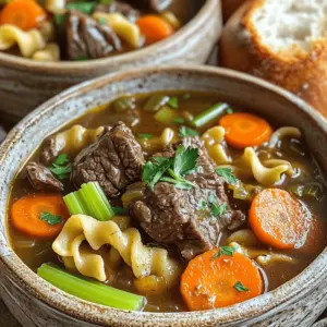 To make this dish, you need some simple and tasty items. Here are the key ingredients: - 2 lbs beef chuck roast, cut into 2-inch pieces - 1 medium onion, diced - 3 cloves garlic, minced - 4 cups beef broth - 2 cups carrots, sliced - 1 cup celery, chopped - 2 teaspoons dried thyme - 1 teaspoon dried rosemary - 1 tablespoon Worcestershire sauce - 12 oz egg noodles - 2 tablespoons cornstarch (optional, for thickening) - Salt and pepper to taste - Fresh parsley, chopped (for garnish) These ingredients work together to create a rich and hearty meal. Adding more flavors can make this dish even better. Consider these optional ingredients: - 1 cup mushrooms, sliced - 1 cup peas, frozen or fresh - 1 tablespoon soy sauce - 1 bay leaf These options can add depth and variety to your beef and noodles. If you don’t have some ingredients on hand, don’t worry! Here are some substitutes: - Beef chuck roast can be swapped for stew meat or brisket. - Use vegetable broth instead of beef broth for a lighter taste. - If you don’t have egg noodles, try using fettuccine or whole wheat noodles. - Fresh herbs can replace dried ones. Use three times the amount of fresh herbs. With these swaps, you can still enjoy a delicious meal even if you're missing a few items. Start by cutting your beef chuck roast into 2-inch pieces. This size helps the beef cook evenly. Next, heat a large skillet over medium-high heat. Once it’s hot, add the beef in a single layer. Sear the beef for 4-5 minutes. Turn the pieces to brown all sides. This step adds rich flavor to your dish. After browning, remove the beef from the skillet and set it aside. Now, grab your slow cooker. Place the browned beef into it. Then, layer in the diced onion, minced garlic, sliced carrots, and chopped celery on top of the beef. These ingredients create a tasty base. Make sure they are spread evenly for best results. Pour the beef broth into the slow cooker. Add the Worcestershire sauce for a savory kick. Sprinkle in dried thyme, dried rosemary, salt, and pepper. Stir gently to mix everything well. Cover the slow cooker with its lid. Set it to low for 8 hours or high for 4 hours. The beef will become fork-tender, perfect for shredding. About 30 minutes before serving, add the egg noodles directly to the pot. Do not stir them in yet. This allows the noodles to cook gently in the broth. If you want a thicker broth, mix cornstarch with a bit of cold water to make a slurry. Pour this into the slow cooker now. Once the noodles are cooked, taste and adjust the seasoning. Stir everything together until well combined. To get rich flavor, start by browning the beef. Sear each piece in a hot skillet. This step creates a nice crust and adds depth to your dish. Use fresh herbs like thyme and rosemary. Their fragrance will lift your meal. Don’t forget to add Worcestershire sauce. It gives a savory kick that enhances the overall taste. If you want a thicker broth, cornstarch works well. Mix cornstarch with cold water to make a slurry. Add this to the slow cooker about 30 minutes before serving. Stir gently to avoid clumps. You can also use flour for thickening if you prefer. Just sprinkle it in during the cooking process and stir well. This dish is perfect for meal prep. You can assemble all ingredients the night before. Store them in the fridge. In the morning, just plug in your slow cooker. It cooks while you go about your day. You’ll come home to a warm, hearty meal ready to enjoy. This method saves time and makes life easier! {{image_4}} You can make this dish even better by adding more veggies. Consider using: - Potatoes, diced - Peas, frozen or fresh - Green beans, chopped - Mushrooms, sliced These options boost nutrition and taste. Each vegetable adds its unique texture and flavor, making the meal more colorful and fun. While egg noodles are a classic choice, you can switch it up. Try these alternatives: - Wide rice noodles for a gluten-free option - Whole wheat noodles for added fiber - Zucchini noodles for a low-carb twist - Quinoa pasta for a protein boost Each noodle type changes the dish’s feel. Experiment to find your favorite! If you have specific dietary needs, don't worry. You can easily swap ingredients. Here are some ideas: - Use chicken or turkey instead of beef for a lighter dish - Swap beef broth for vegetable broth for a vegetarian meal - Replace Worcestershire sauce with tamari for a gluten-free option - Use coconut aminos for a soy-free alternative These swaps let everyone enjoy this dish. You can cater to different diets while keeping the flavors rich and comforting. For the full recipe, check out the Comforting Slow Cooker Beef & Noodles. After your meal, let the beef and noodles cool down. Transfer any leftovers into an airtight container. Store the container in the fridge. They will stay fresh for about three to four days. Make sure not to leave food out for more than two hours. To reheat, you can use a microwave or a stove. If using a microwave, place the beef and noodles in a bowl. Cover it with a damp paper towel. Heat for one to two minutes, stirring halfway through. If using a stove, add a little beef broth in a pan. Heat on low until warmed through, stirring gently. You can freeze the leftovers for future meals. First, cool them completely. Divide them into single servings in freezer-safe bags. Remove as much air as possible before sealing. Label the bags with the date. They can last in the freezer for up to three months. When ready to eat, thaw overnight in the fridge and reheat as mentioned above. This way, you can enjoy your savory slow cooker beef and noodles later with ease! It takes about 8 hours on low or 4 hours on high. This slow cooking makes the beef tender and full of flavor. The long cook time allows the flavors to blend well. You will love how the beef falls apart easily with a fork. Yes, you can use frozen beef. Just be sure to add extra cooking time. If cooking on low, allow an extra hour. For high setting, add 30 minutes. Frozen beef cooks well but may not brown as nicely. You can serve this dish with crusty bread or a fresh salad. Both options balance the rich flavors of the beef and noodles. Rice or mashed potatoes also make great sides. They soak up the savory broth and add comfort to your meal. If your slow cooker is smaller, reduce the amount of beef and other ingredients. For larger slow cookers, you can increase the amounts. Just keep the same cooking times. A good rule is to keep the same ratio of liquid to solid ingredients. This way, your dish will turn out great every time! Slow Cooker Beef & Noodles is simple and delicious. We covered key ingredients, cooking steps, and tips to boost flavor. You can easily adjust the recipe for your taste or diet needs. Proper storage helps keep leftovers fresh for later. Enjoy experimenting with variations and finding what works best for you. Cooking doesn’t have to be hard. Try this recipe and make mealtime easier and tasty. Enjoy your cooking adventure!