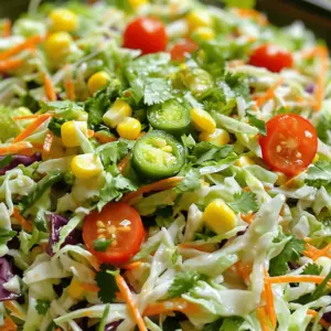 To make Easy Mexican Coleslaw, you need the following ingredients: - 4 cups green cabbage, finely shredded - 1 cup red cabbage, finely shredded - 1 medium carrot, grated - 1/2 cup fresh cilantro, chopped - 1 cup corn (fresh, frozen, or canned) - 1 medium jalapeño, finely diced (seeds removed for less heat) - 1/2 cup cherry tomatoes, halved - 1/4 cup red onion, thinly sliced - 1 teaspoon lime zest (freshly grated) - 1/3 cup fresh lime juice - 3 tablespoons extra-virgin olive oil - 1 teaspoon honey or agave syrup (for vegan options) - Salt and cracked pepper to taste You might not always have every ingredient on hand. Here are some easy swaps: - Cabbage: You can use green cabbage only or add kale for a twist. - Corn: Try black beans or chopped bell peppers if you prefer. - Jalapeño: Use bell pepper for no heat or a hotter pepper for more spice. - Honey: Maple syrup works well if you want a vegan option. - Lime Juice: Lemon juice is a good alternative if you run out. To make this coleslaw, gather these helpful tools: - A large mixing bowl for combining ingredients - A sharp knife or box grater for shredding vegetables - A whisk for mixing the dressing - A small mixing bowl for the dressing - A cutting board for easy chopping - A serving bowl to present your coleslaw This setup makes the process smooth and enjoyable. Grab these tools, and let’s create a fresh and flavorful side dish! Start by preparing your vegetables. You need to finely shred 4 cups of green cabbage and 1 cup of red cabbage. Grate 1 medium carrot and chop 1/2 cup of fresh cilantro. In a large mixing bowl, combine the cabbage, carrot, and cilantro. Mix them well to ensure a good blend. Next, add 1 cup of corn, which can be fresh, frozen, or canned. Then, take 1 medium jalapeño and finely dice it. If you want a milder taste, remove the seeds. Add the jalapeño to the bowl. Finally, include 1/2 cup of halved cherry tomatoes and 1/4 cup of thinly sliced red onion. Fold the vegetables together gently. You want to make sure they are evenly distributed. In a separate small bowl, prepare the dressing. Start by whisking together 1 teaspoon of lime zest and 1/3 cup of fresh lime juice. Then, add 3 tablespoons of extra-virgin olive oil. For sweetness, mix in 1 teaspoon of honey or agave syrup. Season with a pinch of salt and cracked pepper. Whisk until the mixture is well combined and smooth. Now it’s time to combine everything. Drizzle the dressing over the vegetable mixture. Toss gently to coat all the ingredients with the dressing. Make sure every bite is tasty. Let the coleslaw sit for at least 15 minutes at room temperature. This time allows the flavors to meld. Stir occasionally during this resting period. Before serving, taste the coleslaw. Adjust the seasoning with more salt, pepper, or lime juice if needed. Enjoy your fresh and flavorful dish! For the full recipe, check out the complete details above. To make your coleslaw pop, use fresh veggies. Fresh ingredients enhance taste. Use lime juice right before serving for the best zing. If you want a kick, add more jalapeño or even a dash of hot sauce. Mix the coleslaw and dressing just before serving. This keeps everything crisp and fresh. Serve your coleslaw in a colorful bowl. Garnish with extra cilantro and lime wedges. This adds a nice touch and invites everyone to try it. You can also serve it chilled for a refreshing bite. Pair it with grilled meats or tacos for the perfect meal. This coleslaw shines with many Mexican dishes. It goes well with tacos, burritos, or even grilled fish. Try it next to spicy enchiladas or quesadillas. The cool, crunchy texture balances well with warm, rich flavors. For a fun twist, serve it alongside a Mexican BBQ or picnic. You’ll find it complements your favorite dishes beautifully, making each meal more exciting. For the full recipe, check out the details above. {{image_4}} You can spice up your coleslaw easily! Add more jalapeños for heat. If you want more flavor, try chipotle powder. It brings a smoky taste. Mixing in some diced serrano peppers adds a nice kick. For a zesty twist, include some hot sauce in the dressing. This gives a burst of flavor and warmth. Adjust these ingredients to match your taste! Making this coleslaw vegan is simple. Just use agave syrup instead of honey. This keeps it sweet without animal products. You can also add avocado for creaminess. It gives a smooth texture and healthy fats. If you want protein, toss in some black beans. They add bulk and flavor while keeping it plant-based. Texture is key in a great coleslaw. For crunch, add nuts like walnuts or almonds. They give a nice bite and extra flavor. You can also mix in sunflower seeds for a little nutty taste. If you like fruit, try adding diced mango or pineapple. They bring sweetness and a juicy contrast to the crisp veggies. These add-ins make the dish more exciting and enjoyable! For the full recipe, check the section above. To store your leftovers, place the coleslaw in an airtight container. This helps keep it fresh. You can keep it in the fridge for up to three days. Make sure to seal the container tightly to avoid moisture loss. Keep the coleslaw and dressing separate until serving. Mixing them ahead of time can make the veggies soggy. If you want to keep it fresh longer, add the dressing right before serving. This way, it stays crunchy and vibrant. I do not recommend freezing coleslaw. Freezing can change the texture of the vegetables. If you freeze it, the cabbage will become limp when thawed. For the best taste, enjoy it fresh! You can make the dressing ahead and freeze it if needed. Just thaw it in the fridge before adding to the fresh veggies. If you don't have lime juice, you can use lemon juice. It works well in this recipe. You could also try vinegar, like apple cider or white wine vinegar. These options add a tangy flavor that brightens the coleslaw. Yes, you can make this coleslaw ahead of time. Just mix the veggies and dressing separately. Store them in the fridge. Combine them right before serving. This keeps the coleslaw crunchy and fresh. To adjust the heat, change the jalapeño amount. For less heat, remove the seeds and ribs. You can also use a milder pepper, like a bell pepper. For more heat, add extra jalapeño or try a spicier pepper. For the complete guide to making Easy Mexican Coleslaw, check out the [Full Recipe]. It includes all the steps and tips to create this tasty side dish. This blog post covered how to make Easy Mexican Coleslaw. We talked about key ingredients, tools, and step-by-step instructions. I shared tips for flavor and serving ideas, plus variations for spice and texture. Lastly, we explored storage methods and answered common questions. Enjoy making this coleslaw as a fresh side for your favorite dishes. Experiment with your own twists to make it truly yours. A simple recipe can spark joy in your cooking!