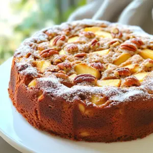 - 1 cup unsalted butter (2 sticks), browned - 1 ½ cups granulated sugar - 3 large eggs - 1 teaspoon vanilla extract - 2 cups all-purpose flour - 1 teaspoon baking powder - ½ teaspoon baking soda - ½ teaspoon salt - 1 teaspoon ground cinnamon - 2 cups apples, peeled and diced (about 2 medium apples) - 1 cup pecans, chopped - ½ cup sour cream or Greek yogurt You can make this cake your own with some easy swaps. Use salted butter if you like a saltier taste. Brown sugar can replace granulated sugar for a deeper flavor. If you run out of eggs, use a flax egg by mixing one tablespoon of flaxseed meal with three tablespoons of water. For a dairy-free option, try coconut yogurt in place of sour cream. Choose apples that feel firm and have no bruises. Look for bright colors, which show they are fresh. Varieties like Honeycrisp or Granny Smith add great flavor. When picking pecans, go for nuts that smell sweet and nutty. Avoid any that are soft or have a dusty coating. Fresh nuts give the best crunch and taste. Start by preheating your oven to 350°F (175°C). Next, grab a 9x5 inch loaf pan. Grease it well with butter. You can also flour it to ensure easy removal. If you prefer, line it with parchment paper for less mess. In a medium saucepan, melt 1 cup of unsalted butter over medium heat. Stir it occasionally. Keep cooking until it turns a golden brown. This takes about 5-7 minutes. You will notice a nutty aroma. Remove it from heat and let it cool slightly. In a large mixing bowl, whisk together the browned butter and 1 ½ cups of granulated sugar. Mix until smooth. Now, add 3 large eggs one at a time. Make sure to mix well after each one. Stir in 1 teaspoon of vanilla extract for a nice touch. In another bowl, combine 2 cups of all-purpose flour, 1 teaspoon of baking powder, ½ teaspoon of baking soda, ½ teaspoon of salt, and 1 teaspoon of ground cinnamon. Whisk these dry ingredients together. Now, gradually add the dry mixture into the wet mixture. Alternate with ½ cup of sour cream or Greek yogurt. Start and end with the flour mixture. Mix until just combined. Gently fold in 2 cups of peeled and diced apples and 1 cup of chopped pecans. Make sure they are evenly distributed throughout the batter. This will give your cake great flavor and texture. Pour the batter into your prepared loaf pan. Smooth the top with a spatula. Bake for 50-60 minutes. Check with a toothpick. It should come out clean when done. If the top browns too quickly, cover it loosely with foil. Once baked, remove it from the oven. Let the pound cake cool in the pan for about 15 minutes. Then transfer it to a wire rack to cool completely. Enjoy the delightful smell as it cools! To make brown butter, start with unsalted butter. Heat it in a medium saucepan. Stir it often to avoid burning. Watch for a golden color and nutty smell. This usually takes about 5 to 7 minutes. Once it reaches that stage, remove it from heat. Let it cool a bit before adding it to your batter. This step adds a rich flavor to your pound cake. To enhance texture, use both sour cream and eggs. These ingredients keep the cake moist. The diced apples add freshness and sweetness. Chopped pecans provide a lovely crunch. Using a mix of textures makes each bite special. For a deeper flavor, add ground cinnamon. It pairs perfectly with apples and pecans. One common mistake is overmixing the batter. Mix just until combined to keep it soft. Another mistake is not cooling the brown butter enough. If it’s too hot, it can cook the eggs. Also, remember to check your oven temperature. An oven that runs hot can burn the cake. Lastly, don’t skip the parchment paper. It helps with easy removal and keeps your cake intact. {{image_2}} You can switch up the nuts in this cake. Try walnuts or almonds instead of pecans. Each nut gives a new taste and texture. You can also change the spices. Add nutmeg or ginger for some warmth. These changes keep the cake fresh and fun. If you want a gluten-free cake, use a gluten-free flour blend. This works well in most recipes. For a dairy-free option, swap out the butter for coconut oil. Use almond milk or a dairy-free yogurt instead of sour cream. These swaps make the cake friendly for different diets. In fall, add cranberries for a tart burst. They pair well with the sweet apples. You can also mix in pumpkin spice for a cozy flavor. In winter, use citrus zest, like orange or lemon, for brightness. These seasonal add-ins make the cake even more special. To keep your pound cake fresh, wrap it tightly in plastic wrap. This helps keep moisture in. Store it at room temperature for up to three days. If you want it to last longer, place it in the fridge. Just remember, it might dry out a bit. Freezing is a great way to save extra cake. First, let the pound cake cool completely. Then, slice it into pieces. Wrap each slice in plastic wrap, then place them in a freezer bag. Remove as much air as possible. Your cake can last in the freezer for up to three months. To enjoy your pound cake again, thaw it in the fridge overnight. For a warm slice, preheat your oven to 350°F (175°C). Place the slice on a baking sheet for about 10 minutes. This warms it up nicely without drying it out. You can also use a microwave. Heat it for about 10-15 seconds at a time, checking often. Enjoy your cake warm for the best flavor! Yes, you can use brown sugar or coconut sugar. Brown sugar adds a richer taste. Coconut sugar is a great choice for a lower glycemic index. Just remember, brown sugar can make the cake a bit more moist. Adjust your baking time if you notice a change in texture. Check the cake at 50 minutes. Insert a toothpick in the center. If it comes out clean, the cake is done. If it has batter on it, bake a little longer. The top should also be golden brown. If it browns too fast, cover it loosely with foil. This cake is great on its own. You can add a dusting of powdered sugar for a nice touch. Serve it with whipped cream or vanilla ice cream for extra flavor. A scoop of ice cream melts nicely on warm cake. Fresh apple slices or more chopped pecans can add a lovely garnish. In this blog post, we explored the delicious journey of making a Brown Butter Apple Pecan Pound Cake. We covered key ingredients, substitutions, and how to choose the best apples and pecans. I shared step-by-step baking instructions, handy tips for perfecting the brown butter, and common mistakes to avoid. We also discussed tasty variations and how to store your leftovers. Remember, this cake is all about flavor and comfort. Enjoy sharing it with family and friends!