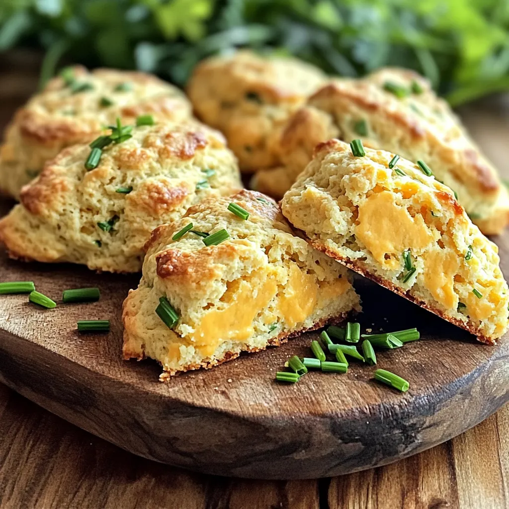 To make savory cheddar herb scones, you need a few simple items. Here’s the list: - 2 cups all-purpose flour - 1 tablespoon baking powder - 1/2 teaspoon salt - 1/4 teaspoon black pepper - 1/2 cup cold unsalted butter, cubed - 1 cup sharp cheddar cheese, grated - 1/4 cup fresh chives, chopped - 1/4 cup fresh parsley, chopped - 2/3 cup whole milk These ingredients come together to create a fluffy and tasty treat. The sharp cheddar gives a rich flavor. Fresh herbs like chives and parsley add brightness. Each bite is a delightful mix of savory goodness. When you gather your ingredients, make sure to use fresh herbs and good quality cheese. This choice helps enhance the flavor of the scones. Each component plays an important role in making your scones stand out. Enjoy the process of measuring and mixing these tasty ingredients! 1. Preheat your oven to 400°F (200°C). Line a baking sheet with parchment paper. This helps keep the scones from sticking. 2. In a large mixing bowl, whisk together the dry ingredients. Combine 2 cups of flour, 1 tablespoon of baking powder, 1/2 teaspoon of salt, and 1/4 teaspoon of black pepper. Make sure they mix well. 3. Cut in 1/2 cup of cold, cubed unsalted butter. You can use a pastry cutter or your fingers. Mix until the mixture looks like coarse crumbs. This step creates a flaky texture. 1. Now, stir in 1 cup of grated sharp cheddar cheese. Add 1/4 cup of chopped chives and 1/4 cup of chopped parsley. Make sure they spread evenly throughout the flour mix. 2. Gradually add 2/3 cup of whole milk. Mix gently until the dough just comes together. Be careful not to overwork it. A light touch helps keep the scones tender. 1. Turn the dough out onto a lightly floured surface. Pat it into a circle that is about 1-inch thick. 2. Using a sharp knife or a pizza cutter, slice the dough into 8 wedges. Transfer the wedges to the prepared baking sheet, leaving space between them. 3. Bake in your preheated oven for 15-18 minutes. Look for a golden brown color. A toothpick inserted into the center should come out clean. 4. Let the scones cool slightly on the baking sheet. Then, transfer them to a wire rack to cool completely. Enjoy the warm, savory goodness! To make great scones, avoid overworking the dough. When mixing, stop as soon as it comes together. Overmixing makes scones tough. Use a pastry cutter to cut cold butter into the flour mixture. You want small pieces, like peas. This helps create a flaky texture. You can change the herbs to suit your taste. Try rosemary or thyme for a different twist. You can also use cheese alternatives. Feta adds a tangy flavor, while mozzarella brings creaminess. Experiment with different flavors to find your favorite. Serve warm scones with whipped herb butter. This adds a nice touch and enhances the flavors. You can also pair them with your favorite jam. For a rustic look, arrange scones on a wooden board. Add extra herbs for a pop of color and freshness. {{image_2}} You can change the cheese in your scones. Feta adds a nice tang. Goat cheese brings creaminess. Mozzarella gives you a softer texture. Each choice changes the flavor and feel. Try mixing different cheeses for fun tastes. If you want to switch up the herbs, go for it! Fresh basil offers a sweet touch. Thyme has a lovely earthy flavor. Dill adds a fresh kick. You can even use fresh rosemary for a bold taste. Combine herbs to create a unique blend that suits your style. Want to make gluten-free scones? Use a gluten-free flour blend. Check that it has a good mix of starches. Almond flour is another option, but use it wisely. You may need to adjust the liquid. Keep an eye on the dough's texture. The key is to make it soft but not sticky. Enjoy your scones without gluten! To keep your savory cheddar herb scones fresh, store them in an airtight container. Place a piece of parchment paper between layers to prevent sticking. They stay good at room temperature for up to two days. If your kitchen is warm, you may want to keep them in the fridge. This helps keep them fresh longer. If you want to save scones for later, freezing is a great option. Allow the scones to cool completely. Then, wrap each one in plastic wrap. Place the wrapped scones in a freezer-safe bag. They can last up to three months in the freezer. When you are ready to eat them, just take out what you need. To reheat your scones, avoid the microwave. Instead, use the oven for the best texture. Preheat your oven to 350°F (175°C). Place scones on a baking sheet. Heat for about 10 minutes. This method warms them without making them soggy. Enjoy your scones warm, just like fresh from the oven! Savory cheddar herb scones can last for about 2 to 3 days when stored in an airtight container. Keep them at room temperature. For longer freshness, you can refrigerate them for about a week. If you want to keep them longer, consider freezing them. Yes, you can make the dough in advance. Wrap it tightly in plastic wrap and keep it in the fridge for up to 24 hours. When you're ready to bake, just roll it out and cut it into wedges. This makes it easier to enjoy fresh scones anytime. Serve these scones warm for the best taste. You can spread whipped herb butter on top or pair them with your favorite jam. They look great arranged on a wooden board, garnished with fresh herbs. This adds a nice rustic touch. Absolutely! Adding bacon or other cooked meats like ham can enhance the flavor. Just chop them into small pieces and mix them in with the cheese and herbs. This will give your scones a savory twist that is sure to please everyone. This blog post shared a tasty recipe for savory cheddar herb scones. We covered each step from mixing ingredients to baking golden scones. I provided tips for the perfect texture and ideas for adding flavor. You can customize with different cheeses and herbs, even make them gluten-free. Lastly, I explained how to store and reheat them for the best taste. Enjoy making these scones, and let your creativity shine in the kitchen!