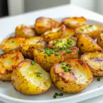 To make Air Fryer Ranch Potato Bites, gather these ingredients: - 1 pound baby potatoes, halved - 2 tablespoons olive oil - 2 tablespoons ranch seasoning mix - 1 teaspoon garlic powder - 1 teaspoon onion powder - ½ teaspoon smoked paprika - Salt and pepper to taste - Fresh chives or parsley, chopped (for garnish) You can easily swap some ingredients. If you don’t have baby potatoes, use regular potatoes. Just cut them into smaller pieces. For olive oil, try avocado oil or canola oil. If ranch seasoning is not on hand, mix dried herbs like dill and parsley with some salt. Garlic and onion powder can be replaced with fresh garlic or onion, but use less. Smoked paprika adds a nice touch, but regular paprika works too. Each serving of Air Fryer Ranch Potato Bites has about: - Calories: 180 - Protein: 3g - Carbohydrates: 26g - Fat: 7g - Fiber: 3g - Sugars: 1g These bites are a tasty snack. They have good carbs and healthy fats. Enjoy them in moderation for a balanced diet. To make Air Fryer Ranch Potato Bites, start with fresh baby potatoes. You need one pound of these small gems. First, wash them well and then slice each potato in half. This helps them cook evenly and get crispy. In a large bowl, take two tablespoons of olive oil. Pour the oil over the potato halves. Toss them gently until every piece is coated. Next, add two tablespoons of ranch seasoning mix. This gives the potatoes a tasty flavor. Then, sprinkle one teaspoon each of garlic powder and onion powder. Finally, add half a teaspoon of smoked paprika, plus salt and pepper to taste. Mix everything until the potatoes are well coated in the spices. Now that your potatoes are ready, it's time to preheat the air fryer. Set it to 400°F (200°C) and let it heat for about five minutes. Preheating is key for getting that crispy texture. While the air fryer warms up, you can prepare the potatoes, saving time for later. Once the air fryer is hot, place the seasoned potato halves in the basket. Make sure to spread them out in a single layer. Avoid crowding the basket; this helps them cook evenly. Close the air fryer and cook for 15 to 20 minutes. At the halfway mark, shake the basket gently to move the potatoes around. This ensures they brown nicely on all sides. When they’re golden and crispy on the outside but tender inside, they are done. Carefully remove the potato bites and let them cool for a couple of minutes. For a finishing touch, garnish with fresh chives or parsley before serving. Enjoy your tasty snack! For crispy potato bites, start by cutting the baby potatoes in half. This increases the surface area for crispiness. Toss them well with olive oil. Make sure each potato half gets a good coat. Don’t overcrowd the air fryer basket. Give each piece space to breathe. This helps hot air circulate and crisp them up. Shake the basket halfway through cooking. This ensures even crispiness on all sides. Aim for a golden color on the outside and a tender inside. Ranch seasoning is a star here, but you can mix it up. Try adding some cayenne pepper for heat. You can use different herbs like dill or thyme for a fresh taste. If you want a smokier flavor, more smoked paprika works wonders. Adjust salt and pepper to your liking. Fresh garlic adds great taste, so consider using minced garlic for an extra kick. Always taste as you go to find your perfect mix. These potato bites shine as a snack or side dish. Serve them with a side of ranch dressing for dipping. They pair great with grilled chicken or burgers. Add a fresh salad to make a complete meal. For a fun twist, top them with cheese and jalapeños. Fresh chives or parsley as a garnish adds color and flavor. Enjoy them hot for the best taste! {{image_2}} You can change up the flavor of your ranch potato bites. Try using taco seasoning for a zesty twist. A sprinkle of Cajun spice brings a kick. You can even use Italian seasoning for a herby taste. Just mix your choice into the olive oil before coating the potatoes. This small change can make a big difference. While baby potatoes work great, other types can shine too. Yukon gold potatoes give a buttery flavor. Red potatoes add a nice color and sweetness. You can even use sweet potatoes for a healthier option. Just remember to cut them into similar sizes for even cooking. Air frying is fast and makes the potatoes crispy. In an oven, the cooking time is longer, but you can make larger batches. If you use the oven, set it to 425°F (220°C). Spread the potatoes on a baking sheet, and bake for about 25-30 minutes. Shake them halfway through to get that golden color. Both methods yield tasty results; it just depends on your time and tools. After enjoying your Air Fryer Ranch Potato Bites, store any leftovers in an airtight container. Let them cool first to avoid steam buildup. Keep the container in the fridge for up to three days. This way, you can enjoy those tasty bites again! To reheat, place the potato bites back in the air fryer. Set it to 350°F (175°C) and cook for about 5-7 minutes. This method keeps them crispy. You can also use a microwave, but they may lose their crunch. If you choose the microwave, heat in short bursts of 30 seconds until warm. You can freeze Air Fryer Ranch Potato Bites for up to three months. To do this, let them cool completely. Then, place them in a freezer bag and remove as much air as possible. When you’re ready to eat, thaw them in the fridge overnight. Reheat them in the air fryer to get that crispy texture back. Enjoy your snack anytime! You should cook air fryer ranch potato bites for 15 to 20 minutes. Set your air fryer to 400°F (200°C). Shake the basket halfway through cooking. This helps them cook evenly. They should be golden and crispy when done. Yes, you can make these potatoes ahead of time. Cook them fully and let them cool. Store them in an airtight container in the fridge. They will stay fresh for up to three days. Reheat them in the air fryer for a crispy finish. Most air fryers work well for this recipe. I recommend models with a good capacity. A basket-style air fryer helps with even cooking. Brands like Philips or Ninja are popular for their reliability. Check the manual for optimal cooking times. Air fryer ranch potato bites can be a healthy snack. They use less oil than frying. Baby potatoes provide vitamins and fiber. The ranch seasoning adds flavor without extra calories. Enjoy them in moderation as part of a balanced diet. Cooking air fryer ranch potato bites is simple and fun. You learned the right ingredients and how to prepare them. I shared tips for perfect texture and tasty pairs. You also found ways to store leftovers and reheat them easily. Try out different seasonings or types of potatoes for fun twists. Enjoy these tasty bites as a snack or meal side. Happy cooking!