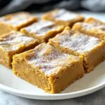 - 1 cup unsalted butter - 1 cup brown sugar - 1/2 cup granulated sugar - 2 large eggs - 1 teaspoon vanilla extract The base of these blondies starts with unsalted butter. I love using it because it gives the blondies a rich flavor. Browning the butter adds a nutty taste that makes these treats special. Next, we need brown sugar and granulated sugar. Brown sugar adds moisture and depth, while granulated sugar helps create a nice balance of sweetness. You'll also need two large eggs to bind the mixture together and one teaspoon of vanilla extract for that warm, comforting aroma. - 1 cup pumpkin puree - 2 cups all-purpose flour - 1 teaspoon baking powder - 1/2 teaspoon baking soda - 1 teaspoon ground cinnamon - 1/2 teaspoon ground nutmeg - 1/4 teaspoon salt Now, let's talk about flavor enhancers. The pumpkin puree is the star of the show, bringing moisture and a lovely color. Flour, baking powder, and baking soda give the blondies structure and help them rise. The spices, ground cinnamon and nutmeg, add warmth and depth of flavor. Finally, a pinch of salt balances all the sweet elements. - 1 cup chocolate chips or nuts For those who want a little extra, add chocolate chips or nuts. Both options add a great texture and can take these blondies to the next level. Chocolate chips melt into gooey pockets of sweetness, while nuts add a delightful crunch. Choose one or both to customize your blondies just how you like them! - Preheat the oven to 350°F (175°C). - Grease or line a 9x13 inch baking pan. How do you brown the butter? You melt the butter over medium heat. Stir it often. Watch the color change to golden brown. You will smell a nutty aroma. This step takes about 5-7 minutes. Remove the pan from heat and let it cool slightly. What comes next after browning the butter? You combine the brown sugar and granulated sugar with the butter. Mix until well blended. Allow it to cool a bit, then add the eggs one at a time. Whisk well after each egg. Next, stir in the vanilla extract and pumpkin puree until combined. How do you prepare the dry ingredients? In a separate bowl, whisk together the flour, baking powder, baking soda, cinnamon, nutmeg, and salt. This step makes sure the spices mix evenly. How do you bake the blondies? Pour the batter into the prepared pan. Smooth the top with a spatula. Bake for 25-30 minutes. Check if they are done by inserting a toothpick. If it comes out clean, they are ready. How do you cool the blondies after baking? Let them cool in the pan for about 10 minutes. Then, transfer them to a wire rack. This helps them cool completely before cutting. To get that rich brown butter, melt it in a medium saucepan over medium heat. Stir it often. You want to see the butter turn a golden brown. This takes about 5 to 7 minutes. Watch closely as it can burn quickly. The nutty aroma is a good sign your butter is ready. Once you smell that, remove it from the heat and let it cool slightly. When mixing the batter, avoid overmixing. This keeps the blondies soft and chewy. Combine the wet and dry ingredients until just mixed. If you want to add chocolate chips or nuts, fold them in gently. Mixing too much can make your blondies tough, which is not what we want. For a pretty presentation, cut the blondies into squares. Serve them on a rustic wooden board. Dust them with powdered sugar for a nice touch. A sprinkle of cinnamon adds warmth and color. Pair these treats with whipped cream or vanilla ice cream. This makes for a delightful dessert that everyone will love! {{image_2}} You can change the spices in this recipe for different tastes. If you want a warmer flavor, add more cinnamon or nutmeg. For a zing, try adding ginger or cloves. You can also switch the sweeteners. Use maple syrup or coconut sugar for a unique twist. Just keep in mind that these options may change the texture a bit. Making these blondies gluten-free is easy. Just use a gluten-free flour blend instead of all-purpose flour. Check the blend for xanthan gum, which helps the texture. If you prefer vegan options, replace eggs with flax eggs. Mix one tablespoon of flaxseed meal with three tablespoons of water. Let it sit until it thickens. You can also use coconut oil in place of butter for a dairy-free treat. Seasonal toppings can make these blondies even better. Drizzle caramel sauce on top for a rich flavor. You can also try adding chopped dried fruits, like cranberries or apricots, for a chewy bite. Seeds like pumpkin or sunflower can add crunch and health benefits, too. These small changes can enhance the flavor and make your blondies stand out! To keep your blondies fresh, store them at room temperature. Use an airtight container to prevent them from drying out. If you like, you can layer them with parchment paper. This will ensure they do not stick together. For best results, enjoy them within five days. If you want to save some blondies for later, freezing works great. First, let the blondies cool completely. Then, wrap them tightly in plastic wrap. For extra protection, place the wrapped blondies in a freezer bag. They can last up to three months in the freezer. When you’re ready to eat, just take them out and let them thaw at room temperature. To enjoy your blondies warm, reheating is easy. Use a microwave for quick warmth. Heat them for about 10-15 seconds. You can also place them in an oven set to 350°F. Wrap them in foil to keep them moist. Bake for about 5-10 minutes. This way, they stay soft and delicious! Yes, you can use fresh pumpkin. Fresh pumpkin gives a great taste. However, it takes time to prepare. You need to peel, seed, and cook the pumpkin. This can be a fun task, but it adds steps to your cooking. Canned pumpkin is ready to use and saves time. Both options work well in the recipe. Choose what fits your schedule and taste. These blondies stay fresh for about three days at room temperature. Keep them in an airtight container. If you store them in the fridge, they can last up to a week. The cold helps keep them moist. Just make sure to let them warm up a bit before eating. They taste great warm! Yes, you can add both nuts and chocolate chips. Chopped walnuts or pecans add a nice crunch. Chocolate chips make the blondies sweet and rich. You can mix in about one cup of your choice into the batter. Just fold them in gently at the end. This makes each bite even more delicious! You learned how to make delicious pumpkin blondies using simple ingredients. We explored key steps, from browning the butter to saving leftovers. Remember, you can modify the recipe to suit your taste or diet. Whether you choose nuts, chocolate chips, or seasonal twists, these blondies will delight everyone. Enjoy sharing your tasty creation! Stay confident in your baking. You are now ready to create something special.