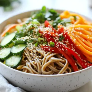 To make spicy sesame noodle bowls, gather these simple ingredients: - 8 oz. soba noodles (or any noodles of choice) - 2 tablespoons sesame oil - 1 tablespoon soy sauce (or tamari for gluten-free) - 1 tablespoon rice vinegar - 1 tablespoon chili garlic sauce (adjust for spice preference) - 1 tablespoon toasted sesame seeds - 1 cup shredded carrots - 1 cup cucumber, julienned - 1 red bell pepper, thinly sliced - 2 green onions, sliced - Fresh cilantro or basil for garnish - Salt to taste You can switch out soba noodles for other types. Here are some tasty choices: - Rice noodles: These are light and soak up flavors well. - Udon noodles: Thick and chewy, they add a unique texture. - Spaghetti: A common pantry staple that works in a pinch. - Zucchini noodles: For a low-carb option, try spiralized zucchini. Garnishes add flavor and color. Here are some ideas: - Chopped fresh cilantro: It adds a bright, herbaceous note. - Basil leaves: Sweet basil gives a fragrant touch. - Crushed peanuts: They add crunch and nutty flavor. - Extra chili flakes: For those who love more heat. - Lime wedges: A splash of lime juice brightens the dish. Feel free to mix and match based on what you like! {{ingredient_image_1}} To start, bring a pot of water to a boil. Add 8 ounces of soba noodles. Cook them according to the package instructions. This usually takes about 5-6 minutes. Stir the noodles gently to keep them from sticking. Once they are done, drain them in a colander. Rinse them under cold water to stop the cooking. This step keeps the noodles fresh and firm. Set the noodles aside while you prepare the sauce. In a large bowl, combine several ingredients to make the sauce. Use 2 tablespoons of sesame oil for a rich flavor. Add 1 tablespoon of soy sauce or tamari if you're gluten-free. Next, pour in 1 tablespoon of rice vinegar for a tangy kick. The star of the sauce is 1 tablespoon of chili garlic sauce, which brings heat. Feel free to adjust this amount based on how spicy you want your dish. Whisk these together until they mix well. This sauce will coat the noodles and give them a delicious taste. Now it's time to bring everything together. Add the cooked soba noodles to the bowl with the sauce. Toss them gently to coat the noodles evenly. Next, add 1 cup of shredded carrots, 1 cup of julienned cucumber, and 1 thinly sliced red bell pepper. Mix well to ensure the vegetables spread throughout the noodles. Sprinkle 1 tablespoon of toasted sesame seeds and sliced green onions on top. Adjust salt to taste. Toss everything lightly for a final mix. Finally, serve the noodle bowls in individual bowls. Garnish each bowl with fresh cilantro or basil for that aromatic touch. To make your Spicy Sesame Noodle Bowls just right, adjust the chili garlic sauce. If you like it spicy, use more sauce. If you prefer mild, add less. It is easy to change the heat! You can also add fresh chili slices. This gives a nice kick without changing the base sauce. These noodle bowls are perfect for meal prep. Cook a big batch of noodles and store them in the fridge. Make the sauce ahead, too. Mix the sauce and noodles just before serving. Add fresh veggies on the day you eat. This keeps them crisp and tasty. If you're cooking for many, double the recipe. Use a large bowl to mix everything. Cook the noodles in batches if needed. Set up a noodle bar with toppings. Let guests customize their bowls with their favorite veggies and herbs. This makes the meal fun and interactive. Pro Tips Cook Noodles Al Dente: Ensure your noodles are cooked al dente for the perfect texture that holds up well with the sauce and vegetables. Adjust Spice Levels: Feel free to adjust the amount of chili garlic sauce based on your spice preference; you can even omit it for a milder flavor. Fresh Herbs for Flavor: Garnish with fresh cilantro or basil to add a burst of flavor and freshness to your noodle bowl. Make It a Meal: Add protein like grilled chicken, tofu, or shrimp to make this noodle bowl a complete meal. {{image_2}} You can easily make this dish vegan. Simply use tamari instead of soy sauce. This swap keeps it gluten-free too. For the chili garlic sauce, pick a brand that is vegan-friendly. If you want added flavor, try adding some crushed tofu. Just sauté it in sesame oil until golden. This adds protein and texture to your meal. If you want to add protein, there are many choices. Cooked chicken, shrimp, or beef all pair well. For a vegetarian option, try edamame or chickpeas. Just toss them in with the noodles and sauce. They add a hearty bite and boost nutrition. For a quick option, consider using rotisserie chicken. It saves time and adds great flavor. Switching up veggies keeps your dish fresh. In the spring, add snap peas or asparagus. In the summer, try fresh corn or zucchini. In the fall, butternut squash or sweet potatoes work well. During winter, you can use kale or Brussels sprouts. Using seasonal produce not only tastes better, but it also supports local farms. Plus, it adds color to your bowl! After making your spicy sesame noodle bowls, let them cool down. Place any leftovers in an airtight container. They can stay fresh in the fridge for up to three days. When you’re ready to eat, check for any signs of spoilage, like off smells or color changes. You can freeze these noodle bowls, but it's best to store the sauce and noodles separately. Use freezer-safe containers. The noodles can freeze well for about one month. When freezing, make sure to label the containers with the date. This helps you know when to use them. To reheat, you have a few options. You can use the microwave or a stovetop. If using a microwave, place the noodles in a bowl, cover it, and heat for 1-2 minutes. Stir halfway through for even heating. On the stovetop, add a splash of water to a pan. Heat over low until warm. Enjoy your noodles fresh! To make spicy sesame noodle bowls gluten-free, choose gluten-free noodles. You can use rice noodles or zucchini noodles. Also, use tamari instead of soy sauce. Tamari tastes similar but does not have gluten. This way, you still enjoy great flavor while being mindful of dietary needs. If you can't find soba noodles, don't worry! You can use other noodles. Rice noodles work well. They cook quick and have a nice texture. You could also try spaghetti or whole wheat pasta. Just remember to adjust the cooking time based on the noodle type. The goal is to keep the dish tasty and fun. Want more heat? Add extra chili garlic sauce! Start with a little and taste as you go. You can also mix in some crushed red pepper flakes. For a fresh kick, try adding sliced fresh jalapeños or Thai bird chilies. Just remember, spice can sneak up on you, so go slow to find your perfect heat level! You learned about the key ingredients and how to cook noodles perfectly. We covered tips for spice levels and meal prep to make cooking easier. You can adapt recipes for special diets and use seasonal veggies for more flavor. Remember to store your dish correctly for later. With these insights, you can enjoy tasty noodle bowls any time. Cooking is fun, so get creative and share your new dishes with others.