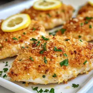 - 4 boneless, skinless chicken breasts - 1 cup breadcrumbs (panko preferred for crunch) - 1 cup grated Parmesan cheese - 2 teaspoons garlic powder - 1 teaspoon Italian seasoning - 1/2 teaspoon salt - 1/4 teaspoon black pepper - 2 large eggs - 1/4 cup all-purpose flour - Olive oil spray or cooking oil To make crispy Parmesan crusted chicken, you need a few simple ingredients. First, grab four chicken breasts. They should be boneless and skinless. This keeps the dish light and easy to eat. Next, you will need breadcrumbs. I always prefer panko because it gives a great crunch. You also need grated Parmesan cheese. This cheese adds a rich flavor that you can't miss. For seasoning, use garlic powder and Italian seasoning. These will make the chicken taste amazing. Don’t forget salt and black pepper for extra flavor. You will also need two eggs and a bit of all-purpose flour. The flour helps the coating stick better. Finally, an olive oil spray or cooking oil will help the chicken brown in the oven. With these ingredients, you are ready to create a tasty and crispy chicken dish. Using fresh and quality items will make a big difference in taste. {{ingredient_image_1}} First, preheat your oven to 400°F (200°C). This helps the chicken cook evenly. Next, prepare a baking sheet. You can line it with parchment paper or lightly grease it. In a shallow dish, mix the breadcrumbs, grated Parmesan cheese, garlic powder, Italian seasoning, salt, and black pepper. Stir until everything is well combined. In another shallow dish, beat the two large eggs. Finally, place the flour in a third dish. This setup is key for dredging the chicken. Take each chicken breast and dredge it in flour. Make sure each piece is fully coated. Shake off any excess flour. Then, dip the floured chicken into the beaten eggs. Be sure to coat it thoroughly. After that, press the chicken breast into the breadcrumb and Parmesan mix. Cover both sides completely. This coating gives the chicken its crispy texture. Now, lay the coated chicken breasts onto your prepared baking sheet. If you want extra crispiness, lightly spray the tops with olive oil. Bake in your preheated oven for 25–30 minutes. The chicken is done when it reaches an internal temperature of 165°F (74°C) and the coating is golden brown. Once you take it out, let the chicken rest for a few minutes. This step makes the meat juicier and more enjoyable to eat. - Use panko breadcrumbs. They add great crunch to your chicken. - Lightly spray the chicken with olive oil. This boosts crispiness while baking. - Rest the chicken after baking. This helps keep the juices inside. - Cook until the internal temperature is 165°F (74°C). A meat thermometer is helpful. - Garnish with fresh parsley and lemon wedges. They add color and brightness. - Serve with roasted vegetables or a fresh salad. These sides balance the meal nicely. Pro Tips Use Panko Breadcrumbs: For an extra crunch, opt for panko breadcrumbs instead of regular ones. They create a lighter, crispier texture that elevates the dish. Season the Flour: Don't forget to season the flour with a pinch of salt and pepper. This adds an additional layer of flavor to the chicken before it even hits the egg wash. Let It Rest: After baking, allow the chicken to rest for a few minutes. This helps retain the juices, resulting in tender and flavorful meat. Experiment with Cheese: Feel free to mix different cheese types into the breadcrumb mixture, such as mozzarella or cheddar, for a unique twist on flavor. {{image_2}} You can make your crispy Parmesan crust even tastier. Try adding herbs like rosemary or thyme. A pinch of paprika gives a nice kick. You can also mix different cheeses for a richer flavor. Blend in some mozzarella or cheddar with the Parmesan. This adds great depth to the taste. You can switch up how you cook the chicken too. Air frying gives you a healthier option. It still gets crispy and tastes amazing. Preheat your air fryer to 375°F (190°C) and cook for about 20 minutes. This method uses less oil but keeps the crunch. Grilling is another fun way to prepare this dish. Just coat the chicken and grill over medium heat. Cook each side for about six to eight minutes. This gives the chicken a smoky flavor that’s hard to resist. If you want to change things up, you can swap ingredients. Whole wheat or gluten-free breadcrumbs work great. They give the same crunch without the gluten. For chicken, you can use thighs or tenders instead of breasts. They are juicier and very flavorful. To keep your crispy Parmesan crusted chicken fresh, store it in the refrigerator. Place the chicken in an airtight container. This will help keep moisture out, and it will stay tasty longer. If you have a lot of chicken, you can also wrap it in plastic wrap or foil before putting it in a container. For freezing, let the chicken cool first. Then, wrap each piece in plastic wrap. Place the wrapped chicken in a freezer bag. Try to remove as much air as possible. This helps avoid freezer burn. The chicken can stay good in the freezer for about three months. When reheating crispy chicken, the goal is to keep it crispy. The best way to do this is in the oven or air fryer. Preheat your oven to 375°F (190°C). Place the chicken on a baking sheet and cover it loosely with foil. This keeps it warm without making it soggy. Heat for about 10-15 minutes, checking to avoid overcooking. If using an air fryer, set it to 350°F (175°C). Place the chicken in the basket in a single layer. Cook for around 5-8 minutes or until it’s hot and crisp. This method gives you a great crunch back. In the fridge, crispy chicken lasts about 3-4 days. Make sure to check for any signs of spoilage before eating. Look for changes in color, smell, or texture. If the chicken feels slimy or has an off smell, it is best to throw it away. Always prioritize your safety first! You can pair crispy Parmesan crusted chicken with many side dishes. Here are some tasty ideas: - Roasted vegetables: Carrots, broccoli, or bell peppers add color and nutrition. - Fresh salad: A simple green salad with vinaigrette brings a nice crunch. - Mashed potatoes: Creamy potatoes balance the crispy chicken well. - Rice pilaf: Fluffy rice with herbs complements the flavors. - Garlic bread: This adds a comforting touch to the meal. These sides will enhance your chicken dish and make a full meal. Yes, you can prepare crispy Parmesan crusted chicken ahead of time. Here is how: 1. Prep the chicken: Follow the recipe and coat the chicken. 2. Chill: Place the coated chicken on a baking sheet and cover it. Keep it in the fridge for up to 24 hours. 3. Reheat: When ready to bake, remove it from the fridge. Bake it straight from the fridge for best results. This method saves time on busy days and keeps dinner stress-free. To check if the chicken is fully cooked, use a meat thermometer. Here’s how: - Insert the thermometer into the thickest part of the chicken. - The internal temperature should reach 165°F (74°C) for safety. - Look for juices running clear, not pink, when you cut into it. These tips ensure your chicken is juicy and safe to eat. This blog post guided you through making crispy Parmesan crusted chicken. You learned the ingredients needed, the step-by-step cooking method, and how to add flavor. I shared tips for extra crispiness and keeping your chicken juicy. You can explore variations like grilling or using different crumbs. Now, you have the tools to whip up this dish and impress your family. Enjoy your delicious meal and get creative with your servings!