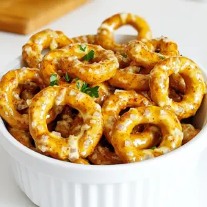 - 1 bag of mini pretzels (about 16 oz) - 1/2 cup vegetable oil - 1 packet ranch dressing mix - 1 teaspoon garlic powder - 1 teaspoon onion powder - 1 teaspoon cayenne pepper (or to taste) - 1 teaspoon paprika - 1/4 teaspoon black pepper To make spicy ranch pretzels, you need a few simple ingredients. The base is mini pretzels. A bag of about 16 ounces works best. You also need vegetable oil to help the spices stick. Next, grab a packet of ranch dressing mix. This gives the pretzels a nice, tangy flavor. Garlic powder and onion powder add more depth to the taste. For heat, cayenne pepper is a must. Adjust the amount to how spicy you want your snacks. Paprika adds a mild smokiness, and black pepper gives a touch of warmth. You can also customize these pretzels! Try adding cheese powder for a cheesy kick or some dried herbs for an extra layer of flavor. The options are endless! Start by gathering your ingredients. You will need vegetable oil, ranch dressing mix, and spices like garlic powder, onion powder, cayenne pepper, paprika, and black pepper. In a large mixing bowl, pour in the vegetable oil. Then, add the ranch dressing mix, garlic powder, onion powder, cayenne pepper, paprika, and black pepper. Use a whisk to mix everything together. Whisk until all the ingredients blend smoothly, with no lumps left. This step is crucial for a uniform flavor. Once the spicy ranch mixture is ready, it’s time to coat the pretzels. Open the bag of mini pretzels and add them to the bowl. Use your hands or a spatula to toss them well. Make sure every pretzel gets a good coating of the spicy ranch mixture. This ensures that every bite is packed with flavor. Now, preheat your oven to 250°F (120°C). While the oven heats, spread the coated pretzels in a single layer on a baking sheet lined with parchment paper. This helps prevent sticking and makes cleanup easier. Bake the pretzels for 30 minutes. Be sure to stir them every 10 minutes. This helps achieve an even coating and browning. After baking, remove the pretzels from the oven and let them cool completely on the sheet. As they cool, they will become nice and crispy. - Use a fun bowl or jar to serve your pretzels. A clear glass jar shows off the colors. - Garnish with fresh parsley or chives for a splash of green. It makes them look great! - Pair these pretzels with drinks like soda, beer, or lemonade. They balance the spice well. - Serve with other snacks like cheese cubes or veggie sticks for a fun mix. - Want more heat? Add more cayenne pepper! Start with a little, then taste test. - You can also swap spices. Try adding chili powder or cumin for a different flavor. - If you love herbs, mix in dried dill or oregano for a new twist. - Try serving these pretzels with ranch or blue cheese dip. They complement the spice nicely. - You can make a quick dip by mixing sour cream with ranch dressing. Easy and tasty! - If you want something spicy, combine cream cheese with hot sauce. It’s a bold choice! {{image_2}} You can use different types of pretzels for this recipe. Mini pretzels work well, but you can also try traditional pretzel shapes. They add a fun twist. You might want to explore pretzels with flavors like cheese or garlic. These flavors mix well with the ranch taste. If you need gluten-free options, look for gluten-free pretzel brands. They taste great and fit your diet. Always check the labels to ensure they meet your needs. Want to make your pretzels even more unique? Try using homemade ranch seasoning. Just mix garlic powder, onion powder, and dried herbs. You can control how much flavor you want. If you like it spicy, think about buffalo or chili lime mixes. These add a kick that some people love. Adjust the heat to fit your taste. If you enjoy spicy ranch pretzels, you might also like spicy popcorn or seasoned nuts. They have similar flavors and textures. These snacks are perfect for parties or movie nights. You can mix pretzels with other snacks on a platter. This makes a fun snack board. Add some cheese, crackers, or fresh veggies for variety. Your guests will enjoy the options! To keep your spicy ranch pretzels fresh, store them in an airtight container. This helps prevent air and moisture from getting in. When stored this way, they can last up to two weeks. Make sure the container is clean and dry before adding the pretzels. This protects their crunch and flavor. You can freeze spicy ranch pretzels if you want to save some for later. First, let them cool completely. Then, place the pretzels in a freezer-safe bag. Remove as much air as you can before sealing. When you want to enjoy them again, take them out and reheat in the oven at 250°F (120°C) for about 10 minutes. This helps keep their taste and texture. To avoid moisture, always keep the pretzels sealed when not in use. If they do become soft, you can revive them. Just spread them on a baking sheet and bake at 250°F (120°C) for about 10 minutes. This will bring back their crunch and make them tasty again. Spicy ranch pretzels last about 1 to 2 weeks when stored properly. Keep them in an airtight container at room temperature. This will help maintain their crunch and flavor. If they get soft, you can crisp them up in the oven for a few minutes. Yes, you can make these pretzels ahead of time. They are perfect for parties or game days. Just follow the recipe and store them once they cool. Make sure to use an airtight container to keep them fresh. If the pretzels are too spicy, try serving them with a cooling dip. A yogurt or sour cream dip can balance the heat. You can also mix the spicy pretzels with plain ones to tone down the spice level. You can find pre-made spicy ranch pretzels at most grocery stores. Look for brands like Snyder's or Utz. You can also check online retailers for more options. Many local shops carry tasty versions too! In this post, you learned how to make spicy ranch pretzels. We covered ingredients, step-by-step instructions, and helpful tips. You can customize flavors and enhance them with dips. Storing pretzels properly helps keep them fresh and crunchy. Remember, snacks can be fun and tasty. Don't be afraid to try new variations. Make these pretzels your own and share them with friends!