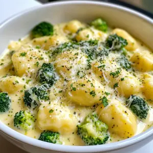 - Gnocchi (1 pound, store-bought or homemade) - Broccoli florets (2 cups) - Sharp cheddar cheese (1 cup, shredded) - Heavy cream (1 cup) - Olive oil (1 tablespoon) - Minced garlic (2 cloves) - Onion powder (1/2 teaspoon) - Seasoning (Salt and pepper to taste) - Grated Parmesan cheese (1/4 cup, for topping) - Fresh parsley (for garnish) To create this creamy broccoli cheddar gnocchi, gather all the ingredients first. The gnocchi can be store-bought or homemade, depending on your time and skill. Broccoli adds great texture and color. Sharp cheddar cheese gives a strong, rich taste. Heavy cream makes the sauce smooth and creamy. Next, you need some olive oil for sautéing. Garlic gives a nice flavor boost, while onion powder adds depth. Don't forget to season with salt and pepper to your liking. Lastly, grated Parmesan cheese on top adds a lovely finish. Fresh parsley garnishes the dish and brings a pop of color. When you have everything, you can start cooking. The right ingredients make all the difference in this simple yet delicious weeknight meal. {{ingredient_image_1}} Start by boiling a large pot of salted water. Bring it to a rolling boil. This usually takes a few minutes. Once boiling, add the gnocchi. Cook them until they float, which takes about 2-3 minutes. This means they are ready! Use a slotted spoon to gently scoop them out. Place the cooked gnocchi aside. In the same pot, add one tablespoon of olive oil. Then, add two cloves of minced garlic. Sauté them over medium heat for about one minute. You want the garlic to smell amazing. Next, add two cups of broccoli florets to the pot. Cook them for 3-4 minutes until they turn bright green and get a little tender. Now, lower the heat. Pour in one cup of heavy cream and stir it all together. Bring the mixture to a gentle simmer. After that, add one cup of shredded sharp cheddar cheese and half a teaspoon of onion powder. Mix until the cheese melts and the sauce is creamy. Don’t forget to season it with salt and pepper to taste! Add the cooked gnocchi into the creamy sauce. Gently toss the gnocchi until they are coated well. Cook everything together for an additional 2-3 minutes. This helps to warm it through. Now, it’s ready to serve! Enjoy your creamy broccoli cheddar gnocchi right away. You can use store-bought or homemade gnocchi. Store-bought gnocchi is quick and easy. Homemade gnocchi has a soft, pillowy texture. It may take longer to make but offers a fresh taste. If you choose to make it, use a simple dough of flour and potato. Roll it into small pieces for the best results. To make the sauce creamy, adjust the cream and cheese amounts. If you like it richer, add more heavy cream. For a cheesier taste, increase the cheddar cheese. You can also add garlic powder or a dash of nutmeg for extra flavor. Mixing in a bit of mustard can give it a nice tang too. Garnishing adds a nice touch to the dish. Use grated Parmesan cheese on top for a salty flavor. Fresh parsley not only looks good but also brings a fresh taste. You can also try adding chives or basil for a unique twist. These small touches make your creamy broccoli cheddar gnocchi feel special. Pro Tips Cook Gnocchi in Batches: If you're making a large batch, consider cooking the gnocchi in smaller portions to prevent them from sticking together. Use Fresh Broccoli: Fresh broccoli not only enhances the flavor but also retains more nutrients compared to frozen varieties. Sharp Cheddar for Flavor: Opt for sharp cheddar cheese for a richer flavor profile that complements the creaminess of the dish. Garnish for Presentation: A sprinkle of chopped parsley not only adds color but also freshness that balances the creaminess of the sauce. {{image_2}} You can make this dish heartier by adding protein. Chicken or shrimp works great. - For chicken, use cooked, diced pieces. Stir them into the sauce at the end. - For shrimp, cook them separately and toss them in as you mix the gnocchi. If you prefer vegetarian options, consider adding beans or lentils. They add protein and flavor without meat. You can also use tofu. Just sauté it until it’s golden. While sharp cheddar is a classic choice, you can try other cheeses. Each cheese brings a unique taste. - Gruyère gives a nutty flavor. - Fontina adds creaminess. - Goat cheese brings a tangy twist. Mixing different cheeses can also create exciting flavor profiles. Experiment to find your favorite combo! Feel free to change up the veggies in this dish. Broccoli is great, but you can use others too. - Spinach wilts well and adds nutrients. - Asparagus adds a nice crunch. - Peas bring sweetness. Seasonal swaps are fun too! In the fall, add butternut squash. In spring, try zucchini. Use what’s fresh and in season for the best taste. To store leftovers, put them in an airtight container. This keeps the gnocchi fresh and tasty. Make sure to cool it down first. You can keep it in the fridge for about 3 days. After that, the taste and texture may change. If you want to freeze your creamy broccoli cheddar gnocchi, use a freezer-safe container. Divide it into smaller portions for easy use. Wrap the container tightly with plastic wrap or foil. It can last for up to 2 months in the freezer. When you're ready to eat, thaw it overnight in the fridge. Reheat it in a pot over low heat. Add a splash of cream to help it warm up nicely. You can make this dish ahead of time. Just cook the gnocchi and sauce, then store them separately. This way, they stay fresh longer. Use glass or BPA-free plastic containers for storage. When you're ready to eat, combine them and heat. This makes for a quick and easy meal on busy nights! Gnocchi is a type of Italian pasta made from potatoes, flour, and eggs. It has a soft, pillowy texture. This dish started in Italy, where it dates back hundreds of years. Many people enjoy gnocchi because it pairs well with various sauces. You can buy gnocchi at the store or make it at home. Yes, you can make this dish gluten-free! Look for gluten-free gnocchi made from ingredients like rice flour or potato flour. These options work well in this creamy broccoli cheddar dish. Be sure to check labels for hidden gluten. You can still enjoy this meal without gluten and keep it delicious. To keep the sauce creamy, avoid cooking it on high heat. Stir the sauce gently as you cook it. Adding the cheese slowly helps it melt evenly. Make sure to use heavy cream, as it helps create a smooth texture. If your sauce starts to separate, try adding a bit more cream or cheese to bring it back together. This blog post covered how to make a creamy gnocchi dish with broccoli. You learned about ingredients, cooking steps, and tips on texture. We discussed ways to add protein and explore different cheese options. Storing leftovers and meal prep ideas were also important. Making this dish is fun and tasty. You can adjust it to your taste and needs. Enjoy cooking and sharing this meal with others!
