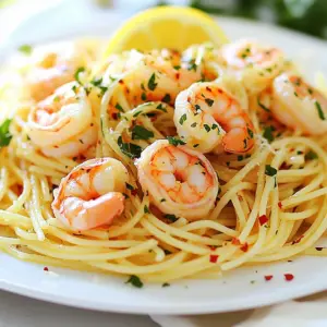 To make Lemon Garlic Shrimp Pasta, you'll need: - 8 ounces spaghetti or linguine - 1 pound large shrimp, peeled and deveined - 4 cloves garlic, minced - 1 lemon, zested and juiced - 1/4 cup unsalted butter - 1/4 cup olive oil - 1/4 teaspoon red pepper flakes - Salt and pepper to taste - 1/4 cup fresh parsley, chopped - Optional: Grated Parmesan cheese for serving Every ingredient is important. For the pasta, you can use spaghetti or linguine, depending on your taste. If you want a lighter option, use zucchini noodles instead. For the shrimp, large shrimp is best for this dish, but medium shrimp also work. If you don’t have fresh garlic, use 1/8 teaspoon of garlic powder for each clove. You can replace unsalted butter with ghee or olive oil for a dairy-free choice. If you want less heat, skip the red pepper flakes. Fresh ingredients shine in this dish. Fresh shrimp gives better flavor and texture. Always buy shrimp that smells clean and fresh. For garlic, fresh cloves are best. They add a strong, rich taste. Lemon zest adds brightness. Use fresh lemons for zest and juice. Pre-packaged lemon juice lacks the same zing. If fresh herbs are not available, you can use dried parsley. However, fresh parsley adds a pop of color and flavor. When possible, choose fresh over pre-packaged for the best results. {{ingredient_image_1}} First, fill a large pot with water. Add salt to make it taste like the sea. Bring the water to a boil. Once boiling, add 8 ounces of spaghetti or linguine. Cook the pasta according to the package instructions until it is al dente. This usually takes about 8 to 10 minutes. When it’s done, reserve 1 cup of the pasta water. Then, drain the rest. Now, grab a large skillet and place it over medium heat. Add 1/4 cup of unsalted butter and 1/4 cup of olive oil. Let them melt together. Once hot, add 4 minced garlic cloves and 1/4 teaspoon of red pepper flakes. Sauté for about 1 minute. You want to smell that garlic! Next, add 1 pound of large shrimp, peeled and deveined. Season with salt and pepper. Cook the shrimp for about 2 to 3 minutes on each side. They should turn pink and curl up. After cooking the shrimp, add the juice and zest of 1 lemon to the pan. Stir to combine. This will bring a bright flavor to the dish. Don’t forget to scrape up any bits stuck to the skillet; they add great taste! Next, toss in the cooked pasta and half of the reserved pasta water. Stir everything together. If the pasta looks dry, add more pasta water to create a light sauce. Finally, take the skillet off the heat and stir in 1/4 cup of chopped fresh parsley. This adds color and freshness. Adjust the seasoning to taste. Enjoy your dish hot, and sprinkle grated Parmesan cheese on top if you like. To get shrimp just right, start with fresh shrimp. Look for large shrimp that are pink and firm. When cooking, heat your skillet over medium heat. Add butter and olive oil, then garlic. This makes a tasty base. Add shrimp next. Cook them for 2-3 minutes on each side. The shrimp should turn pink and curl slightly. This shows they are done. If you overcook shrimp, they can become tough. Remember, shrimp cook fast! Seasoning is key to great flavor. Use salt and pepper to taste. Red pepper flakes add a nice kick. You can adjust the amount based on your spice level. If you want a bolder lemon taste, add more lemon juice. The lemon zest gives a fresh aroma. Also, consider adding fresh herbs like parsley. They brighten the dish and add color. Taste as you go, and make adjustments! This dish works well for meal prep. You can cook the shrimp and pasta in advance. Store them separately to keep the pasta from getting soggy. When you’re ready to eat, just reheat them. You can add a splash of olive oil or pasta water to keep it moist. This way, you get a fresh taste even after storing. Enjoy a healthy meal in no time! Pro Tips Fresh Shrimp is Best: Always use the freshest shrimp you can find for the best flavor and texture. If possible, buy them from a reputable seafood market on the day of cooking. Don't Overcook the Shrimp: Shrimp cooks very quickly; once they turn pink and opaque, they're done. Overcooking can make them rubbery, so keep an eye on them! Reserve Pasta Water: Always save some pasta water before draining. This starchy water can be used to adjust the consistency of your sauce and help it cling to the pasta better. Enhance the Flavor: For an extra layer of flavor, consider adding a splash of white wine after sautéing the garlic and before adding the shrimp. It will elevate the dish significantly! {{image_2}} You can add vegetables to this dish for more color and nutrition. Broccoli, bell peppers, or spinach work well. To make this, cook your chosen veggies in the skillet after the garlic. Then, add the shrimp and follow the rest of the steps. This keeps the dish light and fresh while adding great texture. If you love creamy pasta, this option is for you. After cooking the shrimp, add 1 cup of heavy cream to the skillet. Let it simmer for a few minutes. This will create a rich sauce that blends perfectly with the lemon and garlic. Toss in the pasta like before. You can still add parsley and cheese for extra flavor. For spice lovers, this version brings the heat. Use more red pepper flakes or add sliced fresh chili peppers. You can adjust the spice level to your taste. Just add them when cooking the garlic. This fiery twist adds excitement to the dish and wakes up your taste buds. After enjoying your Lemon Garlic Shrimp Pasta, store leftovers in an airtight container. Make sure to let the pasta cool before sealing it. You can keep it in the fridge for up to three days. This way, the flavors stay fresh. To reheat, place the pasta in a skillet over medium heat. Add a splash of water or olive oil to keep it moist. Stir gently for about five minutes until it’s warm. You can also use the microwave. Heat in short bursts, stirring in between. If you want to freeze the dish, it’s best to do so without the shrimp. Cooked shrimp can become rubbery when frozen. Store the pasta in a freezer-safe container for up to two months. When you’re ready to eat, thaw it overnight in the fridge. Cook fresh shrimp and mix them in for a delightful meal. Yes, you can use frozen shrimp. Just thaw the shrimp before cooking. Place them in cold water for about 15 minutes. This helps them cook evenly. Make sure to pat them dry before sautéing. This keeps the dish tasty and prevents excess water in the pan. Spaghetti or linguine works best for this dish. Both types hold the sauce well. They also pair nicely with the shrimp and garlic. You can try other shapes too, like fettuccine or penne. Just remember to adjust cooking times as needed. To make this dish gluten-free, use gluten-free pasta. There are many good options available. Look for brands made from rice, quinoa, or chickpeas. These pasta types cook well and taste great. Follow the package instructions for the best results. This article covered how to make a great Lemon Garlic Shrimp Pasta. We explored the key ingredients and the right measures for each. You learned how to prepare and cook the shrimp perfectly. I also shared tips for adjusting flavors and meal prep options. You have various tasty variations to try, from adding veggies to a creamy sauce. Plus, proper storage and reheating make enjoying leftovers easy. Use frozen shrimp or gluten-free pasta if you need. Now, you're ready to enjoy this dish anytime!