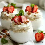 To make Strawberry Shortcake Overnight Oats, you will need these simple ingredients: - 1 cup rolled oats - 1 cup milk of choice (dairy or non-dairy) - 1/2 cup Greek yogurt (or plant-based yogurt) - 2 tablespoons maple syrup (or honey) - 1 teaspoon vanilla extract - 1/2 teaspoon almond extract - 1 cup fresh strawberries, hulled and sliced - 1/4 cup chopped pecans or almonds - Whipped cream (for topping, optional) - Fresh mint leaves (for garnish, optional) These ingredients blend together to create a creamy and fruity breakfast. The rolled oats form the base, while the yogurt adds creaminess and protein. The maple syrup gives a touch of sweetness. The almond extract brings out the flavors. Fresh strawberries provide a juicy burst. Nuts add a nice crunch, making each bite delicious. {{ingredient_image_1}} - In a medium bowl, combine 1 cup of rolled oats, 1 cup of milk, and 1/2 cup of Greek yogurt. - Add 2 tablespoons of maple syrup, 1 teaspoon of vanilla extract, and 1/2 teaspoon of almond extract. - Stir until everything mixes well. - Now, fold in half of the sliced strawberries. - Reserve the rest of the strawberries for later. - Divide the mixture into two jars or bowls. - Seal them and place them in the fridge overnight or for 4 to 6 hours. - When ready to eat, take the jars from the fridge. - Stir the oats to mix any settled ingredients. - If the oats are thick, add a splash of milk. - Top each jar with the remaining sliced strawberries. - Sprinkle 1/4 cup of chopped pecans or almonds on top. - For a fun twist, add a dollop of whipped cream and some mint leaves if you like. To make your overnight oats, follow these steps: - Use rolled oats for the best texture. - Combine oats, milk, yogurt, and sweeteners in a bowl. - Stir well to mix all ingredients. - Add half of your sliced strawberries for flavor. - Store in jars or containers for easy access. - Seal the jars tightly to keep them fresh. - Refrigerate overnight or for at least 4-6 hours. - This soaking allows oats to soften and absorb flavors. You can easily change the flavors of your oats. - Swap maple syrup for honey, or use agave nectar. - Add spices like cinnamon for extra warmth. - Use any milk you prefer; almond or oat milk are great. - Try different yogurt types, like coconut or almond-based. - Add a splash of lemon juice for a fresh twist. - Mix in vanilla protein powder for added nutrition. Pro Tips Use Overnight Oats for Meal Prep: Prepare multiple jars at once to enjoy a quick and nutritious breakfast throughout the week. Customize Your Fruits: Feel free to swap strawberries for other berries or fruits like blueberries, peaches, or bananas for different flavor profiles. Add More Crunch: Experiment with different nuts or seeds, such as walnuts, chia seeds, or pumpkin seeds, to enhance the texture and nutritional value. Adjust Sweetness to Taste: Depending on your preference, you can modify the amount of maple syrup or honey to make it sweeter or less sweet. {{image_2}} You can easily change the fruit in this recipe. Try using blueberries, raspberries, or blackberries for a twist. You can also use tropical fruits. Think about adding diced mango or pineapple for a fun flavor. If you want something creamy, try adding banana slices. Just remember to mix them in or place them on top for a yummy look. Each fruit adds a unique taste and color to your oats. Nuts and seeds can make your oats even better. You can try different nuts like walnuts, hazelnuts, or even pistachios for a new crunch. If you want to boost nutrition, add chia seeds or flaxseed. These seeds are great for your body and add a nice texture. Just a tablespoon of either can increase the fiber and omega-3s in your meal. Enjoy mixing and matching to find your perfect combination! How long do they last in the fridge? Strawberry shortcake overnight oats last up to five days in the fridge. This makes them great for meal prep. You can enjoy them all week. Proper seal techniques for jars To keep your oats fresh, use jars with tight lids. Glass jars work best, but any container with a good seal is fine. Make sure to cool the oats to room temperature before sealing. This helps prevent moisture build-up inside the jar. Can you freeze overnight oats? Yes, you can freeze overnight oats! This is a smart way to save time. Just remember to leave some space at the top of the jar. The oats will expand as they freeze. Best practices for thawing and serving To thaw, move the oats from the freezer to the fridge. Let them sit overnight. When you’re ready to eat, give them a good stir. If they seem too thick, add a splash of milk. This will help bring the texture back. Can I use instant oats instead of rolled oats? You can use instant oats, but the texture changes. Instant oats absorb liquid faster. Your overnight oats may turn mushy. Rolled oats give a nice chewy bite. How do I make it vegan-friendly? To make it vegan, swap Greek yogurt for plant-based yogurt. Use almond milk or soy milk instead of dairy milk. Maple syrup works great as a sweetener. Can I skip the yogurt completely? Yes, you can skip yogurt. The oats will still taste good. You can add more milk if needed. This makes the dish lighter and keeps it creamy. Caloric content per serving Each serving has about 350 calories. This includes oats, milk, yogurt, and strawberries. The nuts add healthy fats and protein too. Dietary considerations (gluten-free, nut-free) To make it gluten-free, use certified gluten-free oats. For nut-free, skip the nuts or use seeds. You can substitute with pumpkin or sunflower seeds for crunch. This blog post covered how to make delicious overnight oats with simple steps. You learned the best ingredients to use, like oats, yogurt, and your choice of milk. We also discussed ways to customize your oats with different fruits and nuts. Remember, you can store your overnight oats in the fridge or even freeze them. With these easy tips, you can enjoy a healthy breakfast that suits your taste. Try making your own blend and enjoy the fun of crafting your ideal overnight oats.