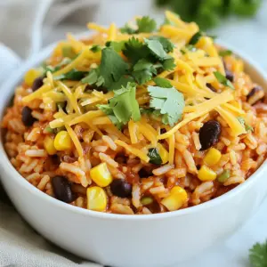 Gather the following items for your One Pot Enchilada Rice: - 1 cup long-grain rice - 1 tablespoon olive oil - 1 small onion, diced - 2 cloves garlic, minced - 1 bell pepper (red or green), diced - 1 can (15 oz) black beans, drained and rinsed - 1 can (15 oz) corn, drained - 1 can (10 oz) enchilada sauce - 2 cups vegetable broth - 1 teaspoon ground cumin - 1 teaspoon chili powder - 1 teaspoon smoked paprika - Salt and pepper to taste - 1 cup shredded cheese (cheddar or Mexican blend) - Fresh cilantro, for garnish Each ingredient adds depth and flavor. The long-grain rice serves as the base, soaking up all the tasty juices. Olive oil helps sauté the veggies, while onion and bell pepper give a sweet crunch. Black beans and corn add protein and sweetness, making every bite satisfying. The enchilada sauce and vegetable broth create a rich, savory flavor. The spices—cumin, chili powder, and smoked paprika—bring warmth and a hint of smoke that perfectly complements the dish. Finally, cheese melts into a creamy layer, and cilantro adds a fresh touch. This mix makes a meal that is both hearty and delicious. {{ingredient_image_1}} - Sautéing the onion and bell pepper Start by heating the olive oil in a large pot over medium heat. Add the diced onion and bell pepper. Cook for 4 to 5 minutes until they soften. The smell will fill your kitchen. - Adding garlic and rice Next, stir in the minced garlic. Cook it for about 1 minute. Then, add the long-grain rice to the pot. Mix it well to coat the rice with the oil and veggies. - Toasting the rice Toast the rice in the pot for 2 to 3 minutes. Stir it often. This step adds a nice depth of flavor to the dish. - Combining all ingredients Pour in the enchilada sauce and vegetable broth. Add the drained black beans and corn along with the spices: ground cumin, chili powder, smoked paprika, salt, and pepper. Stir everything together until mixed well. - Boiling and simmering the mixture Bring the mixture to a boil. Once boiling, lower the heat and cover the pot. Let it simmer for about 20 minutes. The rice should become tender and absorb most of the liquid. - Melting the cheese Remove the pot from heat. Stir in half of the shredded cheese until it melts. Sprinkle the rest of the cheese on top. Cover the pot again for a few minutes to let the cheese melt completely. This adds a creamy finish to your dish. To make your One Pot Enchilada Rice burst with flavor, use the right spices. I suggest adding: - 1 teaspoon ground cumin - 1 teaspoon chili powder - 1 teaspoon smoked paprika These spices bring a warm taste and depth to your dish. If you want a unique twist, try using homemade enchilada sauce. It can elevate the flavor and make your meal even more special. Just mix tomatoes, chili powder, and garlic for a quick version. When cooking in one pot, I have some best practices to share. First, always heat your oil and sauté your veggies first. This step builds great flavor. Next, avoid overcooking the rice. Keep an eye on the simmering time. After about 20 minutes, check the rice for tenderness. If you see extra liquid, let it sit covered for a few minutes. The rice will soak up that moisture and become fluffy. Pro Tips Rinse Your Beans: Always rinse canned beans to remove excess sodium and preservatives for a fresher taste. Cheese Variations: Experiment with different cheeses like Monterey Jack or Pepper Jack for added flavor and heat. Make It Spicy: Add sliced jalapeños or a pinch of cayenne pepper for an extra kick if you enjoy spicy food. Leftovers Storage: Store leftover rice in an airtight container in the fridge for up to 3 days; reheat gently to maintain texture. {{image_2}} You can change the beans or grains in this dish. Try pinto beans or kidney beans for a different taste. If you want more texture, use quinoa instead of rice. It cooks well and adds protein. Using fresh vegetables can also boost flavor. Swap the bell pepper for zucchini or mushrooms. They will add a nice twist. You can even toss in some spinach for extra nutrients. To make this meal gluten-free, choose a gluten-free enchilada sauce. Most brands offer this option. You can also use gluten-free grains like rice or quinoa. If you're looking for vegan options, skip the cheese or use a plant-based cheese. You can also add more veggies to enhance the meal. Cauliflower or sweet potatoes work great in this dish. To keep your enchilada rice fresh, use airtight containers. Glass or plastic containers work well. Divide the rice into smaller portions. This makes it easy to heat just what you need. Store the rice in the fridge. It stays good for up to three days. When reheating, avoid drying out the rice. Use a microwave or stove. If you choose the microwave, add a splash of water. Cover the dish with a damp paper towel. Heat in short bursts, stirring in between. If you use the stove, add a little broth. Heat gently over low heat while stirring. This keeps the rice moist and tasty. Can I use brown rice instead of long-grain rice? Yes, you can use brown rice. Just remember, brown rice takes longer to cook than long-grain rice. Adjust the cooking time to about 40-45 minutes. You may need to add a bit more broth to help it cook fully. How can I make my enchilada rice spicier? To spice it up, add chopped jalapeños or a pinch of cayenne pepper. You can also mix in a bit of hot sauce while cooking. Taste as you go to find your perfect heat level. What side dishes pair well with One Pot Enchilada Rice? Some great sides include a fresh salad, guacamole, or tortilla chips with salsa. You can also serve it with a dollop of sour cream or a side of refried beans to make the meal even heartier. This blog post covered how to make One Pot Enchilada Rice. You learned about the key ingredients, preparation steps, and cooking process. I shared tips to boost flavor and techniques for perfect cooking. We also explored ingredient variations and storage tips. In conclusion, this dish is easy to adapt and perfect for everyone. Enjoy experimenting in your kitchen!