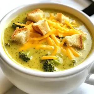 - 4 cups fresh broccoli florets - 1 medium onion, diced - 2 cloves garlic, minced - 3 cups vegetable broth - 1 cup heavy cream - 2 cups sharp cheddar cheese, shredded - 1 tablespoon olive oil - 1 teaspoon mustard powder - 1/2 teaspoon black pepper - Salt to taste To make this creamy broccoli cheddar soup, gather these ingredients first. The fresh broccoli gives a vibrant color and taste. The onion and garlic add sweetness and depth. Vegetable broth acts as the soup's base, while heavy cream and cheddar cheese create that rich, creamy finish. - Croutons - Extra cheese - Fresh herbs (like parsley or chives) Garnishes can elevate your soup. Croutons add crunch. Extra cheese makes it even cheesier. Fresh herbs give a pop of color and fresh flavor. - Use almond or oat milk instead of heavy cream for a lighter option. - Swap sharp cheddar with vegan cheese for a dairy-free version. - If you need gluten-free, croutons can be left out or made with gluten-free bread. These substitutions keep the spirit of the dish while catering to dietary needs. You can enjoy this soup in many ways. Always adjust the flavors to suit your taste! {{ingredient_image_1}} To start, gather your ingredients. You will need: - 4 cups fresh broccoli florets - 1 medium onion, diced - 2 cloves garlic, minced - 3 cups vegetable broth - 1 cup heavy cream - 2 cups sharp cheddar cheese, shredded - 1 tablespoon olive oil - 1 teaspoon mustard powder - 1/2 teaspoon black pepper - Salt to taste - Croutons for garnish (optional) Chop the onion and mince the garlic. The broccoli should be in small florets, so it cooks well. In a large pot, heat the olive oil over medium heat. Add the diced onion. Sauté for about 5 minutes until it turns soft. Then, add the minced garlic. Sauté for another minute until you smell the garlic. Next, stir in the broccoli florets and vegetable broth. Bring this mixture to a boil. Once it boils, reduce the heat. Let it simmer for 10 to 15 minutes. The goal is to make the broccoli tender. Now it’s time to blend. Use an immersion blender to mix the soup until it’s smooth. If you don’t have one, pour the soup in batches into a regular blender. Be careful; the soup is hot! After blending, return the soup to the pot on low heat. Stir in the heavy cream, cheddar cheese, mustard powder, black pepper, and salt. Mix until the cheese melts. Taste the soup and adjust the seasoning if needed. Serve it hot. If you like, add croutons on top for a nice crunch. To make this soup taste amazing, use fresh broccoli. Fresh veggies give the best flavor. Add a pinch of nutmeg for warmth. It pairs well with the cheese. A squeeze of lemon juice brightens the dish too. You can also try different cheeses. Gruyère or Monterey Jack can add a nice twist. If you love spice, toss in some red pepper flakes. One big mistake is overcooking the broccoli. Cook it just until tender, so it stays bright green. Blending too much can make your soup too thin. Blend only until smooth. If you add the cheese too fast, it might clump. Add it slowly, mixing well to melt it evenly. Don't skip tasting before serving. Adjust salt and pepper for the best flavor. Using an immersion blender makes blending easy. It saves you from transferring hot soup. A sharp knife helps chop the onion and garlic finely. A heavy-bottomed pot is great for even cooking. This prevents burning the bottom. Finally, a good measuring cup is key for accuracy. It helps keep your ingredients balanced for perfect results. Pro Tips Fresh Broccoli is Key: Use fresh broccoli florets for the best flavor and texture. Frozen broccoli can become mushy when cooked. Blending Techniques: If using a traditional blender, allow the soup to cool slightly before blending to avoid hot splashes. Blend in smaller batches for safety. Cheese Variations: Experiment with different types of cheese like Gruyère or Monterey Jack for a unique flavor twist. Seasoning Adjustments: Taste the soup before serving and adjust the seasoning as necessary. A squeeze of lemon juice can brighten the flavors! {{image_2}} You can easily make a vegan version of this soup. Just swap the heavy cream with coconut cream or cashew cream. For cheese, use vegan cheese or skip it altogether. The soup still tastes great without cheese. The vegetable broth adds rich flavor, which makes it satisfying and creamy. This recipe is already gluten-free! The ingredients do not contain any gluten. Just make sure the vegetable broth you choose is gluten-free. This way, you can enjoy the soup without any worries. You can add more fun flavors to the soup! Here are some ideas: - Spices: Try adding a pinch of cayenne pepper for heat. - Herbs: Stir in fresh thyme or basil for a fresh taste. - Veggies: Add carrots or potatoes for extra texture and flavor. - Protein: Toss in cooked chickpeas or beans for a hearty meal. These options make your creamy broccoli cheddar soup more exciting and tasty. Enjoy experimenting! To store your creamy broccoli cheddar soup, let it cool first. Once cool, pour it into an airtight container. This helps keep the soup fresh. You can store it in the fridge for up to three days. Just make sure to label the container with the date. If you want to keep it longer, freezing is a great option. Freezing this soup is simple. Use a freezer-safe container or bags. Leave some space at the top for expansion. It’s best to freeze the soup without croutons. They can get soggy when thawed. Your soup will stay good in the freezer for up to three months. When ready to eat, just thaw it in the fridge overnight. To reheat, pour the soup into a pot. Warm it over medium heat, stirring often. This keeps it from sticking to the bottom. If the soup is too thick, add a little vegetable broth or cream. Heat until it’s hot, but don’t boil. You can also use the microwave for quick reheating. Just cover it and heat in short bursts, stirring in between. Enjoy your warm soup again! Yes, you can use frozen broccoli. Frozen broccoli is convenient and saves time. Just add it directly to the pot with the broth. The cooking time may be slightly shorter since it's already blanched. To thicken the soup, you have a few options. First, blend more broccoli until smooth. You can also add a bit of cornstarch mixed with cold water. Stir this mix into the soup and cook until it thickens. Lastly, adding more cheese will also help to make the soup creamier. Yes, you can make this soup ahead of time. Just prepare the soup, let it cool, and store it in the fridge. It will stay fresh for about three days. When you're ready to eat, warm it on the stove until hot. You may need to add a splash of cream or broth to restore its creamy texture. In this post, I shared key details about making a delicious soup. You learned about the right ingredients, cooking steps, and helpful tips. I covered substitutions for special diets, variations, and how to store leftovers. Each section aimed to make your soup-making process easier and more fun. Remember, cooking is all about experimenting, so don’t be afraid to try new flavors! Dive into this soup adventure and enjoy every bite.