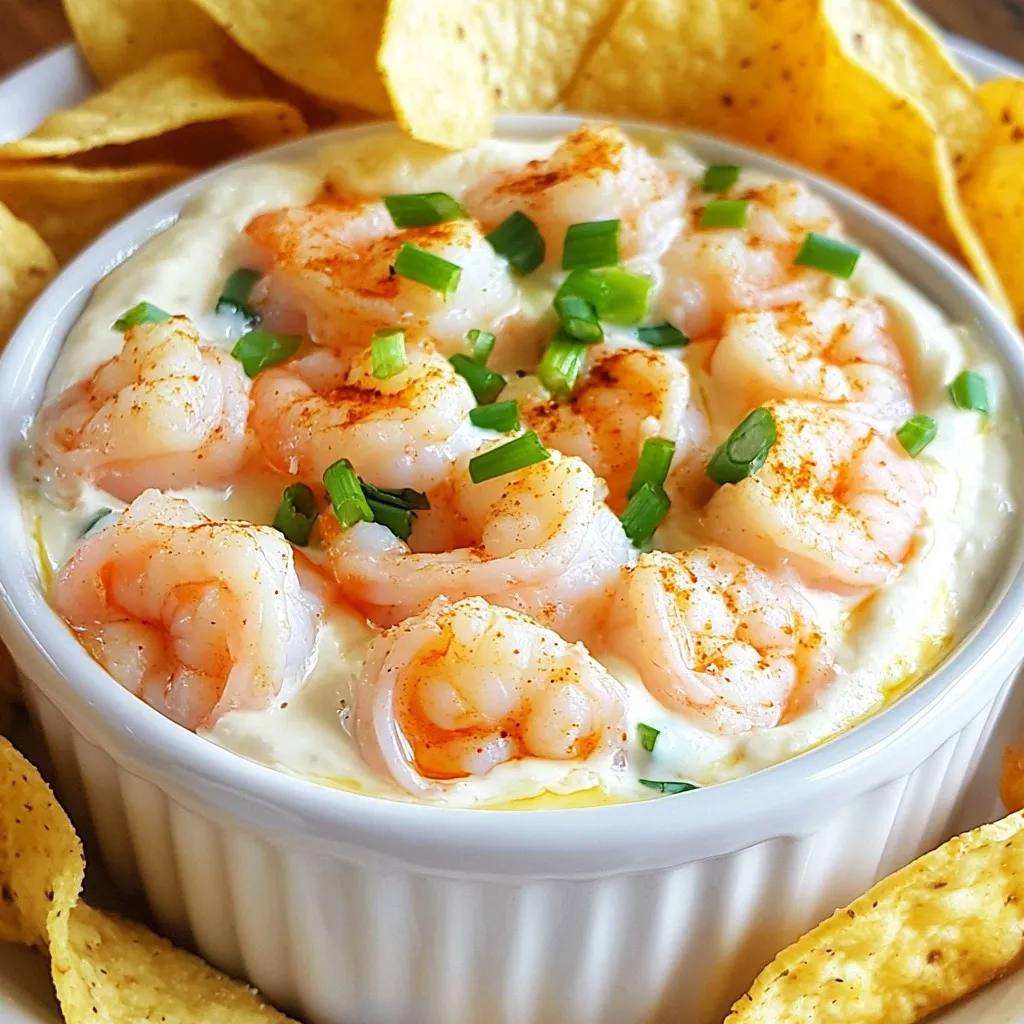 - 1 pound shrimp, peeled and deveined - 8 oz cream cheese, softened - 1 cup sour cream - 1 cup shredded cheddar cheese - 1 tablespoon Cajun seasoning - 1 teaspoon garlic powder - 1 teaspoon onion powder - 1 tablespoon lemon juice - 1/4 cup green onions, chopped - Tortilla chips or toasted baguette slices for serving This creamy Cajun shrimp dip packs a punch of flavor. First, you need shrimp. I like to use one pound of fresh shrimp, peeled and deveined. It’s key to cook them just right. The cream cheese adds a smooth touch, while sour cream keeps it light. Shredded cheddar cheese gives a nice, rich flavor. Next, let’s talk spices. Cajun seasoning brings the heat and depth. I use one tablespoon for a bold taste. Garlic powder and onion powder add more flavor without being too strong. A splash of lemon juice brightens it all up. For garnishes, chopped green onions add a fresh, crunchy bite. Serve it all up with tortilla chips or toasted baguette slices. Each bite is a perfect mix of creaminess and spice! {{ingredient_image_1}} First, heat a large skillet on medium heat. Add the shrimp to the hot skillet. Cook the shrimp until they turn pink and opaque. This takes about 2-3 minutes on each side. Once cooked, remove the shrimp from heat. Let them cool slightly before chopping them into small pieces. In a mixing bowl, add the softened cream cheese, sour cream, and shredded cheddar cheese. Mix these together until smooth and creamy. Next, add the Cajun seasoning, garlic powder, onion powder, and lemon juice to the cheese mixture. Don’t forget the chopped green onions! Stir everything until it blends well. Now, gently fold in the cooked shrimp into the cheese mixture. Make sure to mix it well without breaking the shrimp. Season with salt and pepper to taste. Transfer the dip to a serving bowl. Chill it in the refrigerator for at least 30 minutes. This helps the flavors meld together nicely. Serve with tortilla chips or toasted baguette slices for a perfect dip! To make your dip smooth, start with softened cream cheese. Mix it well with sour cream and cheddar. Use a hand mixer for a creamier texture. If you want a fluffier dip, whip the cream cheese first. This helps blend everything easily. When adding shrimp, fold it in gently. This keeps the dip light and airy. You can boost the taste of your dip by adding more spices. Try a pinch of smoked paprika for a smoky taste. A dash of cayenne pepper adds heat without overpowering. For balance, a bit more lemon juice brightens the flavors. Always taste as you go. Adjust with salt and pepper for the best flavor. Choose a fun serving bowl to make your dip stand out. A colorful dish adds charm to your table. For garnishing, scatter chopped green onions on top. Add a sprinkle of paprika for color. Serve with crispy tortilla chips or toasted baguette slices. This makes for a delightful and inviting presentation. Pro Tips Fresh Shrimp: Use fresh, high-quality shrimp for the best flavor and texture. Frozen shrimp can be used, but ensure they are fully thawed and drained before cooking. Adjust the Spice Level: If you prefer a milder dip, reduce the amount of Cajun seasoning or use a mild blend. You can always add more spice to taste later! Chill for Better Flavor: Allowing the dip to chill for at least 30 minutes enhances the flavors. If possible, chill it for a few hours or overnight for maximum taste. Serving Suggestions: This dip pairs wonderfully with not only tortilla chips and baguette slices but also fresh vegetable sticks for a healthier option! {{image_2}} You can change the cheese to fit your taste. Try using mozzarella or pepper jack cheese instead of cheddar. Both will add a nice twist. If you want a different protein, swap shrimp for crab or cooked chicken. They will work well with the dip's creamy base. To make a lighter version, use low-fat cream cheese and sour cream. This keeps the flavor while cutting calories. For gluten-free options, serve with veggie sticks or gluten-free chips. This way, everyone can enjoy the dip. If you love spice, add more Cajun seasoning or some hot sauce. This gives the dip an extra kick. You can also mix in chopped bell peppers or spinach for more color and nutrition. These additions make the dip even more exciting and tasty! To keep your dip fresh, store leftovers in an airtight container. Place it in the fridge right away. It will stay good for about three days. If you want to keep it longer, freeze the dip. Use a freezer-safe container. It can last up to three months in the freezer. When it’s time to enjoy your dip again, reheat it slowly. The best way is to use a microwave. Heat it in short bursts, about 30 seconds at a time. Stir between each burst. This keeps the dip creamy. To bring back the flavors, add a splash of lemon juice. It brightens up the dip nicely. The dip stays fresh for about three days in the fridge. If frozen, it will be good for three months. After that time, it may lose its flavor and texture. Keep an eye on it to enjoy the best taste. Yes, this dip works well for meal prep. Prepare the dip a day in advance. Store it in an airtight container in the fridge. This helps the flavors blend better. When ready to serve, just pull it out. Yes, you can make this dip ahead of time. Chill it for at least 30 minutes. For best results, chill it for a few hours or overnight. This lets the flavors develop fully. Great dippers for this dip include: - Tortilla chips - Toasted baguette slices - Crackers - Fresh veggies like celery and bell peppers These options add crunch and texture to your dip experience. This blog post covered the key ingredients, steps, tips, and variations for making a tasty creamy Cajun shrimp dip. You learned how to prepare the shrimp, blend cheeses, and enhance flavors. We also explored serving options and storage tips. With this simple guide, you can create a dip that pleases everyone. Enjoy experimenting with flavors and ingredients to make it your own. Let your creativity shine through as you share this delicious dip.