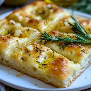 - 4 cups all-purpose flour - 1 tablespoon instant yeast - 2 teaspoons salt - 1 tablespoon sugar - 1 ½ cups warm water (about 110°F) - 1/4 cup olive oil (plus more for drizzling) - 6 cloves garlic, minced - 2 teaspoons dried oregano - 2 teaspoons dried rosemary - Freshly cracked black pepper (to taste) - Sea salt for topping - Fresh rosemary sprigs for garnish To make garlic herb focaccia bread, gather your ingredients first. High-quality ingredients make great bread. Use all-purpose flour for the best texture. Instant yeast makes rising fast and easy. Salt and sugar balance the flavors. Warm water activates the yeast and helps the dough rise. Olive oil adds moisture and richness. Now, let’s talk about the herbs. Fresh herbs add bright flavor. I love using garlic, oregano, and rosemary. You can adjust these herbs based on your taste. - Cheese (like Parmesan or mozzarella) - Olives or sundried tomatoes - Additional fresh herbs Feel free to customize your focaccia. Adding cheese like Parmesan gives it a savory twist. Chopped olives or sundried tomatoes add a nice touch of flavor. You can also toss in extra fresh herbs for more aroma and taste. {{ingredient_image_1}} Start by mixing warm water, sugar, and instant yeast in a large bowl. Let this sit for 5 minutes until it gets frothy. This shows the yeast is alive. Next, add 4 cups of all-purpose flour, 2 teaspoons of salt, and 1/4 cup of olive oil to the yeast mix. Use a wooden spoon or your hands to mix until you have a shaggy dough. Now, move the dough to a lightly floured surface. Knead the dough for about 5 to 7 minutes. You want it to be smooth and elastic. Once done, place the dough in a greased bowl and cover it with a kitchen towel. Let it rise in a warm spot for about 1 hour. It should double in size. After the first rise, punch the dough down. Transfer it to a greased baking sheet or large pan. Gently stretch and press the dough to fit the shape of the pan, about 1 inch thick. Cover it again with a towel and let it rise for another 30 minutes. Preheat your oven to 425°F (220°C). After the second rise, use your fingers to poke deep dimples all over the dough. In a small bowl, mix minced garlic, dried oregano, dried rosemary, and some cracked black pepper. Drizzle olive oil over the dough, then sprinkle the garlic and herb mix on top. Finish with a sprinkle of sea salt. Bake for 20 to 25 minutes, or until golden brown. When done, let it cool slightly before serving. Enjoy the delicious aroma and flavor! To get the best texture, knead the dough well. Kneading builds gluten, making bread chewy. Aim for about 5-7 minutes of kneading. After kneading, let the dough rest. This helps it rise. Place the dough in a warm spot and cover it. When the dough doubles in size, it’s ready. A good tip is to poke the dough lightly. If it springs back slowly, it’s risen enough. To boost the garlic flavor, try using roasted garlic. Roasting gives it a sweet, rich taste. Mix it into your dough or add it to the topping. For herbs, combine fresh rosemary and thyme. They add a bright, earthy taste. You can also sprinkle in some fresh basil for a twist. Experiment with different herbs to find your favorite mix. Focaccia is best served warm. Cut it into squares and place it on a wooden board. Drizzle some olive oil on top for a nice shine. You can also add a sprig of fresh rosemary for a pretty look. For dips, balsamic vinegar pairs well. Olive oil with herbs is another great choice. Both add more flavor to your focaccia experience. Enjoy it fresh with friends or family! Pro Tips Use Fresh Herbs: Fresh rosemary and oregano can elevate the flavor of your focaccia significantly compared to dried herbs, providing a more aromatic and vibrant taste. Experiment with Toppings: Try adding sliced olives, sun-dried tomatoes, or caramelized onions for a unique twist on traditional focaccia. Resting Time Matters: Allow the dough to rest longer during the second rise for an even more airy texture. This can enhance the overall lightness of the bread. Serve Warm: Focaccia is best enjoyed fresh out of the oven. Serve it warm with a drizzle of quality olive oil or a side of balsamic vinegar for dipping. {{image_2}} You can switch up the herbs in your focaccia to match your taste. Using fresh herbs adds a bright flavor. Try fresh rosemary, thyme, or basil instead of dried. Always chop them finely for even distribution. You can also mix different herbs for a unique blend. Customizable toppings make the focaccia fun. Add sliced olives, sun-dried tomatoes, or even roasted red peppers. Sprinkle cheese like mozzarella or Parmesan on top for extra flavor. If you prefer a spicy kick, add red pepper flakes. The options are endless! Incorporating cheese takes your focaccia to another level. Instead of just herbs, try mixing in Parmesan or mozzarella into the dough. The cheese will melt and create a delicious, gooey texture. You can also play with sweet variations. Caramelized onions add a rich, sweet taste. Try adding figs or honey for a sweet twist. These toppings give the focaccia a nice balance of sweet and savory. The joy of focaccia is in its versatility, so feel free to experiment! How do you store leftover focaccia? Start by letting it cool completely. Wrap it tightly in plastic wrap. You can also place it in a sealable bag. This keeps it fresh for up to three days. Store it at room temperature, away from heat. What are the best containers for freshness? Use an airtight container. A glass or plastic container works well. Make sure it is big enough for the focaccia. This helps avoid any squishing. How can you freeze focaccia? First, let it cool. Then, slice it into pieces. Wrap each piece in plastic wrap. Place the wrapped pieces in a freezer-safe bag. Squeeze out the air and seal it tight. You can freeze it for up to three months. What are the best thawing and reheating tips? To thaw, remove the focaccia from the freezer. Leave it in the fridge overnight. For quick thawing, you can leave it at room temperature for a few hours. To reheat, place it in a preheated oven at 350°F. Heat for about 10 minutes, or until warm. Enjoy it fresh again! Focaccia needs to rise twice. The first rise takes about 1 hour. This allows the dough to double in size. After shaping, let it rise again for 30 minutes. This second rise helps create a light texture. Yes, you can! Use baking powder instead of yeast. The dough will not rise the same way. It will be denser and less chewy. You can also try using sourdough starter for more flavor. If your dough isn’t rising, check the yeast. Make sure it’s fresh and active. Warm water must be the right temperature, about 110°F. If it’s too hot or too cold, the yeast won’t work. Try placing the dough in a warmer spot. If all else fails, you can let it rise longer. You now have all the tools to make perfect focaccia. We covered ingredients, steps, and tips to elevate your baking. Remember, kneading and resting are key for great texture. You can also personalize your focaccia with different toppings and herbs. Store leftovers properly or freeze them for later. Embrace creativity in your cooking and enjoy the process. Homemade focaccia will impress your friends and family. Happy baking!