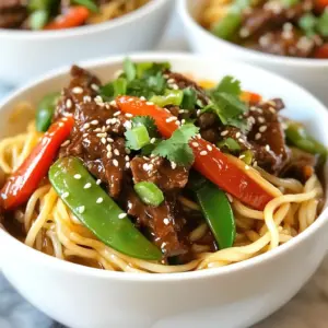 - 200g beef sirloin, thinly sliced - 200g flat rice noodles - 2 tablespoons soy sauce - 1 tablespoon dark soy sauce - 1 tablespoon oyster sauce - 1 tablespoon honey - 1 teaspoon sesame oil - 1 red bell pepper, sliced - 1 cup snow peas - 2 green onions, chopped - 3 cloves garlic, minced - 1-inch piece ginger, minced - 2 tablespoons vegetable oil - Sesame seeds for garnish - Fresh cilantro for garnish To make sticky beef noodles, you need fresh and high-quality ingredients. Start with beef sirloin. It gives a tender bite. Next, use flat rice noodles. They soak up the sauce well. For sauces, soy sauce, dark soy sauce, and oyster sauce bring deep flavor. Honey adds a touch of sweetness. Sesame oil adds a nice nutty note. In terms of veggies, the red bell pepper adds color and crunch. Snow peas bring a fresh taste and a crisp texture. Green onions provide a nice garnish and flavor boost. Lastly, don't forget garlic and ginger. They enhance the dish with warmth and depth. Have sesame seeds and fresh cilantro ready for garnish. They add finishing touches to your bowl. Gather all these ingredients before you start. This helps to keep your cooking smooth and fun! {{ingredient_image_1}} First, bring a pot of water to a boil. Add the flat rice noodles. Cook them until they are al dente, about 5-7 minutes. Make sure to stir the noodles to prevent sticking. Once cooked, drain the noodles and set them aside in a bowl. Next, take your thinly sliced beef and place it in a mixing bowl. Add the soy sauce, dark soy sauce, oyster sauce, honey, and sesame oil. Mix well to coat all the beef pieces. Let this marinate for about 15 minutes. This step adds a lot of flavor to the dish. Now, heat one tablespoon of vegetable oil in a large skillet over medium-high heat. Once the oil is hot, add the marinated beef. Stir-fry for about 2-3 minutes until the beef is browned and cooked through. After that, remove the beef from the skillet and set it aside. In the same skillet, add another tablespoon of vegetable oil. Toss in the minced garlic and ginger. Sauté them for about 30 seconds until fragrant. Then, add the sliced red bell pepper and snow peas. Stir-fry for about 3-4 minutes. You want the veggies to be tender but still crisp. Return the cooked beef to the skillet with the vegetables. Add the drained rice noodles to the mix. Toss everything together gently. Make sure the beef and veggies are evenly mixed with the noodles. Taste your dish. Adjust the seasoning as needed. You can add a splash more of soy sauce or a drizzle of honey for extra flavor. Once satisfied, remove it from heat. Transfer the sticky beef noodles to serving plates. Garnish with chopped green onions, sesame seeds, and fresh cilantro for a pop of color. Enjoy your meal! - Best practices for marinating beef: Marinate the thinly sliced beef for at least 15 minutes. The soy sauce, oyster sauce, honey, and sesame oil add great flavor. This short time helps the meat soak up the taste without losing its texture. - Tips for avoiding overcooking noodles: Cook the flat rice noodles until al dente, which means they should be firm when bitten. Drain them right away to stop the cooking process. If you leave them too long, they'll become mushy. - Suggestions for adjusting sweetness or saltiness: If you want a sweeter dish, add more honey. For saltiness, just a splash of soy sauce works well. Always taste before adding more. - Additional spices or sauces that complement the dish: You can try adding a pinch of red pepper flakes for heat. A bit of five-spice powder can also give it a nice twist. You might even consider a splash of rice vinegar for extra zing. - Ideas for plating and garnishing for a beautiful presentation: Serve the sticky beef noodles in deep bowls. This lets the colors of the red bell pepper and snow peas shine. Top the dish with sesame seeds and fresh cilantro for a pop of color. A sprinkle of green onions adds a nice touch too. Pro Tips Marinate for More Flavor: Allowing the beef to marinate for longer than 15 minutes will enhance the flavors. If time permits, marinate for up to an hour for a deeper taste. Choose the Right Noodles: Opt for fresh flat rice noodles if available, as they have a better texture and flavor compared to dried noodles. Add Crunch: For extra texture, consider adding some chopped peanuts or cashews before serving to give a delightful crunch to the dish. Adjust for Spice: If you like a bit of heat, add some sliced chili peppers or a dash of chili sauce when sautéing the vegetables. {{image_2}} You can switch up the beef for chicken, shrimp, or tofu. For chicken, use 200g of thinly sliced chicken breast. It cooks quickly and tastes great with the same sauce. If you like shrimp, use 200g of large shrimp. Just add them to the pan and stir-fry until pink. For a plant-based option, try 200g of firm tofu. Press and cube the tofu, then marinate it like the beef. The flavors will soak in well. To make this dish vegan, swap the beef and oyster sauce. Use tofu or a mix of veggies instead. You can replace the oyster sauce with a mushroom soy sauce. This gives a similar umami flavor. Also, ensure your noodles are egg-free. Many rice noodles are vegan-friendly, but always check the package. Feel free to add more veggies for extra crunch. Carrots, broccoli, or bok choy work well. You can also toss in some nuts, like cashews or peanuts. They add a nice texture and flavor. If you want a spicy kick, add sliced red chili peppers. Just a little will do! To store leftovers, let the sticky beef noodles cool first. Place them in an airtight container. Make sure to seal it tightly. Store it in the fridge for up to three days. This keeps the flavors fresh and the noodles firm. If you want to prevent sticking, add a drop of oil. Stir before serving to mix everything well. For the best taste, reheat sticky beef noodles on the stove. Use a non-stick skillet for even heating. Add a splash of water or broth to help steam the noodles. Heat on medium until warm. Stir often to avoid burning. If you prefer, you can use a microwave. Place the noodles in a microwave-safe bowl. Cover it loosely and heat in short bursts. Stir in between to ensure even heating. You can freeze sticky beef noodles for later enjoyment. Let them cool completely, then transfer to a freezer-safe container. Seal it tightly to prevent freezer burn. They will last up to three months in the freezer. When you're ready to eat, thaw them in the fridge overnight. Reheat them as described above for the best flavor. If you can't find flat rice noodles, try using egg noodles or spaghetti. Both options work well. Egg noodles have a nice chew. Spaghetti can mimic the texture of rice noodles. Just remember to cook them al dente for the best results. Yes, you can make sticky beef noodles ahead of time. Cook the noodles and beef, then store them in the fridge. Keep the beef and noodles separate from the veggies until you are ready to serve. This way, the veggies stay crisp. You can reheat everything in a skillet before serving. This dish has a mild spice level. The main flavors come from the sauces and ginger. If you want more heat, add sliced red chili or chili flakes during cooking. Adjust to your taste. Sticky beef noodles pair well with a light salad or steamed broccoli. You could also serve it with spring rolls or a refreshing drink like iced tea. These sides balance the richness of the noodles. Enjoy! This blog post guided you through making sticky beef noodles from scratch. We covered ingredients, step-by-step cooking, and even tips for great flavor. You learned how to adjust the dish for different diets and how to store leftovers. Hopefully, you feel inspired to try this recipe. It’s a fun way to enjoy cooking and share a meal. Dive in, get creative, and enjoy every bite!