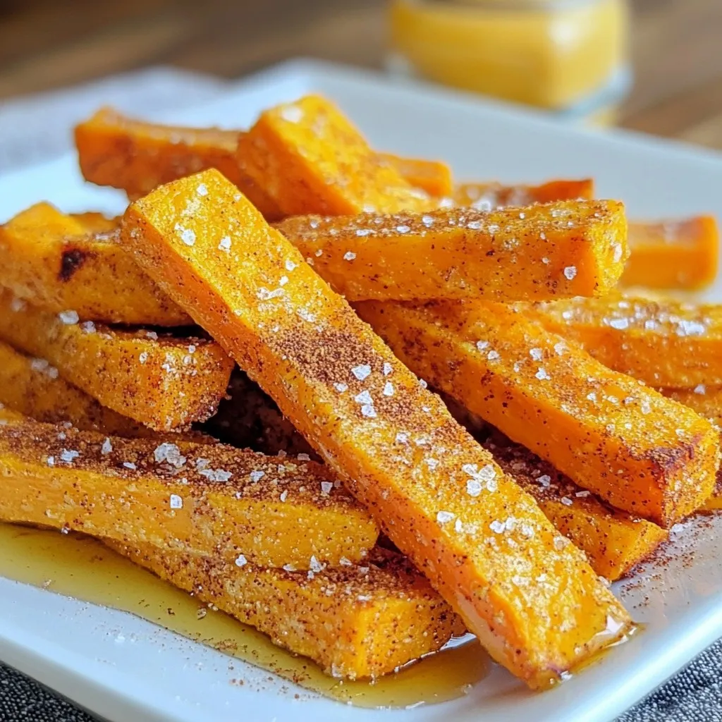 - 2 large sweet potatoes - 3 tablespoons olive oil - 1 teaspoon ground cinnamon - 1/2 teaspoon paprika - 1/2 teaspoon garlic powder - Salt and pepper to taste - 1 tablespoon honey (optional) When making baked sweet potato fries, choose large sweet potatoes. They provide more fries and a better taste. The olive oil helps the fries crisp up in the oven. Ground cinnamon adds a warm touch that pairs well with sweet potatoes. Paprika gives a mild kick, while garlic powder adds depth to the flavor. You can adjust the salt and pepper to fit your taste. If you want a hint of sweetness, drizzle honey over the fries before serving. This option can make them extra special. Gather these ingredients so you’re ready to create a crispy and flavorful treat. {{ingredient_image_1}} To start, peel your sweet potatoes. Use a sharp peeler to remove the skin. Then, cut them into thin strips. Aim for uniform thickness. This helps them cook evenly. If some pieces are thick, they will cook slower. If you cut them all the same size, they will bake perfectly. Next, grab a large bowl. Add the sweet potato strips into the bowl. Pour in three tablespoons of olive oil. This oil helps the fries crisp up. Now, sprinkle one teaspoon of ground cinnamon, half a teaspoon of paprika, and half a teaspoon of garlic powder over the sweet potatoes. Don’t forget salt and pepper to taste! Use your hands to toss them well. Make sure every strip gets coated. The oil and spices should cover all the fries. Now it's time to bake! First, preheat your oven to 425°F (220°C). This step is key for crispy fries. While the oven heats up, line a large baking sheet with parchment paper. Spread the sweet potato strips on the sheet in a single layer. Avoid overcrowding; this ensures they crisp up well. Bake your fries for 25 to 30 minutes. Halfway through, flip them over for even browning. When they turn golden brown, they are ready to eat! If you like, drizzle honey on top for a sweet touch before serving. Spacing is key when baking sweet potato fries. If you crowd them on the pan, they will steam instead of crisp up. Make sure each fry has space to breathe. This helps hot air circulate and creates a nice crunch. Different ovens heat in different ways. If your oven runs hot, reduce the heat slightly. For ovens that don't get hot enough, you might need to bake a bit longer. Keep an eye on your fries, so they don’t burn. You can change the seasoning to match your taste. Try using chili powder for some heat or cumin for a deeper flavor. You can also mix in herbs like rosemary or thyme for a fresh twist. To adjust flavors, taste before cooking. If you love garlic, add more garlic powder. If you prefer sweeter fries, drizzle more honey on top. This is your chance to get creative! Dipping sauces can take your fries to the next level. Try ranch, honey mustard, or spicy ketchup. Each adds a fun flavor that pairs well with sweet potatoes. For main dishes, serve these fries with grilled chicken or fish. They also go great with a fresh salad. Mixing and matching makes every meal special! Pro Tips Cut Evenly: Ensure that all sweet potato strips are cut to the same thickness for even cooking and crispiness. Soak for Extra Crisp: Soaking the sweet potato strips in cold water for 30 minutes before baking can help remove excess starch and enhance crispiness. Don’t Overcrowd: Spread the fries out on the baking sheet in a single layer, leaving space between them to allow hot air to circulate and make them crispier. Adjust Seasoning: Feel free to adjust the spices to your taste; a pinch of cayenne pepper can add a nice heat to balance the sweetness. {{image_2}} You can change the flavor of sweet potato fries to suit your taste. For a spicy kick, add cayenne pepper. Just a sprinkle can make a big difference. It gives the fries a nice heat that you will enjoy. If you prefer something sweet, try maple syrup. Drizzle it on the fries before baking. This adds a rich flavor that complements the sweet potatoes perfectly. You can boost the nutrition of your fries by adding other vegetables. Try mixing in carrots or zucchini strips. This not only adds color but also gives more vitamins to your meal. Incorporating herbs can also enhance the flavor. Fresh rosemary or thyme works well. Just chop them finely and mix them in with the sweet potato strips. This adds a delicious aroma and taste. An air fryer is a great way to cook sweet potato fries. It makes them crispy without using a lot of oil. Set your air fryer to 400°F (200°C) and cook for about 15-20 minutes. Shake the basket halfway through for even cooking. Grilling is another fun option. Preheat your grill and place the fries in a grill basket. Cook them for about 10-15 minutes, turning often. This gives the fries a nice smoky flavor that is hard to beat. To keep your leftover sweet potato fries fresh, let them cool first. Once cooled, place them in an airtight container. This will help prevent sogginess. You can also use a zip-top bag, but remove as much air as you can. Store them in the fridge for up to three days. If you have a lot of fries, divide them into smaller portions. This makes it easier to reheat only what you need. For the best result, reheat your fries in the oven. Preheat your oven to 400°F (200°C). Spread the fries on a baking sheet in a single layer. Bake them for about 10-15 minutes. This method helps regain their crispiness. You can also use an air fryer if you have one. Set it to 350°F (175°C) and cook for about 5-8 minutes. Make sure to check often to avoid burning. Yes, you can make sweet potato fries without oil. Try baking them in an air fryer or oven. Coat the fries with spices and a bit of water. This helps them crisp up without adding fat. You can also use parchment paper to prevent sticking. Baked sweet potato fries last about 3-5 days in the fridge. Store them in an airtight container. If you see any mold or an off smell, throw them away. These signs mean the fries are spoiled. You can freeze baked sweet potato fries! Let them cool completely first. Then, place them in a freezer-safe bag. Make sure to remove as much air as possible. For reheating, bake them at 425°F for about 15-20 minutes. This helps restore their crispiness. You now know how to make amazing baked sweet potato fries. We covered key ingredients, step-by-step instructions, helpful tips, and different variations. Remember, the right seasoning and cooking method can elevate your dish. Don’t forget to store leftovers properly for freshness. With a few simple tweaks, you can make these fries fit any taste. Enjoy your cooking journey and impress everyone with your delicious fries!