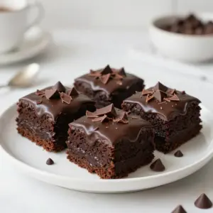 - 1 cup all-purpose flour - 1 cup granulated sugar - &frac12; cup unsweetened cocoa powder - 1 teaspoon baking powder - &frac12; teaspoon baking soda - &frac12; teaspoon salt - &frac12; cup unsalted butter, melted - 2 large eggs - 1 teaspoon vanilla extract - &frac12; cup buttermilk - 1 cup semi-sweet chocolate chips - 1 cup dark chocolate chunks - &frac14; cup milk chocolate shavings (for garnish) To create the best Triple Chocolate Fudge Cake, gather your ingredients first. This cake needs three types of chocolate to reach its full delight. I use semi-sweet chocolate chips, dark chocolate chunks, and milk chocolate shavings for the top. You want to use high-quality chocolate whenever you can. This choice makes a big difference in taste. The other ingredients are pretty standard. You need all-purpose flour, granulated sugar, and unsweetened cocoa powder. Baking powder, baking soda, and salt help the cake rise and balance flavors. Melt the unsalted butter for a rich texture. You will also need two large eggs and vanilla extract for flavor. Buttermilk adds moisture and a slight tang. These ingredients work together to create a rich, chocolatey dessert. Each bite is a treat for chocolate lovers. Enjoy gathering these items; they are key to your cake's success! {{ingredient_image_1}} First, set your oven to 350&deg;F (175&deg;C). This is the ideal temperature for baking our cake. While the oven heats, prepare your cake pan. Grease and flour a 9-inch round cake pan. You can also line it with parchment paper for easier removal. In a large bowl, add the following dry ingredients: - 1 cup all-purpose flour - 1 cup granulated sugar - &frac12; cup unsweetened cocoa powder - 1 teaspoon baking powder - &frac12; teaspoon baking soda - &frac12; teaspoon salt Whisk these together until they blend well. This step is key for even flavor and texture. In another bowl, mix the wet ingredients. Add: - &frac12; cup unsalted butter, melted - 2 large eggs - 1 teaspoon vanilla extract - &frac12; cup buttermilk Stir this mixture until it is smooth. This helps to create a rich, moist cake. Now, it&rsquo;s time to combine the wet and dry ingredients. Pour the wet mix into the bowl with the dry mix. Stir until just combined. It's okay if some lumps remain; overmixing can make the cake tough. Next, fold in the chocolate. Add: - 1 cup semi-sweet chocolate chips - 1 cup dark chocolate chunks Gently mix until the chocolate is evenly spread throughout the batter. This will give your cake rich pockets of chocolate. Pour the batter into your prepared cake pan. Spread it evenly with a spatula. Bake in the preheated oven for 30-35 minutes. Check the cake by inserting a toothpick in the center. It should come out clean or with a few crumbs. After baking, remove the cake from the oven. Let it cool in the pan for 10 minutes. Then, transfer it to a wire rack to cool completely. Once cooled, sprinkle the top with &frac14; cup milk chocolate shavings for a lovely finish. You can serve it plain or with whipped cream or ice cream for a special treat. To get the best texture from your cake, follow these tips: - Use room temperature eggs and buttermilk. This helps them mix better. - Don't overmix the batter. Mix until just combined for a light cake. - Fold in chocolate chips gently. This keeps them from sinking. Avoid these common mistakes for a perfect cake: - Forgetting to preheat your oven can lead to uneven baking. - Skipping the greasing step can cause sticking. Always grease your pan! - Using too much flour can make the cake dry. Measure carefully! Having the right tools makes baking easier: - A good mixing bowl helps you combine ingredients well. - Use a whisk for dry ingredients and a spatula for wet. - An oven thermometer ensures the right temperature for baking. - A toothpick is great for checking if your cake is done. Pro Tips Use Room Temperature Ingredients: Ensure your butter, eggs, and buttermilk are at room temperature for a smoother batter and better rise. Don&rsquo;t Overmix the Batter: Mix until just combined to keep the cake tender. Overmixing can lead to a tough texture. Check for Doneness: Start checking the cake a few minutes before the timer goes off. It&rsquo;s done when a toothpick comes out clean or with a few moist crumbs. Customize Your Chocolate: Feel free to swap the types of chocolate chips or chunks based on your preference, such as using white chocolate or flavored chocolates. {{image_2}} You can make a vegan version of this cake. Replace the eggs with flax eggs. To make one flax egg, mix one tablespoon of ground flaxseed with three tablespoons of water. Let it sit for five minutes until it thickens. Use plant-based butter in place of unsalted butter. For the buttermilk, mix almond milk with lemon juice. This cake stays rich and moist while being dairy-free. To make a gluten-free cake, swap all-purpose flour with a gluten-free flour blend. Make sure it has a good binding agent, like xanthan gum. You can also use almond flour for a nutty flavor. Follow the rest of the recipe as usual. This cake will still have that amazing fudge texture. You can boost the flavor with a few simple tweaks. Add a teaspoon of espresso powder to the dry mix. This will deepen the chocolate flavor. Consider folding in a handful of walnuts or pecans for crunch. You could also sprinkle some sea salt on top before baking. This adds a nice contrast to the sweetness of the cake. To keep your cake fresh, wrap it well. Use plastic wrap or foil to cover it. Store it at room temperature for up to three days. If you want it to last longer, refrigerate it. Place it in an airtight container for best results. This keeps it moist and tasty. You can freeze leftover cake for later. First, let it cool completely. Then, slice it into pieces. Wrap each piece in plastic wrap. Place the wrapped pieces in a freezer bag or container. They will stay good for about three months. When you&rsquo;re ready to eat it, just thaw it in the fridge overnight. To enjoy your cake warm, preheat the oven to 350&deg;F (175&deg;C). Unwrap the cake and place it on a baking sheet. Heat it for about 10 to 15 minutes. You can also use a microwave. Heat a slice for about 20 to 30 seconds. Enjoy the rich flavors of your cake just like fresh! Triple chocolate fudge cake stays fresh for about 3 to 4 days. Store it in an airtight container. If kept in the fridge, it can last up to a week. Just make sure to cover it well to keep it moist. Yes! You can swap semi-sweet chocolate chips for milk chocolate or dark chocolate. Each type will give the cake a different taste. Mixing different chocolates can create a unique flavor profile. Feel free to experiment! You can easily make buttermilk at home. Just mix &frac12; cup of milk with 1 tablespoon of lemon juice or vinegar. Let it sit for 5 to 10 minutes. This will mimic buttermilk&rsquo;s tangy flavor and help your cake rise. Absolutely! You can bake the cake a day or two ahead of time. Just let it cool completely before wrapping it. Store it in the fridge or at room temperature. This makes it easy for parties or special events! This cake pairs well with many things. A scoop of vanilla ice cream adds creaminess. Whipped cream can make it extra special. Fresh berries or a drizzle of chocolate sauce also work great. Enjoy experimenting with your favorite toppings! This blog post guided you through making a delicious Triple Chocolate Fudge Cake. We covered ingredients, step-by-step baking instructions, and tips for the best results. You learned about variations to suit dietary needs and proper storage methods. When you bake this cake, remember to enjoy the process. Each step builds flavor and texture. Have fun exploring the variations and sharing your creation with others. Happy baking!