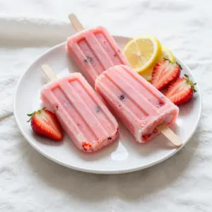 You need 2 cups of fresh strawberries. First, wash them well. Then, hull and slice them. Fresh strawberries give a bright flavor to the popsicles. They also add lovely color. You will use 1 cup of fresh lemon juice. This juice comes from about 4 to 6 lemons. Fresh lemon juice makes the popsicles tangy and refreshing. The zest of one lemon can also add more flavor if you like. For sweetness, add 3/4 cup of honey or agave syrup. You can adjust this amount based on your taste. Honey adds a floral note, while agave syrup is milder. Both sweeteners blend well with the tartness of the lemons. A pinch of salt brightens the taste. You can also add lemon zest for a more zesty flavor. These small touches make the popsicles richer and more enjoyable. {{ingredient_image_1}} Start by washing 2 cups of fresh strawberries. Hull and slice them into small pieces. Place the strawberries in a blender. Next, add 1 cup of fresh lemon juice. This is about 4 to 6 lemons. Then, pour in 1 and 1/2 cups of water. Add 3/4 cup of honey or agave syrup for sweetness. If you like, add the zest of 1 lemon for more flavor. Finally, add a pinch of salt. Blend everything until it is smooth. Taste the mix. If it needs more sweetness, add more honey or agave syrup. Blend again to mix it well. Get your popsicle molds ready. Carefully pour the blended mixture into each mold. Leave a small space at the top. This space allows the popsicles to expand while freezing. Once filled, insert popsicle sticks into the molds. Make sure they stand straight. Now, place the molds in the freezer. Freeze for at least 4 to 6 hours or until they are solid. When you are ready to enjoy them, remove the molds from the freezer. To take out the popsicles, run warm water over the outside of the molds for a few seconds. If they stick, gently twist the molds. This helps release the popsicles without breaking them. Enjoy your refreshing strawberry lemonade popsicles! You might find the mixture needs more sweetness. After blending, taste it. If you want it sweeter, add more honey or agave syrup. Blend it again until it mixes well. Everyone has different tastes, so feel free to adjust! For smooth popsicles, blend all the ingredients well. Make sure there are no chunks left. If you like, you can run the mixture through a fine strainer. This step removes any bits, making your popsicles extra smooth and creamy. Getting popsicles out of the molds can be tricky. To help, run warm water over the outside of the molds. Do this for a few seconds. You can also twist the molds gently. This should help release the popsicles without breaking them. Enjoy your sweet treat! Pro Tips Use Ripe Strawberries: For the best flavor, make sure to use ripe, sweet strawberries. Look for bright red berries that are slightly firm to the touch. Adjust Sweetness: Taste the mixture before pouring it into molds. You can always add more honey or agave syrup if you prefer a sweeter popsicle. Add Herbs: For a unique twist, consider adding fresh mint or basil to the mixture. It complements the lemon and strawberry flavors beautifully. Freezing Tips: Allow the popsicles to freeze completely for the best texture. If they seem hard to remove, run warm water over the molds for a few seconds. {{image_2}} You can make your popsicles even more fun by adding other fruits. Try adding blueberries, raspberries, or peaches. Just blend them with the strawberries. You can mix and match to find your favorite fruit combo. Each fruit brings its unique flavor and color to your popsicles. While honey and agave syrup work great, you can choose other sweeteners too. Maple syrup or stevia can be good options. Each sweetener changes the taste slightly. Adjust the amount based on your taste. Always blend and taste to find the right balance for you. For a creamy twist, add yogurt or coconut milk to the mix. This change gives a rich flavor and smooth texture. Blend it well with the strawberries and lemon juice. You&rsquo;ll create a popsicle that feels like dessert. It&rsquo;s a great way to enjoy a treat on a hot day! To keep your strawberry lemonade popsicles fresh, store them in an airtight container. This helps prevent freezer burn. You can also wrap each popsicle in plastic wrap for added protection. Make sure to label the container with the date. This way, you know when they were made. Homemade popsicles can last about 2 to 3 months in the freezer. After that, they might lose flavor or texture. For the best taste, try to enjoy them within this time frame. If you notice any ice crystals, it&rsquo;s a sign they may not be fresh. When you want to enjoy a popsicle, run warm water over the mold for a few seconds. This makes it easier to remove the popsicle without breaking it. You can also let it sit at room temperature for a minute. This will soften it just enough to pull it out easily. Yes, you can use frozen strawberries. Just let them thaw a bit before blending. This helps them mix smoothly. Keep in mind that the flavor might be slightly different. Fresh strawberries often have a brighter taste. It takes about 4 to 6 hours to freeze popsicles. For best results, leave them overnight. This ensures they freeze solid. If you check them early, they might still be soft. You can use lime juice if you need a substitute. Lime juice gives a nice tang too. If you want a sweeter taste, use orange juice. It might change the flavor, but it can still be tasty. Yes, these popsicles are a healthy treat. They use fresh fruit and natural sweeteners. Honey or agave syrup is better than processed sugar. Plus, you control the amount of sweetness. Enjoying them in moderation makes them a great summer snack! You&rsquo;ve learned how to make fresh and tasty popsicles with simple ingredients. We covered how to blend strawberries, lemon juice, and sweeteners. You also saw tips for perfect consistency and easy removal from molds. Remember, you can add other fruits or make creamy versions to mix it up. Store your popsicles properly for longer enjoyment. With these steps and tricks, you can enjoy delicious homemade treats year-round. Get creative and have fun making your own flavors!