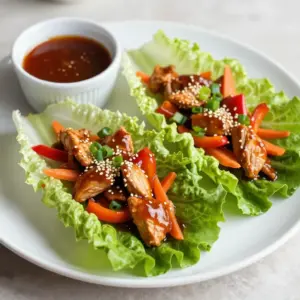 - 1 lb chicken breast, finely diced - 1 tablespoon vegetable oil - 1/4 cup low-sodium soy sauce - 2 tablespoons honey - 1 tablespoon rice vinegar - 1 teaspoon grated fresh ginger - 2 garlic cloves, minced - 1/2 cup bell pepper, finely chopped - 1/4 cup green onions, sliced - 1/4 cup shredded carrots - 1 head of butter or romaine lettuce, leaves separated The main ingredient in this recipe is chicken. I like to use chicken breast because it cooks quickly and stays tender. The sauce is key to flavor. Low-sodium soy sauce keeps it balanced, while honey adds sweetness. Rice vinegar gives a slight tang, and ginger plus garlic adds warmth. The vegetables bring crunch and color. Bell peppers and carrots add texture and nutrition. - Green onions - Sesame seeds - Additional sauces For toppings, you can use green onions for a fresh bite. Sesame seeds add a nice crunch. If you want more flavor, consider adding extra sauce on top. These toppings make the wraps even more enjoyable, adding layers of flavor and texture. {{ingredient_image_1}} To start, I whisk together the sauce ingredients in a small bowl. You will need 1/4 cup of low-sodium soy sauce, 2 tablespoons of honey, 1 tablespoon of rice vinegar, 1 teaspoon of grated ginger, and 2 minced garlic cloves. Whisk until it blends well. Using low-sodium soy sauce is key. It gives great taste without too much salt. This makes the dish healthier and more balanced. Next, I heat 1 tablespoon of vegetable oil in a large skillet over medium heat. Once the oil is hot, I add 1 pound of finely diced chicken breast. I saut&eacute; the chicken for about 5 to 7 minutes. It&rsquo;s done when it turns white and is no longer pink inside. Checking for doneness is crucial to avoid undercooked chicken. After the chicken cooks, I stir in 1/2 cup of finely chopped bell pepper and 1/4 cup of shredded carrots. I let them cook for an extra 2 to 3 minutes. This softens the veggies but keeps some crunch. Then, I pour the teriyaki sauce over the chicken and vegetables. I stir well to coat everything and let it simmer for 2 minutes. This thickens the sauce nicely. For assembly, I take a lettuce leaf and spoon the teriyaki chicken mixture into the center. I like using butter or romaine lettuce as they hold the filling well. To finish, I top it with sliced green onions and a sprinkle of sesame seeds for a nice touch. For presentation, I arrange the wraps on a large platter, garnished with extra sesame seeds. Serving with small bowls of extra teriyaki sauce on the side is a great idea, too. It adds more flavor when you drizzle it on top! To ensure your chicken is flavorful, start with fresh ingredients. Dice the chicken breast into small pieces for even cooking. Heat the vegetable oil in your skillet first. When you add the chicken, let it sear without stirring for a minute. This helps build great flavor. Cook until the chicken is no longer pink, about 5-7 minutes. When saut&eacute;ing vegetables, add them after the chicken is cooked. This keeps them crunchy and vibrant. Stir in the bell pepper and carrots for 2-3 minutes. You want them to soften just a bit but still hold their shape. When presenting your wraps, use a large platter. Line up the lettuce leaves, and pile the teriyaki chicken mixture in the center. Sprinkle sesame seeds and sliced green onions on top. This makes it look tasty and inviting. Serve extra teriyaki sauce in small bowls on the side for drizzling. Pair these wraps with a light side dish like jasmine rice or a fresh cucumber salad. This adds balance to your meal and keeps it refreshing. You can change the flavor of the sauce easily. Try adding a bit of sriracha for heat or orange juice for a citrus twist. This keeps the dish exciting every time you make it. Feel free to swap vegetables based on your taste. Try mushrooms, zucchini, or even snap peas. This lets you enjoy different textures and flavors in your wraps. Pro Tips Use Fresh Ingredients: Fresh vegetables and herbs will elevate the flavor of your teriyaki chicken wraps, making them taste vibrant and delicious. Customize Your Veggies: Feel free to swap in other vegetables like zucchini, mushrooms, or snap peas for a different texture and taste in your wraps. Marinate for Extra Flavor: If time allows, marinate the diced chicken in the teriyaki sauce for 30 minutes before cooking to enhance the flavor profile. Serve with a Twist: Offer additional toppings like sliced avocado or chopped peanuts for guests to customize their wraps further. {{image_2}} You can change the protein in these wraps for a new taste. Instead of chicken, try turkey or shrimp. Both cook quickly and add unique flavors. If you want a vegetarian option, use tofu or tempeh. These proteins soak up teriyaki sauce well and provide great texture. Want to spice things up? You can add red pepper flakes or sriracha for heat. This gives your wraps a nice kick without losing the teriyaki flavor. You can also try different sauces. Instead of teriyaki, use hoisin or sweet chili sauce. Each option creates a dish with its own twist. Incorporating seasonal ingredients makes these wraps even better. During summer, add fresh corn or zucchini for crunch. In winter, consider using roasted squash or Brussels sprouts. Fresh herbs like cilantro or mint can also boost flavor. They add a burst of freshness that pairs well with the teriyaki chicken. To store leftovers, place the teriyaki chicken in an airtight container. Make sure to cool it down first. This keeps it fresh and safe to eat later. It will stay good in the fridge for up to 3 days. After that, the flavor may fade, and it could spoil. The best way to reheat the chicken is in a skillet. Just add a splash of water or broth to keep it moist. Heat it over medium-low heat. Stir it gently until hot. This method helps maintain the flavor and texture. You can also use a microwave, but be careful not to overcook it. Yes, you can freeze teriyaki chicken. It freezes well for up to 3 months. Make sure to store it in a freezer-safe bag or container. When you&rsquo;re ready to use it, thaw it overnight in the fridge. Reheat as mentioned above for the best taste. You can use several alternatives for lettuce wraps. Here are some options: - Collard greens: These are sturdy and great for holding filling. - Cabbage leaves: They add a nice crunch and flavor. - Rice paper: Perfect for a light, fresh wrap. - Whole grain tortillas: A heartier choice for a filling meal. Each option offers its own taste and texture. You can mix and match to find your favorite! Traditional teriyaki sauce often contains soy sauce, which usually has gluten. However, you can make gluten-free teriyaki sauce by using: - Tamari: A gluten-free soy sauce alternative. - Coconut aminos: A soy-free and gluten-free option with a sweet flavor. These substitutes work well and keep the flavor you love! Yes, you can make teriyaki chicken lettuce wraps ahead of time. Here are some tips for meal prep: - Cook the chicken and sauce: You can prepare this a day in advance. Let it cool and store it in the fridge. - Chop veggies: Prepare bell peppers and carrots a day early. Keep them in airtight containers. - Assemble just before serving: This keeps the lettuce crisp. You can enjoy fresh and flavorful wraps anytime! To wrap it up, we explored the key ingredients for teriyaki chicken, from chicken to veggies. You learned step-by-step how to make flavorful lettuce wraps. We covered handy tips for cooking and serving, plus fun ways to customize your dish. Don&rsquo;t forget, storage tips help you enjoy leftovers too. In the end, getting creative with this recipe can lead to delicious variations. Enjoy cooking and sharing your tasty teriyaki wraps!