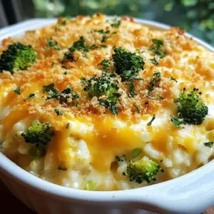 For a tasty Cheesy Broccoli Rice Casserole, you need a few key ingredients: - 2 cups cooked rice (white or brown) - 3 cups fresh broccoli florets, steamed - 1 cup shredded sharp cheddar cheese - 1 cup shredded mozzarella cheese - 1 cup cream of mushroom soup (or homemade alternative) - &frac12; cup milk - 1 teaspoon garlic powder - 1 teaspoon onion powder - Salt and pepper to taste - &frac12; cup breadcrumbs (optional, for topping) - 2 tablespoons olive oil (for greasing) Using fresh broccoli is best. It stays bright and crunchy. Frozen broccoli can work, but it might get mushy. If you use frozen, make sure to thaw and drain it well. If you want a different flavor, you can swap the cream of mushroom soup. Try using cream of chicken soup or a homemade cheese sauce instead. This keeps the dish creamy and adds a new taste. With these ingredients, you&rsquo;ll create a warm, cheesy dish that feels like a hug on a plate. Happy cooking! {{ingredient_image_1}} 1. First, preheat your oven to 350&deg;F (175&deg;C). Greasing a 9x13 inch casserole dish with olive oil makes it easy to serve later. 2. In a large bowl, mix the cooked rice, steamed broccoli, cream of mushroom soup, and milk. Stir until everything is well combined. 3. Add garlic powder, onion powder, salt, and pepper to the mix. Stir this well too. 4. Next, fold in both cheddar and mozzarella cheeses. Keep a small handful of cheese for later. 1. Pour your mixture into the greased casserole dish. Spread it evenly across the dish. 2. If you want a crunchy topping, sprinkle breadcrumbs on top. Then, add the reserved cheese. 3. Bake the casserole in the preheated oven for 25-30 minutes. You want the cheese to be bubbly and golden brown. 4. After baking, let your casserole cool for about 5 minutes. This helps it set, making it easier to serve. To get that creamy texture, use fresh ingredients. The cream of mushroom soup adds richness. You can also add more milk if it seems too thick. For even cooking, mix all ingredients well. This helps the cheese melt uniformly. When you bake, place the dish in the center of the oven. This promotes even heat distribution. Want to save time? Cook rice the day before. You can also steam your broccoli ahead of time. This way, you just mix and bake. For a beautiful presentation, garnish with fresh parsley. This adds color and freshness. You can also add tomato slices for a nice touch. Pair your casserole with a light salad. A simple green salad works well. You could also serve it with grilled chicken or fish. These options balance the dish's richness. Pro Tips Use Fresh Ingredients: Always opt for fresh broccoli and high-quality cheeses for the best flavor and texture in your casserole. Customize Your Cheese: Feel free to mix different cheeses like gouda or pepper jack for a unique twist on the classic flavor. Add Protein: For a heartier meal, consider adding cooked chicken, ham, or even chickpeas to the casserole mixture. Make it Ahead: This casserole can be assembled ahead of time and stored in the fridge. Just bake it when you're ready to serve! {{image_2}} You can switch out the broccoli if you want. Here are some great options: - Cauliflower for a milder taste - Spinach for a pop of color and nutrition - Peas for sweetness and texture - Zucchini for a light and fresh flavor For cheese, try these variations: - Pepper jack for a spicy kick - Gouda for a rich, smoky taste - Cream cheese for extra creaminess - Vegan cheese to keep it plant-based If you want a vegan version, use these swaps: - Replace cream of mushroom soup with cashew cream - Choose rice milk or almond milk instead of dairy milk - Use nutritional yeast for a cheesy flavor You can make this casserole in different ways. Try the Instant Pot for quick prep: 1. Mix all ingredients in the pot. 2. Seal the lid and cook on high for 8 minutes. 3. Quick-release the steam and enjoy! For a slow cooker, follow these steps: 1. Mix all ingredients in the slow cooker. 2. Cover and cook on low for 4 hours. 3. Serve warm and enjoy the flavors! After you enjoy your Cheesy Broccoli Rice Casserole, store the leftovers properly. First, let the casserole cool down to room temperature. Then, transfer it to an airtight container. You can also cover the dish tightly with plastic wrap or aluminum foil. This helps keep the casserole fresh. Store it in the fridge for up to 3 to 4 days. If you want to keep it longer, consider freezing it. When you're ready to enjoy the leftovers, reheating is key. The best way to reheat the casserole is in the oven. Preheat it to 350&deg;F (175&deg;C). Place the casserole in an oven-safe dish, covered with foil. Heat it for about 20-25 minutes. This helps keep the cheese creamy and the broccoli tender. If you want a crispy top, remove the foil for the last 5 minutes. You can also use the microwave, but this may change the texture. Heat in short bursts and check often to avoid overcooking. Can I make Cheesy Broccoli Rice Casserole ahead of time? Yes, you can make this casserole ahead. Prepare the casserole up to the baking step. Cover it tightly and store it in the fridge for up to two days. When you are ready to bake, just pop it in the oven. What type of rice works best for this recipe? You can use either white or brown rice. Both types work well, but brown rice gives a nutty flavor. Just make sure the rice is cooked before mixing it with the other ingredients. Can I freeze the casserole for future use? Yes, you can freeze it! Allow the casserole to cool completely. Cover it tightly with plastic wrap, then with aluminum foil. It can last in the freezer for about three months. How long to bake the casserole if it's cold? If your casserole is cold from the fridge, bake it for about 35-40 minutes. Check that the cheese is melted and bubbly. What if I don&rsquo;t have breadcrumbs? Can I skip it? You can skip the breadcrumbs if you don&rsquo;t have them. The casserole will still be tasty and cheesy without that crunchy topping. If you want some crunch, you can try crushed crackers or nuts instead. Cheesy Broccoli Rice Casserole is an easy and tasty dish. We covered its key ingredients, including fresh broccoli and substitutes for cream of mushroom soup. The step-by-step instructions guide you through mixing, baking, and serving your casserole right. For the best results, use fresh ingredients and follow the baking tips. Get creative with variations and enjoy both reheating and storing tips. I hope you feel ready to make a delicious casserole that the whole family will love!