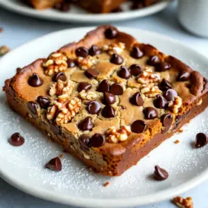 - 2 ripe bananas, mashed - 1/2 cup unsalted butter, melted - 1 cup brown sugar, packed - 1 large egg - 1 teaspoon vanilla extract - 1 cup all-purpose flour - 1/2 teaspoon baking powder - 1/4 teaspoon baking soda - 1/4 teaspoon salt - 1/2 cup chocolate chips - 1/4 cup walnuts, chopped (optional) When measuring the brown sugar, pack it firmly into the cup. This helps add sweetness. For the flour, use a spoon to fill your measuring cup. Avoid scooping directly from the bag, as this can lead to too much flour. The bananas should be very ripe for the best flavor and moisture. You can add walnuts for a nice crunch. If you want a nut-free version, just skip them. Feel free to swap in dark chocolate chips for a richer taste. You can also use mini chocolate chips for a fun twist! {{ingredient_image_1}} First, you need to prep your baking pan. Preheat your oven to 350&deg;F (175&deg;C). Now, take a 9x9-inch baking pan. You can grease it with butter or use parchment paper. Either way works well. This step helps the blondies not stick. Grab a mixing bowl and add two ripe bananas. Mash them until smooth. Then, pour in 1/2 cup of melted unsalted butter. Mix them together until they blend nicely. Next, add 1 cup of brown sugar and stir it in. Now, crack one large egg into the bowl. Add 1 teaspoon of vanilla extract, too. Mix everything until it is smooth and creamy. In another bowl, whisk together the dry ingredients. You need 1 cup of all-purpose flour, 1/2 teaspoon of baking powder, 1/4 teaspoon of baking soda, and 1/4 teaspoon of salt. Once mixed, slowly add this to your wet mixture. Gently stir until combined. It&rsquo;s important not to overmix. Finally, fold in 1/2 cup of chocolate chips and 1/4 cup of chopped walnuts if you like. This step adds great flavor and texture. To get the right texture, use ripe bananas. They add moisture and sweetness. Mash them well for even mixing. Ensure your butter is melted but not hot. Hot butter can cook the egg. Mix the wet and dry ingredients just until combined. Overmixing can make your blondies tough. You can swap brown sugar for white sugar if needed. This change will give a lighter taste. For a nut-free option, leave out the walnuts. Add more chocolate chips to make them richer. You can also mix in peanut butter for a fun twist. If you like spices, try cinnamon or nutmeg too. Check your blondies around 25 minutes. If a toothpick comes out wet, bake longer. Every oven is different, so watch closely. For a softer texture, bake for less time. If you like them firmer, let them bake a bit longer. Remember to cool them before cutting for nice squares. Pro Tips Use Overripe Bananas: The riper the bananas, the sweeter and more flavorful your blondies will be. Look for bananas with lots of brown spots for the best results. Don't Overmix: When combining the wet and dry ingredients, mix just until incorporated to keep the blondies soft and chewy. Overmixing can lead to a dense texture. Customize Your Add-ins: Feel free to swap the walnuts for your favorite nuts or add in other mix-ins like dried fruit or peanut butter chips to create your own unique version. Storage Tips: Store the blondies in an airtight container at room temperature for up to 5 days, or freeze for longer storage. They make a great treat to have on hand! {{image_2}} You can make this treat a bit healthier. Swap the all-purpose flour for whole wheat flour. This change adds fiber and nutrients. You can also use coconut oil instead of butter. It gives a nice flavor and is a great fat choice. Try reducing the sugar, too. Use only 3/4 cup of brown sugar instead of 1 cup. You can also replace some sugar with unsweetened applesauce. This keeps the blondies moist and tasty. Want to mix things up? Add different flavors to the batter. Try using peanut butter chips instead of chocolate chips. This gives a nutty twist. You can also add spices like cinnamon or nutmeg for warmth. If you love fruit, throw in some chopped apples or berries. These add freshness and a pop of color. Another fun idea is to sprinkle in some shredded coconut for a tropical touch. If you need a gluten-free version, use gluten-free flour. Many brands work well in this recipe. For a vegan option, replace the egg with a flax egg. Just mix one tablespoon of ground flaxseed with two and a half tablespoons of water. Let it sit for a few minutes to thicken. Always check labels on chocolate chips, as some may contain dairy. Consider using dairy-free chocolate chips to fit your diet. To keep your chocolate chip banana bread blondies fresh, store them in an airtight container. I recommend placing a piece of parchment paper between layers if stacking. This step helps prevent them from sticking together. Keep your container in a cool, dry place. Avoid sunlight to maintain their taste and texture. Freezing blondies is simple and effective. First, let them cool completely. Then, wrap each blondie in plastic wrap. Place the wrapped blondies in a freezer-safe bag or container. Label with the date for your reference. They will freeze well for about three months. When you&rsquo;re ready to enjoy, thaw them in the fridge overnight. Stored properly, chocolate chip banana bread blondies last about one week at room temperature. If you keep them in the fridge, they may last up to two weeks. However, I find they taste best within the first few days. Enjoy them while they&rsquo;re fresh for the best flavor and texture. Yes, ripe bananas are perfect for this recipe. They add natural sweetness and moisture. The more spots on the banana, the better. They will mash easily and blend well into the batter. If you have overripe bananas, this is the best time to use them. If your batter feels too thick, add a splash of milk. Start with just a tablespoon, then mix. This will help loosen it up. Another option is to mash another banana. This adds moisture without changing the flavor. You can check the blondies at 25 minutes. Insert a toothpick in the center. If it comes out clean or with just a few crumbs, they are done. If there is wet batter, bake for a few more minutes. Let them cool for a bit before cutting. This helps them set up nicely. In this post, we covered all the essentials for baking blondies. We explored ingredients, measurements, and optional items. You learned step-by-step how to mix and bake the perfect blondies. Our tips helped you improve texture and adjust baking time. We also discussed healthier variations and storage tips to keep your treats fresh. Remember to experiment with add-ins and make the recipe your own. Now you have the tools to create delicious blondies any time! Happy baking!